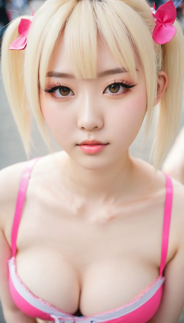 Tags: 21872187, SDXL
{"3": {"inputs": {"seed": 592146065772696, "steps": 32, "cfg": 7.52, "sampler_name": "dpmpp_2m", "scheduler": "karras", "denoise": 1.0, "model": ["27", 0], "positive": ["6", 0], "negative": ["7", 0], "latent_image": ["5", 0]}, "class_type": "KSampler"}, "4": {"inputs": {"ckpt_name": "juggernautxl.safetensors"}, "class_type": "CheckpointLoaderSimple"}, "5": {"inputs": {"width": 768, "height": 1344, "batch_size": 1}, "class_type": "EmptyLatentImage"}, "6": {"inputs": {"text": "20 year old girl, (chinese:1.05), (beautiful eyes:1.10), (temptress:1.10), (detailed face:0.97), (eyelashes:1.04), (sexy lips:1.01), (blush:1.12), (cute:0.96), (slim:0.96), (idol:1.12), (pale skin:1.14), (seductive facial expression:1.13), (seductive pose:1.04), (double eyelids:0.96), (in a seductive pose:0.96), (large perky breasts:0.95), (cleavage:1.05), (thigh gap:1.11), (in a cosplay:0.98) at comiket posing for camera, (natural looking skin:1.02), (film:1.06), (soft lighting:1.06), (detailed skin:1.00), (candid cinema:1.09), (skin fuzz:1.02), (portra:1.03), (RAW:1.01), (textured skin:1.03)", "clip": ["27", 1]}, "class_type": "CLIPTextEncode"}, "7": {"inputs": {"text": "(twisted:1.08), (worst quality:1.05), (bad hands:1.05), (watermark:1.13), (open mouth:1.09), (distorted:1.07), (low resolution:1.14)", "clip": ["27", 1]}, "class_type": "CLIPTextEncode"}, "8": {"inputs": {"samples": ["3", 0], "vae": ["4", 2]}, "class_type": "VAEDecode"}, "25": {"inputs": {"lora_name": "nudify_xl.safetensors", "strength_model": 0.11, "strength_clip": 0.1, "model": ["4", 0], "clip": ["4", 1]}, "class_type": "LoraLoader"}, "26": {"inputs": {"lora_name": "shirtlift_SDXL_v2.safetensors", "strength_model": 0.0, "strength_clip": 0.08, "model": ["25", 0], "clip": ["25", 1]}, "class_type": "LoraLoader"}, "27": {"inputs": {"lora_name": "PerfectEyesXL.safetensors", "strength_model": 0.06, "strength_clip": 0.06, "model": ["26", 0], "clip": ["26", 1]}, "class_type": "LoraLoader"}, "30": {"inputs": {"model_name": "4x_NMKD-Superscale-SP_178000_G.pth"}, "class_type": "UpscaleModelLoader"}, "31": {"inputs": {"upscale_model": ["30", 0], "image": ["8", 0]}, "class_type": "ImageUpscaleWithModel"}, "32": {"inputs": {"upscale_method": "lanczos", "scale_by": 0.5, "image": ["31", 0]}, "class_type": "ImageScaleBy"}, "33": {"inputs": {"pixels": ["32", 0], "vae": ["4", 2]}, "class_type": "VAEEncode"}, "34": {"inputs": {"seed": 592146065772696, "steps": 32, "cfg": 7.52, "sampler_name": "dpmpp_2m", "scheduler": "karras", "denoise": 0.3, "model": ["27", 0], "positive": ["6", 0], "negative": ["7", 0], "latent_image": ["33", 0]}, "class_type": "KSampler"}, "36": {"inputs": {"samples": ["34", 0], "vae": ["4", 2]}, "class_type": "VAEDecode"}, "39": {"inputs": {"filename_prefix": "comfyapi-1734732812539", "images": ["36", 0]}, "class_type": "SaveImage"}}