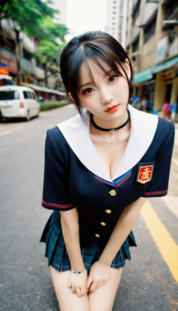 Tags: 21872187, SDXL
{"3": {"inputs": {"seed": 121744646056630, "steps": 32, "cfg": 7.55, "sampler_name": "dpmpp_2m", "scheduler": "karras", "denoise": 1.0, "model": ["27", 0], "positive": ["6", 0], "negative": ["7", 0], "latent_image": ["5", 0]}, "class_type": "KSampler"}, "4": {"inputs": {"ckpt_name": "helloworldxl.safetensors"}, "class_type": "CheckpointLoaderSimple"}, "5": {"inputs": {"width": 768, "height": 1344, "batch_size": 1}, "class_type": "EmptyLatentImage"}, "6": {"inputs": {"text": "23 year old girl, (taiwanese:1.12), (chinese:1.02), (temptress:0.95), (detailed face:1.07), (sexy lips:1.01), (slim:0.96), (beautiful eyes:1.12), (idol:1.11), (double eyelids:1.12), (pale skin:1.06), (eyelashes:1.00), (seductive pose:0.95), (blush:1.00), (seductive facial expression:1.00), (cute:1.06), (in a seductive pose:1.13), (large perky breasts:0.99), (cleavage:1.06), (thigh gap:1.08), (school uniform:1.09), choker, busy street, (textured skin:1.05), (detailed skin:1.08), (soft lighting:1.05), (natural looking skin:1.07), (RAW:1.00), (candid cinema:1.09), (portra:1.06), (skin fuzz:1.00), (film:1.01)", "clip": ["27", 1]}, "class_type": "CLIPTextEncode"}, "7": {"inputs": {"text": "(twisted:1.11), (worst quality:1.13), (watermark:1.06), (low resolution:1.05), (distorted:1.10), (open mouth:1.09), (bad hands:1.07)", "clip": ["27", 1]}, "class_type": "CLIPTextEncode"}, "8": {"inputs": {"samples": ["3", 0], "vae": ["4", 2]}, "class_type": "VAEDecode"}, "25": {"inputs": {"lora_name": "nudify_xl.safetensors", "strength_model": 0.14, "strength_clip": 0.2, "model": ["4", 0], "clip": ["4", 1]}, "class_type": "LoraLoader"}, "26": {"inputs": {"lora_name": "shirtlift_SDXL_v2.safetensors", "strength_model": 0.17, "strength_clip": 0.14, "model": ["25", 0], "clip": ["25", 1]}, "class_type": "LoraLoader"}, "27": {"inputs": {"lora_name": "PerfectEyesXL.safetensors", "strength_model": 0.04, "strength_clip": 0.09, "model": ["26", 0], "clip": ["26", 1]}, "class_type": "LoraLoader"}, "30": {"inputs": {"model_name": "4x_NMKD-Superscale-SP_178000_G.pth"}, "class_type": "UpscaleModelLoader"}, "31": {"inputs": {"upscale_model": ["30", 0], "image": ["8", 0]}, "class_type": "ImageUpscaleWithModel"}, "32": {"inputs": {"upscale_method": "lanczos", "scale_by": 0.5, "image": ["31", 0]}, "class_type": "ImageScaleBy"}, "33": {"inputs": {"pixels": ["32", 0], "vae": ["4", 2]}, "class_type": "VAEEncode"}, "34": {"inputs": {"seed": 121744646056630, "steps": 32, "cfg": 7.55, "sampler_name": "dpmpp_2m", "scheduler": "karras", "denoise": 0.3, "model": ["27", 0], "positive": ["6", 0], "negative": ["7", 0], "latent_image": ["33", 0]}, "class_type": "KSampler"}, "36": {"inputs": {"samples": ["34", 0], "vae": ["4", 2]}, "class_type": "VAEDecode"}, "39": {"inputs": {"filename_prefix": "comfyapi-1711190574011", "images": ["36", 0]}, "class_type": "SaveImage"}}