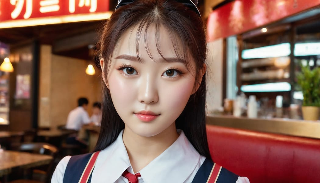 Tags: 21872187, SDXL
{"3": {"inputs": {"seed": 557401871067066, "steps": 32, "cfg": 7.03, "sampler_name": "dpmpp_2m", "scheduler": "karras", "denoise": 1.0, "model": ["27", 0], "positive": ["6", 0], "negative": ["7", 0], "latent_image": ["5", 0]}, "class_type": "KSampler"}, "4": {"inputs": {"ckpt_name": "juggernautxl.safetensors"}, "class_type": "CheckpointLoaderSimple"}, "5": {"inputs": {"width": 1344, "height": 768, "batch_size": 1}, "class_type": "EmptyLatentImage"}, "6": {"inputs": {"text": "18 year old girl, (korean:1.03), (double eyelids:0.96), (seductive facial expression:0.96), (slim:1.06), (idol:1.03), (blush:1.01), (eyelashes:0.97), (pale skin:0.99), (temptress:1.06), (detailed face:1.00), (cute:0.95), (sexy lips:1.06), (beautiful eyes:0.98), (seductive pose:1.11), (in a seductive pose:1.03), (large perky breasts:1.04), (cleavage:0.98), (thigh gap:1.04), (a waitress in uniform:1.11) working at a restaurant, (soft lighting:1.09), (RAW:1.05), (candid cinema:1.07), (detailed skin:1.07), (skin fuzz:1.06), (natural looking skin:1.03), (textured skin:1.09), (film:1.06), (portra:1.02)", "clip": ["27", 1]}, "class_type": "CLIPTextEncode"}, "7": {"inputs": {"text": "(low resolution:1.14), (bad hands:1.12), (distorted:1.14), (worst quality:1.06), (twisted:1.09), (open mouth:1.11)", "clip": ["27", 1]}, "class_type": "CLIPTextEncode"}, "8": {"inputs": {"samples": ["3", 0], "vae": ["4", 2]}, "class_type": "VAEDecode"}, "25": {"inputs": {"lora_name": "nudify_xl.safetensors", "strength_model": 0.3, "strength_clip": 0.14, "model": ["4", 0], "clip": ["4", 1]}, "class_type": "LoraLoader"}, "26": {"inputs": {"lora_name": "shirtlift_SDXL_v2.safetensors", "strength_model": 0.03, "strength_clip": 0.09, "model": ["25", 0], "clip": ["25", 1]}, "class_type": "LoraLoader"}, "27": {"inputs": {"lora_name": "PerfectEyesXL.safetensors", "strength_model": 0.07, "strength_clip": 0.16, "model": ["26", 0], "clip": ["26", 1]}, "class_type": "LoraLoader"}, "30": {"inputs": {"model_name": "4x_NMKD-Superscale-SP_178000_G.pth"}, "class_type": "UpscaleModelLoader"}, "31": {"inputs": {"upscale_model": ["30", 0], "image": ["8", 0]}, "class_type": "ImageUpscaleWithModel"}, "32": {"inputs": {"upscale_method": "lanczos", "scale_by": 0.5, "image": ["31", 0]}, "class_type": "ImageScaleBy"}, "33": {"inputs": {"pixels": ["32", 0], "vae": ["4", 2]}, "class_type": "VAEEncode"}, "34": {"inputs": {"seed": 557401871067066, "steps": 32, "cfg": 7.03, "sampler_name": "dpmpp_2m", "scheduler": "karras", "denoise": 0.3, "model": ["27", 0], "positive": ["6", 0], "negative": ["7", 0], "latent_image": ["33", 0]}, "class_type": "KSampler"}, "36": {"inputs": {"samples": ["34", 0], "vae": ["4", 2]}, "class_type": "VAEDecode"}, "39": {"inputs": {"filename_prefix": "comfyapi-1713403704616", "images": ["36", 0]}, "class_type": "SaveImage"}}