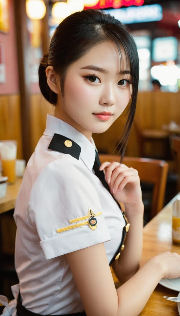 Tags: 21872187, SDXL
{"3": {"inputs": {"seed": 719222630141630, "steps": 32, "cfg": 6.79, "sampler_name": "dpmpp_2m", "scheduler": "karras", "denoise": 1.0, "model": ["27", 0], "positive": ["6", 0], "negative": ["7", 0], "latent_image": ["5", 0]}, "class_type": "KSampler"}, "4": {"inputs": {"ckpt_name": "juggernautxl.safetensors"}, "class_type": "CheckpointLoaderSimple"}, "5": {"inputs": {"width": 768, "height": 1344, "batch_size": 1}, "class_type": "EmptyLatentImage"}, "6": {"inputs": {"text": "20 year old girl, (taiwanese:1.08), (temptress:1.07), (slim:1.02), (seductive facial expression:1.01), (blush:1.08), (eyelashes:1.07), (beautiful eyes:1.04), (detailed face:0.95), (double eyelids:1.10), (sexy lips:1.09), (pale skin:0.96), (seductive pose:1.07), (perky ass:0.99), (exposed ass:1.08), (looking back:1.13), (sexy ass:1.12), (thigh gap:1.01), (a waitress in uniform:1.08) working at a restaurant, (soft lighting:1.05), (portra:1.06), (skin fuzz:1.01), (RAW:1.05), (detailed skin:1.06), (film:1.00), (candid cinema:1.03), (textured skin:1.04), (natural looking skin:1.01)", "clip": ["27", 1]}, "class_type": "CLIPTextEncode"}, "7": {"inputs": {"text": "(twisted:1.13), (distorted:1.05), (bad hands:1.09), (low resolution:1.09), (watermark:1.14), (worst quality:1.07), (open mouth:1.05)", "clip": ["27", 1]}, "class_type": "CLIPTextEncode"}, "8": {"inputs": {"samples": ["3", 0], "vae": ["4", 2]}, "class_type": "VAEDecode"}, "25": {"inputs": {"lora_name": "nudify_xl.safetensors", "strength_model": 0.33, "strength_clip": 0.14, "model": ["4", 0], "clip": ["4", 1]}, "class_type": "LoraLoader"}, "26": {"inputs": {"lora_name": "shirtlift_SDXL_v2.safetensors", "strength_model": 0.05, "strength_clip": 0.18, "model": ["25", 0], "clip": ["25", 1]}, "class_type": "LoraLoader"}, "27": {"inputs": {"lora_name": "PerfectEyesXL.safetensors", "strength_model": 0.19, "strength_clip": 0.07, "model": ["26", 0], "clip": ["26", 1]}, "class_type": "LoraLoader"}, "30": {"inputs": {"model_name": "4x_NMKD-Superscale-SP_178000_G.pth"}, "class_type": "UpscaleModelLoader"}, "31": {"inputs": {"upscale_model": ["30", 0], "image": ["8", 0]}, "class_type": "ImageUpscaleWithModel"}, "32": {"inputs": {"upscale_method": "lanczos", "scale_by": 0.5, "image": ["31", 0]}, "class_type": "ImageScaleBy"}, "33": {"inputs": {"pixels": ["32", 0], "vae": ["4", 2]}, "class_type": "VAEEncode"}, "34": {"inputs": {"seed": 719222630141630, "steps": 32, "cfg": 6.79, "sampler_name": "dpmpp_2m", "scheduler": "karras", "denoise": 0.3, "model": ["27", 0], "positive": ["6", 0], "negative": ["7", 0], "latent_image": ["33", 0]}, "class_type": "KSampler"}, "36": {"inputs": {"samples": ["34", 0], "vae": ["4", 2]}, "class_type": "VAEDecode"}, "39": {"inputs": {"filename_prefix": "comfyapi-1734247446003", "images": ["36", 0]}, "class_type": "SaveImage"}}