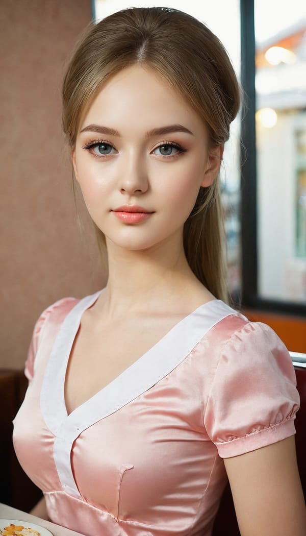 Tags: 21872187, SDXL
{"3": {"inputs": {"seed": 760041472956644, "steps": 64, "cfg": 6.59, "sampler_name": "dpmpp_2m", "scheduler": "karras", "denoise": 1.0, "model": ["27", 0], "positive": ["6", 0], "negative": ["7", 0], "latent_image": ["5", 0]}, "class_type": "KSampler"}, "4": {"inputs": {"ckpt_name": "juggernautXL_v8Rundiffusion.safetensors"}, "class_type": "CheckpointLoaderSimple"}, "5": {"inputs": {"width": 768, "height": 1344, "batch_size": 1}, "class_type": "EmptyLatentImage"}, "6": {"inputs": {"text": "22 year old girl, (russian:1.01), (ukrainian:1.00), (double eyelids:1.12), (blush:0.99), (seductive facial expression:1.14), (seductive pose:0.97), (idol:0.96), (cute:1.03), (beautiful eyes:1.01), (pale skin:0.98), (detailed face:1.14), (slim:1.02), (eyelashes:1.02), (sexy lips:1.07), (temptress:1.12), (in a seductive pose:1.07), (large perky breasts:0.96), (cleavage:1.01), (thigh gap:1.11), (a waitress in uniform:1.10) working at a restaurant, (soft lighting:1.05), (film:1.09), (portra:1.07), (candid cinema:1.03), (textured skin:1.02), (detailed skin:1.03), (natural looking skin:1.00), (skin fuzz:1.06), (RAW:1.02)", "clip": ["27", 1]}, "class_type": "CLIPTextEncode"}, "7": {"inputs": {"text": "(open mouth:1.05), (twisted:1.08), (bad hands:1.14), (worst quality:1.05), (watermark:1.09), (low resolution:1.08), (distorted:1.10)", "clip": ["27", 1]}, "class_type": "CLIPTextEncode"}, "8": {"inputs": {"samples": ["3", 0], "vae": ["4", 2]}, "class_type": "VAEDecode"}, "25": {"inputs": {"lora_name": "nudify_xl.safetensors", "strength_model": 0.13, "strength_clip": 0.01, "model": ["4", 0], "clip": ["4", 1]}, "class_type": "LoraLoader"}, "26": {"inputs": {"lora_name": "shirtlift_SDXL_v2.safetensors", "strength_model": 0.14, "strength_clip": 0.08, "model": ["25", 0], "clip": ["25", 1]}, "class_type": "LoraLoader"}, "27": {"inputs": {"lora_name": "PerfectEyesXL.safetensors", "strength_model": 0.16, "strength_clip": 0.02, "model": ["26", 0], "clip": ["26", 1]}, "class_type": "LoraLoader"}, "30": {"inputs": {"model_name": "4x_NMKD-Superscale-SP_178000_G.pth"}, "class_type": "UpscaleModelLoader"}, "31": {"inputs": {"upscale_model": ["30", 0], "image": ["8", 0]}, "class_type": "ImageUpscaleWithModel"}, "32": {"inputs": {"upscale_method": "lanczos", "scale_by": 0.5, "image": ["31", 0]}, "class_type": "ImageScaleBy"}, "33": {"inputs": {"pixels": ["32", 0], "vae": ["4", 2]}, "class_type": "VAEEncode"}, "34": {"inputs": {"seed": 760041472956644, "steps": 64, "cfg": 6.59, "sampler_name": "dpmpp_2m", "scheduler": "karras", "denoise": 0.3, "model": ["27", 0], "positive": ["6", 0], "negative": ["7", 0], "latent_image": ["33", 0]}, "class_type": "KSampler"}, "36": {"inputs": {"samples": ["34", 0], "vae": ["4", 2]}, "class_type": "VAEDecode"}, "39": {"inputs": {"filename_prefix": "comfyapi-1707776433581", "images": ["36", 0]}, "class_type": "SaveImage"}}