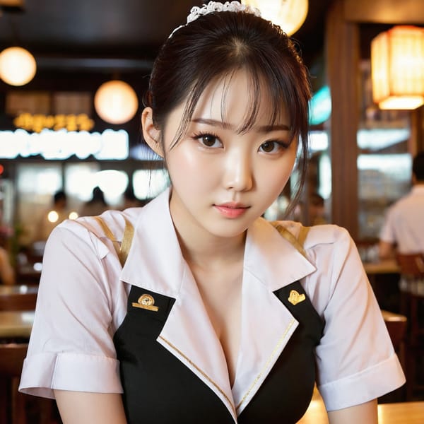 Tags: 21872187, SDXL
{"3": {"inputs": {"seed": 197761649082059, "steps": 32, "cfg": 6.35, "sampler_name": "dpmpp_2m", "scheduler": "karras", "denoise": 1.0, "model": ["27", 0], "positive": ["6", 0], "negative": ["7", 0], "latent_image": ["5", 0]}, "class_type": "KSampler"}, "4": {"inputs": {"ckpt_name": "juggernautxl.safetensors"}, "class_type": "CheckpointLoaderSimple"}, "5": {"inputs": {"width": 1024, "height": 1024, "batch_size": 1}, "class_type": "EmptyLatentImage"}, "6": {"inputs": {"text": "23 year old girl, (chinese:1.05), (korean:1.13), (japanese:1.10), (idol:1.06), (seductive facial expression:1.03), (detailed face:0.96), (double eyelids:1.08), (slim:1.09), (temptress:0.97), (seductive pose:1.09), (eyelashes:0.98), (cute:1.12), (pale skin:1.03), (in a seductive pose:1.00), (large perky breasts:1.10), (cleavage:1.01), (thigh gap:0.95), (a waitress in uniform:1.04) working at a restaurant, (soft lighting:1.01), (film:1.02), (candid cinema:1.05), (portra:1.03), (skin fuzz:1.03), (natural looking skin:1.06), (detailed skin:1.08), (RAW:1.08), (textured skin:1.05)", "clip": ["27", 1]}, "class_type": "CLIPTextEncode"}, "7": {"inputs": {"text": "(twisted:1.07), (distorted:1.12), (bad hands:1.12), (low resolution:1.06), (worst quality:1.12), (open mouth:1.14), (watermark:1.05)", "clip": ["27", 1]}, "class_type": "CLIPTextEncode"}, "8": {"inputs": {"samples": ["3", 0], "vae": ["4", 2]}, "class_type": "VAEDecode"}, "25": {"inputs": {"lora_name": "nudify_xl.safetensors", "strength_model": 0.34, "strength_clip": 0.2, "model": ["4", 0], "clip": ["4", 1]}, "class_type": "LoraLoader"}, "26": {"inputs": {"lora_name": "shirtlift_SDXL_v2.safetensors", "strength_model": 0.16, "strength_clip": 0.04, "model": ["25", 0], "clip": ["25", 1]}, "class_type": "LoraLoader"}, "27": {"inputs": {"lora_name": "PerfectEyesXL.safetensors", "strength_model": 0.02, "strength_clip": 0.18, "model": ["26", 0], "clip": ["26", 1]}, "class_type": "LoraLoader"}, "30": {"inputs": {"model_name": "4x_NMKD-Superscale-SP_178000_G.pth"}, "class_type": "UpscaleModelLoader"}, "31": {"inputs": {"upscale_model": ["30", 0], "image": ["8", 0]}, "class_type": "ImageUpscaleWithModel"}, "32": {"inputs": {"upscale_method": "lanczos", "scale_by": 0.5, "image": ["31", 0]}, "class_type": "ImageScaleBy"}, "33": {"inputs": {"pixels": ["32", 0], "vae": ["4", 2]}, "class_type": "VAEEncode"}, "34": {"inputs": {"seed": 197761649082059, "steps": 32, "cfg": 6.35, "sampler_name": "dpmpp_2m", "scheduler": "karras", "denoise": 0.3, "model": ["27", 0], "positive": ["6", 0], "negative": ["7", 0], "latent_image": ["33", 0]}, "class_type": "KSampler"}, "36": {"inputs": {"samples": ["34", 0], "vae": ["4", 2]}, "class_type": "VAEDecode"}, "39": {"inputs": {"filename_prefix": "comfyapi-1734412246668", "images": ["36", 0]}, "class_type": "SaveImage"}}