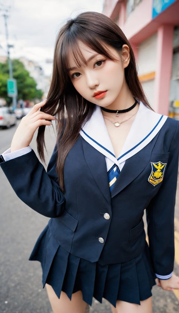 Tags: 21872187, SDXL
{"3": {"inputs": {"seed": 134184785125448, "steps": 64, "cfg": 6.89, "sampler_name": "dpmpp_2m", "scheduler": "karras", "denoise": 1.0, "model": ["27", 0], "positive": ["6", 0], "negative": ["7", 0], "latent_image": ["5", 0]}, "class_type": "KSampler"}, "4": {"inputs": {"ckpt_name": "helloworldxl.safetensors"}, "class_type": "CheckpointLoaderSimple"}, "5": {"inputs": {"width": 768, "height": 1344, "batch_size": 1}, "class_type": "EmptyLatentImage"}, "6": {"inputs": {"text": "19 year old girl, (ukrainian:0.95), (korean:1.10), (russian:1.05), (japanese:1.04), (detailed face:1.07), (eyelashes:0.98), (seductive pose:1.04), (slim:0.99), (pale skin:1.05), (idol:1.09), (beautiful eyes:0.95), (double eyelids:1.05), (seductive facial expression:1.04), (sexy lips:1.14), (blush:1.00), (temptress:1.13), (cute:0.97), (in a seductive pose:1.13), (large perky breasts:0.99), (cleavage:0.98), (thigh gap:0.97), (school uniform:1.14), choker, busy street, (natural looking skin:1.04), (RAW:1.03), (soft lighting:1.07), (portra:1.08), (film:1.01), (textured skin:1.05), (candid cinema:1.02), (detailed skin:1.08), (skin fuzz:1.03)", "clip": ["27", 1]}, "class_type": "CLIPTextEncode"}, "7": {"inputs": {"text": "(worst quality:1.12), (open mouth:1.09), (bad hands:1.07), (distorted:1.14), (watermark:1.13), (low resolution:1.14), (twisted:1.09)", "clip": ["27", 1]}, "class_type": "CLIPTextEncode"}, "8": {"inputs": {"samples": ["3", 0], "vae": ["4", 2]}, "class_type": "VAEDecode"}, "25": {"inputs": {"lora_name": "nudify_xl.safetensors", "strength_model": 0.16, "strength_clip": 0.38, "model": ["4", 0], "clip": ["4", 1]}, "class_type": "LoraLoader"}, "26": {"inputs": {"lora_name": "shirtlift_SDXL_v2.safetensors", "strength_model": 0.19, "strength_clip": 0.1, "model": ["25", 0], "clip": ["25", 1]}, "class_type": "LoraLoader"}, "27": {"inputs": {"lora_name": "PerfectEyesXL.safetensors", "strength_model": 0.01, "strength_clip": 0.09, "model": ["26", 0], "clip": ["26", 1]}, "class_type": "LoraLoader"}, "30": {"inputs": {"model_name": "4x_NMKD-Superscale-SP_178000_G.pth"}, "class_type": "UpscaleModelLoader"}, "31": {"inputs": {"upscale_model": ["30", 0], "image": ["8", 0]}, "class_type": "ImageUpscaleWithModel"}, "32": {"inputs": {"upscale_method": "lanczos", "scale_by": 0.5, "image": ["31", 0]}, "class_type": "ImageScaleBy"}, "33": {"inputs": {"pixels": ["32", 0], "vae": ["4", 2]}, "class_type": "VAEEncode"}, "34": {"inputs": {"seed": 134184785125448, "steps": 64, "cfg": 6.89, "sampler_name": "dpmpp_2m", "scheduler": "karras", "denoise": 0.3, "model": ["27", 0], "positive": ["6", 0], "negative": ["7", 0], "latent_image": ["33", 0]}, "class_type": "KSampler"}, "36": {"inputs": {"samples": ["34", 0], "vae": ["4", 2]}, "class_type": "VAEDecode"}, "39": {"inputs": {"filename_prefix": "comfyapi-1713685222380", "images": ["36", 0]}, "class_type": "SaveImage"}}