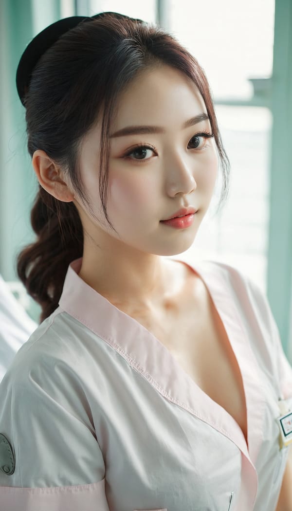 Tags: 21872187, SDXL
{"3": {"inputs": {"seed": 322660500726125, "steps": 32, "cfg": 5.96, "sampler_name": "dpmpp_2m", "scheduler": "karras", "denoise": 1.0, "model": ["27", 0], "positive": ["6", 0], "negative": ["7", 0], "latent_image": ["5", 0]}, "class_type": "KSampler"}, "4": {"inputs": {"ckpt_name": "juggernautxl.safetensors"}, "class_type": "CheckpointLoaderSimple"}, "5": {"inputs": {"width": 768, "height": 1344, "batch_size": 1}, "class_type": "EmptyLatentImage"}, "6": {"inputs": {"text": "26 year old girl, (korean:1.11), (temptress:1.07), (cute:1.07), (slim:0.95), (idol:1.14), (detailed face:1.10), (eyelashes:0.95), (sexy lips:1.01), (beautiful eyes:1.00), (double eyelids:1.05), (pale skin:1.09), (seductive facial expression:1.09), (blush:1.11), (seductive pose:1.14), (perky ass:1.01), (exposed ass:1.04), (looking back:1.03), (sexy ass:0.98), (thigh gap:1.04), (nurse in uniform:1.05) working in a hospital ward, (soft lighting:1.05), (RAW:1.09), (candid cinema:1.04), (detailed skin:1.09), (natural looking skin:1.05), (portra:1.02), (film:1.07), (textured skin:1.07), (skin fuzz:1.05)", "clip": ["27", 1]}, "class_type": "CLIPTextEncode"}, "7": {"inputs": {"text": "(bad hands:1.13), (open mouth:1.11), (distorted:1.13), (twisted:1.06), (watermark:1.09), (worst quality:1.13), (low resolution:1.06)", "clip": ["27", 1]}, "class_type": "CLIPTextEncode"}, "8": {"inputs": {"samples": ["3", 0], "vae": ["4", 2]}, "class_type": "VAEDecode"}, "25": {"inputs": {"lora_name": "nudify_xl.safetensors", "strength_model": 0.37, "strength_clip": 0.21, "model": ["4", 0], "clip": ["4", 1]}, "class_type": "LoraLoader"}, "26": {"inputs": {"lora_name": "shirtlift_SDXL_v2.safetensors", "strength_model": 0.0, "strength_clip": 0.09, "model": ["25", 0], "clip": ["25", 1]}, "class_type": "LoraLoader"}, "27": {"inputs": {"lora_name": "PerfectEyesXL.safetensors", "strength_model": 0.16, "strength_clip": 0.15, "model": ["26", 0], "clip": ["26", 1]}, "class_type": "LoraLoader"}, "30": {"inputs": {"model_name": "4x_NMKD-Superscale-SP_178000_G.pth"}, "class_type": "UpscaleModelLoader"}, "31": {"inputs": {"upscale_model": ["30", 0], "image": ["8", 0]}, "class_type": "ImageUpscaleWithModel"}, "32": {"inputs": {"upscale_method": "lanczos", "scale_by": 0.5, "image": ["31", 0]}, "class_type": "ImageScaleBy"}, "33": {"inputs": {"pixels": ["32", 0], "vae": ["4", 2]}, "class_type": "VAEEncode"}, "34": {"inputs": {"seed": 322660500726125, "steps": 32, "cfg": 5.96, "sampler_name": "dpmpp_2m", "scheduler": "karras", "denoise": 0.3, "model": ["27", 0], "positive": ["6", 0], "negative": ["7", 0], "latent_image": ["33", 0]}, "class_type": "KSampler"}, "36": {"inputs": {"samples": ["34", 0], "vae": ["4", 2]}, "class_type": "VAEDecode"}, "39": {"inputs": {"filename_prefix": "comfyapi-1735283640983", "images": ["36", 0]}, "class_type": "SaveImage"}}