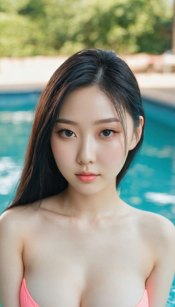 Tags: 21872187, SDXL
{"3": {"inputs": {"seed": 468744654271986, "steps": 32, "cfg": 5.24, "sampler_name": "dpmpp_2m", "scheduler": "karras", "denoise": 1.0, "model": ["27", 0], "positive": ["6", 0], "negative": ["7", 0], "latent_image": ["5", 0]}, "class_type": "KSampler"}, "4": {"inputs": {"ckpt_name": "juggernautxl.safetensors"}, "class_type": "CheckpointLoaderSimple"}, "5": {"inputs": {"width": 768, "height": 1344, "batch_size": 1}, "class_type": "EmptyLatentImage"}, "6": {"inputs": {"text": "21 year old girl, (irish:0.99), (ukrainian:1.03), (japanese:0.95), (chinese:1.02), (korean:1.07), (double eyelids:0.98), (slim:1.12), (pale skin:1.08), (detailed face:1.03), (idol:0.98), (sexy lips:1.03), (eyelashes:1.06), (temptress:1.02), (cute:1.13), (seductive pose:0.97), (seductive facial expression:1.09), (blush:1.08), (beautiful eyes:1.04), (in a seductive pose:0.97), (large perky breasts:1.02), (cleavage:1.08), (thigh gap:1.10), (in a swimsuit:1.03) at a pool, (candid cinema:1.03), (film:1.08), (skin fuzz:1.01), (portra:1.05), (soft lighting:1.05), (textured skin:1.03), (RAW:1.04), (detailed skin:1.01), (natural looking skin:1.01)", "clip": ["27", 1]}, "class_type": "CLIPTextEncode"}, "7": {"inputs": {"text": "(worst quality:1.08), (open mouth:1.07), (twisted:1.12), (bad hands:1.09), (low resolution:1.07), (distorted:1.06), (watermark:1.05)", "clip": ["27", 1]}, "class_type": "CLIPTextEncode"}, "8": {"inputs": {"samples": ["3", 0], "vae": ["4", 2]}, "class_type": "VAEDecode"}, "25": {"inputs": {"lora_name": "nudify_xl.safetensors", "strength_model": 0.01, "strength_clip": 0.3, "model": ["4", 0], "clip": ["4", 1]}, "class_type": "LoraLoader"}, "26": {"inputs": {"lora_name": "shirtlift_SDXL_v2.safetensors", "strength_model": 0.1, "strength_clip": 0.15, "model": ["25", 0], "clip": ["25", 1]}, "class_type": "LoraLoader"}, "27": {"inputs": {"lora_name": "PerfectEyesXL.safetensors", "strength_model": 0.13, "strength_clip": 0.17, "model": ["26", 0], "clip": ["26", 1]}, "class_type": "LoraLoader"}, "30": {"inputs": {"model_name": "4x_NMKD-Superscale-SP_178000_G.pth"}, "class_type": "UpscaleModelLoader"}, "31": {"inputs": {"upscale_model": ["30", 0], "image": ["8", 0]}, "class_type": "ImageUpscaleWithModel"}, "32": {"inputs": {"upscale_method": "lanczos", "scale_by": 0.5, "image": ["31", 0]}, "class_type": "ImageScaleBy"}, "33": {"inputs": {"pixels": ["32", 0], "vae": ["4", 2]}, "class_type": "VAEEncode"}, "34": {"inputs": {"seed": 468744654271986, "steps": 32, "cfg": 5.24, "sampler_name": "dpmpp_2m", "scheduler": "karras", "denoise": 0.3, "model": ["27", 0], "positive": ["6", 0], "negative": ["7", 0], "latent_image": ["33", 0]}, "class_type": "KSampler"}, "36": {"inputs": {"samples": ["34", 0], "vae": ["4", 2]}, "class_type": "VAEDecode"}, "39": {"inputs": {"filename_prefix": "comfyapi-1718886369460", "images": ["36", 0]}, "class_type": "SaveImage"}}