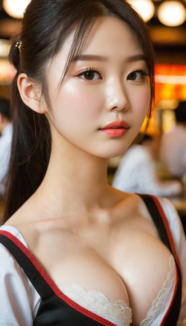 Tags: 21872187, SDXL
{"3": {"inputs": {"seed": 530596554731089, "steps": 32, "cfg": 6.33, "sampler_name": "dpmpp_2m", "scheduler": "karras", "denoise": 1.0, "model": ["27", 0], "positive": ["6", 0], "negative": ["7", 0], "latent_image": ["5", 0]}, "class_type": "KSampler"}, "4": {"inputs": {"ckpt_name": "juggernautxl.safetensors"}, "class_type": "CheckpointLoaderSimple"}, "5": {"inputs": {"width": 768, "height": 1344, "batch_size": 1}, "class_type": "EmptyLatentImage"}, "6": {"inputs": {"text": "23 year old girl, (korean:0.95), (sexy lips:1.14), (detailed face:0.95), (double eyelids:1.04), (eyelashes:1.13), (slim:0.98), (pale skin:1.04), (cute:0.98), (idol:0.96), (seductive pose:1.07), (temptress:0.99), (seductive facial expression:0.99), (beautiful eyes:0.96), (on all fours:1.08), (spreading ass cheeks:1.13), (from behind:1.01), (backboob:1.11), (a waitress in uniform:1.02) working at a restaurant, (detailed skin:1.09), (natural looking skin:1.06), (candid cinema:1.09), (textured skin:1.03), (portra:1.03), (film:1.06), (RAW:1.01), (skin fuzz:1.04), (soft lighting:1.09)", "clip": ["27", 1]}, "class_type": "CLIPTextEncode"}, "7": {"inputs": {"text": "(bad hands:1.05), (distorted:1.09), (open mouth:1.08), (worst quality:1.07), (watermark:1.13), (twisted:1.11), (low resolution:1.09)", "clip": ["27", 1]}, "class_type": "CLIPTextEncode"}, "8": {"inputs": {"samples": ["3", 0], "vae": ["4", 2]}, "class_type": "VAEDecode"}, "25": {"inputs": {"lora_name": "nudify_xl.safetensors", "strength_model": 0.38, "strength_clip": 0.13, "model": ["4", 0], "clip": ["4", 1]}, "class_type": "LoraLoader"}, "26": {"inputs": {"lora_name": "shirtlift_SDXL_v2.safetensors", "strength_model": 0.08, "strength_clip": 0.03, "model": ["25", 0], "clip": ["25", 1]}, "class_type": "LoraLoader"}, "27": {"inputs": {"lora_name": "PerfectEyesXL.safetensors", "strength_model": 0.17, "strength_clip": 0.1, "model": ["26", 0], "clip": ["26", 1]}, "class_type": "LoraLoader"}, "30": {"inputs": {"model_name": "4x_NMKD-Superscale-SP_178000_G.pth"}, "class_type": "UpscaleModelLoader"}, "31": {"inputs": {"upscale_model": ["30", 0], "image": ["8", 0]}, "class_type": "ImageUpscaleWithModel"}, "32": {"inputs": {"upscale_method": "lanczos", "scale_by": 0.5, "image": ["31", 0]}, "class_type": "ImageScaleBy"}, "33": {"inputs": {"pixels": ["32", 0], "vae": ["4", 2]}, "class_type": "VAEEncode"}, "34": {"inputs": {"seed": 530596554731089, "steps": 32, "cfg": 6.33, "sampler_name": "dpmpp_2m", "scheduler": "karras", "denoise": 0.3, "model": ["27", 0], "positive": ["6", 0], "negative": ["7", 0], "latent_image": ["33", 0]}, "class_type": "KSampler"}, "36": {"inputs": {"samples": ["34", 0], "vae": ["4", 2]}, "class_type": "VAEDecode"}, "39": {"inputs": {"filename_prefix": "comfyapi-1714904376722", "images": ["36", 0]}, "class_type": "SaveImage"}}