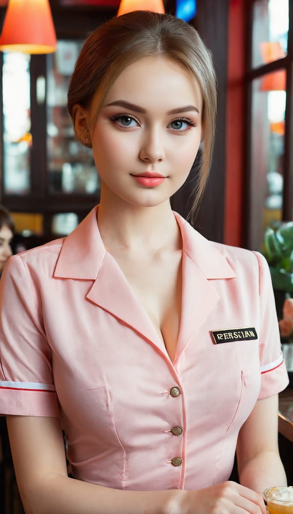 Tags: 21872187, SDXL
{"3": {"inputs": {"seed": 716364915142610, "steps": 32, "cfg": 7.67, "sampler_name": "dpmpp_2m", "scheduler": "karras", "denoise": 1.0, "model": ["27", 0], "positive": ["6", 0], "negative": ["7", 0], "latent_image": ["5", 0]}, "class_type": "KSampler"}, "4": {"inputs": {"ckpt_name": "juggernautXL_v8Rundiffusion.safetensors"}, "class_type": "CheckpointLoaderSimple"}, "5": {"inputs": {"width": 768, "height": 1344, "batch_size": 1}, "class_type": "EmptyLatentImage"}, "6": {"inputs": {"text": "24 year old girl, (russian:1.12), (slim:1.09), (blush:1.13), (seductive pose:1.04), (sexy lips:0.99), (temptress:1.00), (detailed face:0.99), (seductive facial expression:1.12), (cute:1.09), (beautiful eyes:1.12), (idol:1.13), (double eyelids:1.00), (pale skin:1.08), (eyelashes:1.02), (in a seductive pose:1.14), (large perky breasts:1.09), (cleavage:1.08), (thigh gap:1.04), (a waitress in uniform:1.13) working at a restaurant, (soft lighting:1.02), (textured skin:1.04), (RAW:1.03), (portra:1.09), (film:1.05), (skin fuzz:1.03), (detailed skin:1.00), (natural looking skin:1.04), (candid cinema:1.05)", "clip": ["27", 1]}, "class_type": "CLIPTextEncode"}, "7": {"inputs": {"text": "(open mouth:1.11), (distorted:1.07), (bad hands:1.05), (watermark:1.09), (twisted:1.05), (low resolution:1.05), (worst quality:1.14)", "clip": ["27", 1]}, "class_type": "CLIPTextEncode"}, "8": {"inputs": {"samples": ["3", 0], "vae": ["4", 2]}, "class_type": "VAEDecode"}, "25": {"inputs": {"lora_name": "nudify_xl.safetensors", "strength_model": 0.01, "strength_clip": 0.25, "model": ["4", 0], "clip": ["4", 1]}, "class_type": "LoraLoader"}, "26": {"inputs": {"lora_name": "shirtlift_SDXL_v2.safetensors", "strength_model": 0.0, "strength_clip": 0.09, "model": ["25", 0], "clip": ["25", 1]}, "class_type": "LoraLoader"}, "27": {"inputs": {"lora_name": "PerfectEyesXL.safetensors", "strength_model": 0.17, "strength_clip": 0.15, "model": ["26", 0], "clip": ["26", 1]}, "class_type": "LoraLoader"}, "30": {"inputs": {"model_name": "4x_NMKD-Superscale-SP_178000_G.pth"}, "class_type": "UpscaleModelLoader"}, "31": {"inputs": {"upscale_model": ["30", 0], "image": ["8", 0]}, "class_type": "ImageUpscaleWithModel"}, "32": {"inputs": {"upscale_method": "lanczos", "scale_by": 0.5, "image": ["31", 0]}, "class_type": "ImageScaleBy"}, "33": {"inputs": {"pixels": ["32", 0], "vae": ["4", 2]}, "class_type": "VAEEncode"}, "34": {"inputs": {"seed": 716364915142610, "steps": 32, "cfg": 7.67, "sampler_name": "dpmpp_2m", "scheduler": "karras", "denoise": 0.3, "model": ["27", 0], "positive": ["6", 0], "negative": ["7", 0], "latent_image": ["33", 0]}, "class_type": "KSampler"}, "36": {"inputs": {"samples": ["34", 0], "vae": ["4", 2]}, "class_type": "VAEDecode"}, "39": {"inputs": {"filename_prefix": "comfyapi-1705954548254", "images": ["36", 0]}, "class_type": "SaveImage"}}
