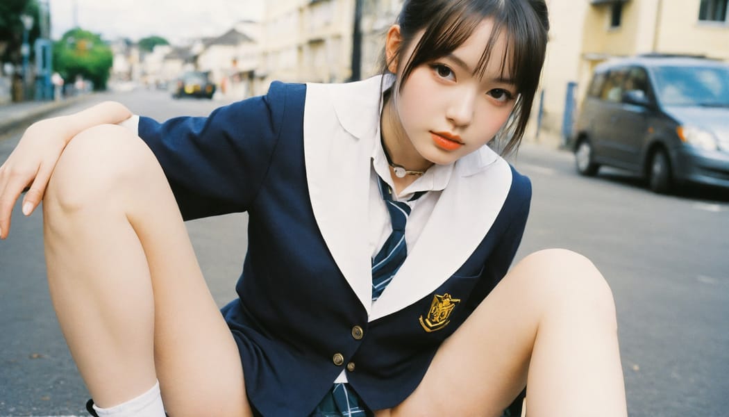 Tags: 21872187, SDXL
{"3": {"inputs": {"seed": 265221159572105, "steps": 32, "cfg": 5.13, "sampler_name": "dpmpp_2m", "scheduler": "karras", "denoise": 1.0, "model": ["27", 0], "positive": ["6", 0], "negative": ["7", 0], "latent_image": ["5", 0]}, "class_type": "KSampler"}, "4": {"inputs": {"ckpt_name": "helloworldxl.safetensors"}, "class_type": "CheckpointLoaderSimple"}, "5": {"inputs": {"width": 1344, "height": 768, "batch_size": 1}, "class_type": "EmptyLatentImage"}, "6": {"inputs": {"text": "18 year old girl, (pale skin:1.06), (temptress:1.12), (eyelashes:1.04), (double eyelids:1.06), (slim:0.98), (idol:1.09), (beautiful eyes:1.11), (blush:0.99), (detailed face:0.97), (sexy lips:1.14), (cute:0.99), (in a seductive pose:1.08), (large perky breasts:1.00), (cleavage:1.09), (thigh gap:1.11), (school uniform:1.13), choker, busy street, (candid cinema:1.00), (RAW:1.04), (portra:1.04), (film:1.01), (skin fuzz:1.00), (soft lighting:1.03), (textured skin:1.09), (natural looking skin:1.06), (detailed skin:1.06)", "clip": ["27", 1]}, "class_type": "CLIPTextEncode"}, "7": {"inputs": {"text": "(twisted:1.14), (watermark:1.14), (open mouth:1.08), (low resolution:1.10), (worst quality:1.13), (bad hands:1.13), (distorted:1.11)", "clip": ["27", 1]}, "class_type": "CLIPTextEncode"}, "8": {"inputs": {"samples": ["3", 0], "vae": ["4", 2]}, "class_type": "VAEDecode"}, "25": {"inputs": {"lora_name": "nudify_xl.safetensors", "strength_model": 0.3, "strength_clip": 0.13, "model": ["4", 0], "clip": ["4", 1]}, "class_type": "LoraLoader"}, "26": {"inputs": {"lora_name": "shirtlift_SDXL_v2.safetensors", "strength_model": 0.05, "strength_clip": 0.06, "model": ["25", 0], "clip": ["25", 1]}, "class_type": "LoraLoader"}, "27": {"inputs": {"lora_name": "PerfectEyesXL.safetensors", "strength_model": 0.16, "strength_clip": 0.02, "model": ["26", 0], "clip": ["26", 1]}, "class_type": "LoraLoader"}, "30": {"inputs": {"model_name": "4x_NMKD-Superscale-SP_178000_G.pth"}, "class_type": "UpscaleModelLoader"}, "31": {"inputs": {"upscale_model": ["30", 0], "image": ["8", 0]}, "class_type": "ImageUpscaleWithModel"}, "32": {"inputs": {"upscale_method": "lanczos", "scale_by": 0.5, "image": ["31", 0]}, "class_type": "ImageScaleBy"}, "33": {"inputs": {"pixels": ["32", 0], "vae": ["4", 2]}, "class_type": "VAEEncode"}, "34": {"inputs": {"seed": 265221159572105, "steps": 32, "cfg": 5.13, "sampler_name": "dpmpp_2m", "scheduler": "karras", "denoise": 0.3, "model": ["27", 0], "positive": ["6", 0], "negative": ["7", 0], "latent_image": ["33", 0]}, "class_type": "KSampler"}, "36": {"inputs": {"samples": ["34", 0], "vae": ["4", 2]}, "class_type": "VAEDecode"}, "39": {"inputs": {"filename_prefix": "comfyapi-1714186727291", "images": ["36", 0]}, "class_type": "SaveImage"}}