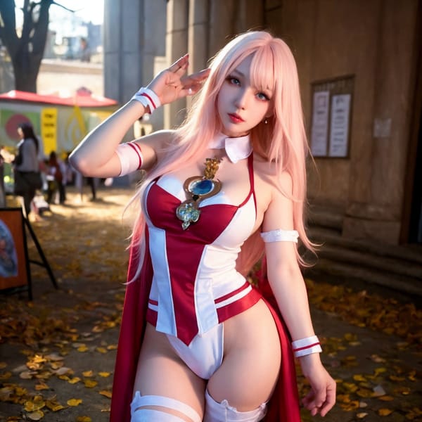 Tags: 21872187
<lora:koreanDollLikeness:0.32>, <lora:YaeMiko_Test:0.62>, (ukrainian:1.08), (cosplay:1.05), cosplay exhibition, comiket, posing for camera, (seductive pose:1.09), extremely detailed eyes, cute, (photorealistic:0.97), sexy lips, seductive smile, double eyelids, eyelashes, pale skin, textured skin, 4K, RAW, best quality, hyper realistic, (thigh gap:1.17), blush, delicate and beautiful girl, 1girl, solo
Negative prompt: sketches, anime, black and white, ugly, (worst quality:1.96)
Steps: 32, Sampler: DPM++ 2M Karras, CFG scale: 6.02, Seed: 3702308514, Size: 512x512, Model hash: fc2511737a, Model: chilloutmix_NiPrunedFp32Fix, Seed resize from: -1x-1, Denoising strength: 0.35, Version: v1.2.1, Hires upscale: 4.0, Hires steps: 16, Hires upscaler: ESRGAN_4x