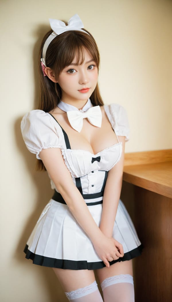 Tags: 21872187, SDXL
{"3": {"inputs": {"seed": 511359988884156, "steps": 64, "cfg": 5.2, "sampler_name": "dpmpp_2m", "scheduler": "karras", "denoise": 1.0, "model": ["27", 0], "positive": ["6", 0], "negative": ["7", 0], "latent_image": ["5", 0]}, "class_type": "KSampler"}, "4": {"inputs": {"ckpt_name": "leosamsHelloworldSDXL_helloworldSDXL32DPO.safetensors"}, "class_type": "CheckpointLoaderSimple"}, "5": {"inputs": {"width": 768, "height": 1344, "batch_size": 1}, "class_type": "EmptyLatentImage"}, "6": {"inputs": {"text": "19 year old girl, (irish:0.95), (cute:1.13), (seductive facial expression:1.07), (idol:1.10), (beautiful eyes:1.02), (double eyelids:1.09), (seductive pose:1.10), (slim:1.02), (pale skin:0.96), (eyelashes:1.07), (detailed face:1.08), (blush:1.06), (sexy lips:1.00), (temptress:1.08), (perky ass:1.06), (exposed ass:1.04), (looking back:1.07), (sexy ass:1.00), (thigh gap:1.12), in a (skimpy maid costume:0.96) working at a maid cafe, choker, bowtie, headband, pleated skirt, (soft lighting:1.00), (candid cinema:1.07), (skin fuzz:1.01), (textured skin:1.09), (detailed skin:1.08), (film:1.06), (natural looking skin:1.06), (portra:1.03), (RAW:1.09)", "clip": ["27", 1]}, "class_type": "CLIPTextEncode"}, "7": {"inputs": {"text": "(watermark:1.11), (bad hands:1.08), (open mouth:1.08), (twisted:1.05), (low resolution:1.05), (worst quality:1.12), (distorted:1.10)", "clip": ["27", 1]}, "class_type": "CLIPTextEncode"}, "8": {"inputs": {"samples": ["3", 0], "vae": ["4", 2]}, "class_type": "VAEDecode"}, "25": {"inputs": {"lora_name": "nudify_xl.safetensors", "strength_model": 0.1, "strength_clip": 0.05, "model": ["4", 0], "clip": ["4", 1]}, "class_type": "LoraLoader"}, "26": {"inputs": {"lora_name": "shirtlift_SDXL_v2.safetensors", "strength_model": 0.03, "strength_clip": 0.01, "model": ["25", 0], "clip": ["25", 1]}, "class_type": "LoraLoader"}, "27": {"inputs": {"lora_name": "PerfectEyesXL.safetensors", "strength_model": 0.08, "strength_clip": 0.15, "model": ["26", 0], "clip": ["26", 1]}, "class_type": "LoraLoader"}, "30": {"inputs": {"model_name": "4x_NMKD-Superscale-SP_178000_G.pth"}, "class_type": "UpscaleModelLoader"}, "31": {"inputs": {"upscale_model": ["30", 0], "image": ["8", 0]}, "class_type": "ImageUpscaleWithModel"}, "32": {"inputs": {"upscale_method": "lanczos", "scale_by": 0.5, "image": ["31", 0]}, "class_type": "ImageScaleBy"}, "33": {"inputs": {"pixels": ["32", 0], "vae": ["4", 2]}, "class_type": "VAEEncode"}, "34": {"inputs": {"seed": 511359988884156, "steps": 64, "cfg": 5.2, "sampler_name": "dpmpp_2m", "scheduler": "karras", "denoise": 0.3, "model": ["27", 0], "positive": ["6", 0], "negative": ["7", 0], "latent_image": ["33", 0]}, "class_type": "KSampler"}, "36": {"inputs": {"samples": ["34", 0], "vae": ["4", 2]}, "class_type": "VAEDecode"}, "39": {"inputs": {"filename_prefix": "comfyapi-1707424638086", "images": ["36", 0]}, "class_type": "SaveImage"}}