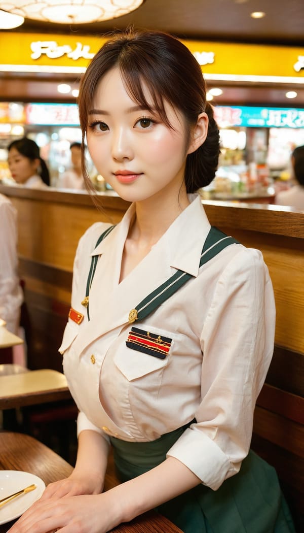 Tags: 21872187, SDXL
{"3": {"inputs": {"seed": 280792690653266, "steps": 32, "cfg": 7.17, "sampler_name": "dpmpp_2m", "scheduler": "karras", "denoise": 1.0, "model": ["27", 0], "positive": ["6", 0], "negative": ["7", 0], "latent_image": ["5", 0]}, "class_type": "KSampler"}, "4": {"inputs": {"ckpt_name": "juggernautxl.safetensors"}, "class_type": "CheckpointLoaderSimple"}, "5": {"inputs": {"width": 768, "height": 1344, "batch_size": 1}, "class_type": "EmptyLatentImage"}, "6": {"inputs": {"text": "22 year old girl, (japanese:1.07), (double eyelids:1.08), (blush:1.08), (cute:1.14), (slim:1.09), (detailed face:1.14), (idol:1.06), (temptress:0.99), (beautiful eyes:1.11), (sexy lips:1.04), (pale skin:1.06), (on all fours:1.11), (spreading ass cheeks:0.97), (from behind:1.14), (backboob:1.12), (a waitress in uniform:1.00) working at a restaurant, (detailed skin:1.01), (RAW:1.04), (natural looking skin:1.06), (film:1.00), (soft lighting:1.02), (candid cinema:1.02), (skin fuzz:1.08), (textured skin:1.06), (portra:1.03)", "clip": ["27", 1]}, "class_type": "CLIPTextEncode"}, "7": {"inputs": {"text": "(distorted:1.12), (watermark:1.07), (worst quality:1.10), (open mouth:1.14), (twisted:1.07), (low resolution:1.11), (bad hands:1.13)", "clip": ["27", 1]}, "class_type": "CLIPTextEncode"}, "8": {"inputs": {"samples": ["3", 0], "vae": ["4", 2]}, "class_type": "VAEDecode"}, "25": {"inputs": {"lora_name": "nudify_xl.safetensors", "strength_model": 0.34, "strength_clip": 0.07, "model": ["4", 0], "clip": ["4", 1]}, "class_type": "LoraLoader"}, "26": {"inputs": {"lora_name": "shirtlift_SDXL_v2.safetensors", "strength_model": 0.05, "strength_clip": 0.03, "model": ["25", 0], "clip": ["25", 1]}, "class_type": "LoraLoader"}, "27": {"inputs": {"lora_name": "PerfectEyesXL.safetensors", "strength_model": 0.14, "strength_clip": 0.06, "model": ["26", 0], "clip": ["26", 1]}, "class_type": "LoraLoader"}, "30": {"inputs": {"model_name": "4x_NMKD-Superscale-SP_178000_G.pth"}, "class_type": "UpscaleModelLoader"}, "31": {"inputs": {"upscale_model": ["30", 0], "image": ["8", 0]}, "class_type": "ImageUpscaleWithModel"}, "32": {"inputs": {"upscale_method": "lanczos", "scale_by": 0.5, "image": ["31", 0]}, "class_type": "ImageScaleBy"}, "33": {"inputs": {"pixels": ["32", 0], "vae": ["4", 2]}, "class_type": "VAEEncode"}, "34": {"inputs": {"seed": 280792690653266, "steps": 32, "cfg": 7.17, "sampler_name": "dpmpp_2m", "scheduler": "karras", "denoise": 0.3, "model": ["27", 0], "positive": ["6", 0], "negative": ["7", 0], "latent_image": ["33", 0]}, "class_type": "KSampler"}, "36": {"inputs": {"samples": ["34", 0], "vae": ["4", 2]}, "class_type": "VAEDecode"}, "39": {"inputs": {"filename_prefix": "comfyapi-1716897621462", "images": ["36", 0]}, "class_type": "SaveImage"}}