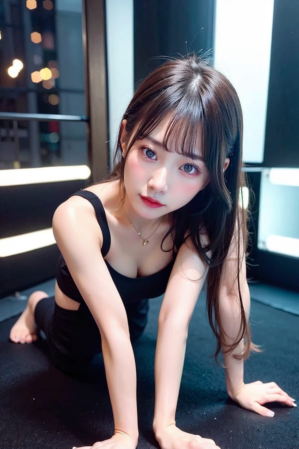 Tags: 21872187
<lora:JapaneseDollLikeness_v15:0.67>, <lora:taiwanDollLikeness_v20:0.42>, (russian:0.96), (pole dancer:1.07), popular night club, (on all fours:1.20), spreading ass cheeks, (from behind:1.09), <lora:fixStandingDoggyStyle:0.32>, backboob, <lora:Addams:0.32>, extremely detailed eyes, extremely detailed face, cute, (photorealistic:0.99), sexy lips, seductive smile, double eyelids, eyelashes, full body portrait, 4K, hyper realistic, tall, (thigh gap:1.10), blush, delicate and beautiful girl, 1girl, solo, (stunningly attractive:1.14), (dramatic:0.94)
Negative prompt: drawings, sketches, fat, (worst quality:2.11)
Steps: 32, Sampler: DPM++ 2M Karras, CFG scale: 5.83, Seed: 2888516512, Size: 512x768, Model hash: fc2511737a, Model: chilloutmix_NiPrunedFp32Fix, Seed resize from: -1x-1, Denoising strength: 0.4, Version: v1.2.1, Hires upscale: 2.0, Hires steps: 16, Hires upscaler: ESRGAN_4x
