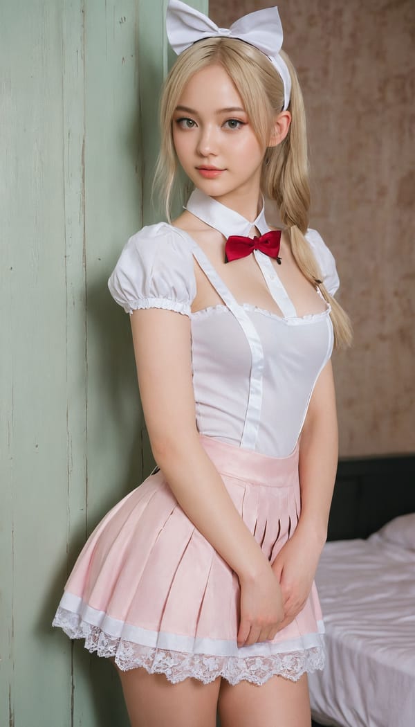 Tags: 21872187, SDXL
{"3": {"inputs": {"seed": 132350504066188, "steps": 32, "cfg": 5.1, "sampler_name": "dpmpp_2m", "scheduler": "karras", "denoise": 1.0, "model": ["27", 0], "positive": ["6", 0], "negative": ["7", 0], "latent_image": ["5", 0]}, "class_type": "KSampler"}, "4": {"inputs": {"ckpt_name": "juggernautxl.safetensors"}, "class_type": "CheckpointLoaderSimple"}, "5": {"inputs": {"width": 768, "height": 1344, "batch_size": 1}, "class_type": "EmptyLatentImage"}, "6": {"inputs": {"text": "18 year old girl, (russian:0.95), (seductive facial expression:1.05), (double eyelids:1.05), (beautiful eyes:1.02), (detailed face:1.13), (idol:1.12), (seductive pose:1.02), (cute:1.06), (temptress:0.96), (blush:0.97), (sexy lips:1.09), (pale skin:1.08), (perky ass:1.11), (exposed ass:1.02), (looking back:1.10), (sexy ass:1.05), (thigh gap:1.02), in a (skimpy maid costume:1.12) working at a maid cafe, choker, bowtie, headband, pleated skirt, (detailed skin:1.05), (soft lighting:1.02), (natural looking skin:1.02), (RAW:1.04), (film:1.08), (skin fuzz:1.06), (candid cinema:1.08), (portra:1.04), (textured skin:1.01)", "clip": ["27", 1]}, "class_type": "CLIPTextEncode"}, "7": {"inputs": {"text": "(distorted:1.12), (bad hands:1.13), (low resolution:1.10), (open mouth:1.05), (worst quality:1.07), (twisted:1.07), (watermark:1.07)", "clip": ["27", 1]}, "class_type": "CLIPTextEncode"}, "8": {"inputs": {"samples": ["3", 0], "vae": ["4", 2]}, "class_type": "VAEDecode"}, "25": {"inputs": {"lora_name": "nudify_xl.safetensors", "strength_model": 0.13, "strength_clip": 0.13, "model": ["4", 0], "clip": ["4", 1]}, "class_type": "LoraLoader"}, "26": {"inputs": {"lora_name": "shirtlift_SDXL_v2.safetensors", "strength_model": 0.04, "strength_clip": 0.12, "model": ["25", 0], "clip": ["25", 1]}, "class_type": "LoraLoader"}, "27": {"inputs": {"lora_name": "PerfectEyesXL.safetensors", "strength_model": 0.19, "strength_clip": 0.11, "model": ["26", 0], "clip": ["26", 1]}, "class_type": "LoraLoader"}, "30": {"inputs": {"model_name": "4x_NMKD-Superscale-SP_178000_G.pth"}, "class_type": "UpscaleModelLoader"}, "31": {"inputs": {"upscale_model": ["30", 0], "image": ["8", 0]}, "class_type": "ImageUpscaleWithModel"}, "32": {"inputs": {"upscale_method": "lanczos", "scale_by": 0.5, "image": ["31", 0]}, "class_type": "ImageScaleBy"}, "33": {"inputs": {"pixels": ["32", 0], "vae": ["4", 2]}, "class_type": "VAEEncode"}, "34": {"inputs": {"seed": 132350504066188, "steps": 32, "cfg": 5.1, "sampler_name": "dpmpp_2m", "scheduler": "karras", "denoise": 0.3, "model": ["27", 0], "positive": ["6", 0], "negative": ["7", 0], "latent_image": ["33", 0]}, "class_type": "KSampler"}, "36": {"inputs": {"samples": ["34", 0], "vae": ["4", 2]}, "class_type": "VAEDecode"}, "39": {"inputs": {"filename_prefix": "comfyapi-1732407024383", "images": ["36", 0]}, "class_type": "SaveImage"}}