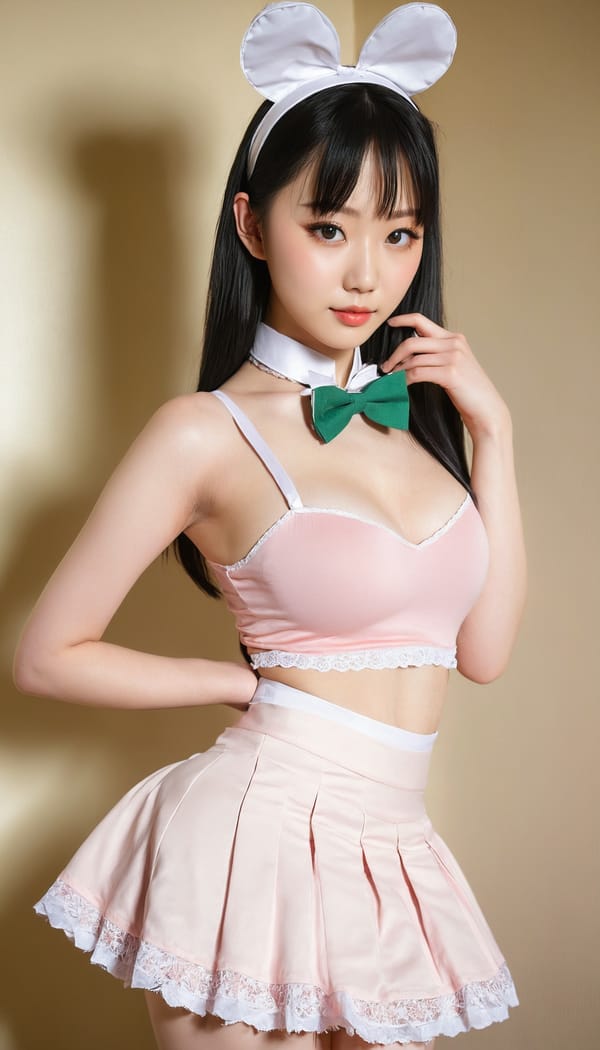 Tags: 21872187, SDXL
{"3": {"inputs": {"seed": 737731328151525, "steps": 32, "cfg": 7.86, "sampler_name": "dpmpp_2m", "scheduler": "karras", "denoise": 1.0, "model": ["27", 0], "positive": ["6", 0], "negative": ["7", 0], "latent_image": ["5", 0]}, "class_type": "KSampler"}, "4": {"inputs": {"ckpt_name": "juggernautxl.safetensors"}, "class_type": "CheckpointLoaderSimple"}, "5": {"inputs": {"width": 768, "height": 1344, "batch_size": 1}, "class_type": "EmptyLatentImage"}, "6": {"inputs": {"text": "19 year old girl, (chinese:0.97), (irish:1.10), (seductive facial expression:1.09), (double eyelids:1.08), (detailed face:0.98), (idol:0.97), (cute:1.08), (pale skin:1.03), (sexy lips:1.03), (seductive pose:1.01), (beautiful eyes:0.96), (blush:1.05), (temptress:0.95), (eyelashes:1.11), (slim:1.01), (perky ass:1.01), (exposed ass:1.00), (looking back:1.12), (sexy ass:1.03), (thigh gap:1.10), in a (skimpy maid costume:1.00) working at a maid cafe, choker, bowtie, headband, pleated skirt, (skin fuzz:1.03), (RAW:1.09), (natural looking skin:1.00), (soft lighting:1.05), (portra:1.02), (detailed skin:1.04), (textured skin:1.09), (candid cinema:1.04), (film:1.09)", "clip": ["27", 1]}, "class_type": "CLIPTextEncode"}, "7": {"inputs": {"text": "(watermark:1.14), (worst quality:1.09), (distorted:1.09), (bad hands:1.05), (low resolution:1.11), (twisted:1.08), (open mouth:1.10)", "clip": ["27", 1]}, "class_type": "CLIPTextEncode"}, "8": {"inputs": {"samples": ["3", 0], "vae": ["4", 2]}, "class_type": "VAEDecode"}, "25": {"inputs": {"lora_name": "nudify_xl.safetensors", "strength_model": 0.23, "strength_clip": 0.17, "model": ["4", 0], "clip": ["4", 1]}, "class_type": "LoraLoader"}, "26": {"inputs": {"lora_name": "shirtlift_SDXL_v2.safetensors", "strength_model": 0.01, "strength_clip": 0.19, "model": ["25", 0], "clip": ["25", 1]}, "class_type": "LoraLoader"}, "27": {"inputs": {"lora_name": "PerfectEyesXL.safetensors", "strength_model": 0.15, "strength_clip": 0.06, "model": ["26", 0], "clip": ["26", 1]}, "class_type": "LoraLoader"}, "30": {"inputs": {"model_name": "4x_NMKD-Superscale-SP_178000_G.pth"}, "class_type": "UpscaleModelLoader"}, "31": {"inputs": {"upscale_model": ["30", 0], "image": ["8", 0]}, "class_type": "ImageUpscaleWithModel"}, "32": {"inputs": {"upscale_method": "lanczos", "scale_by": 0.5, "image": ["31", 0]}, "class_type": "ImageScaleBy"}, "33": {"inputs": {"pixels": ["32", 0], "vae": ["4", 2]}, "class_type": "VAEEncode"}, "34": {"inputs": {"seed": 737731328151525, "steps": 32, "cfg": 7.86, "sampler_name": "dpmpp_2m", "scheduler": "karras", "denoise": 0.3, "model": ["27", 0], "positive": ["6", 0], "negative": ["7", 0], "latent_image": ["33", 0]}, "class_type": "KSampler"}, "36": {"inputs": {"samples": ["34", 0], "vae": ["4", 2]}, "class_type": "VAEDecode"}, "39": {"inputs": {"filename_prefix": "comfyapi-1714353469881", "images": ["36", 0]}, "class_type": "SaveImage"}}