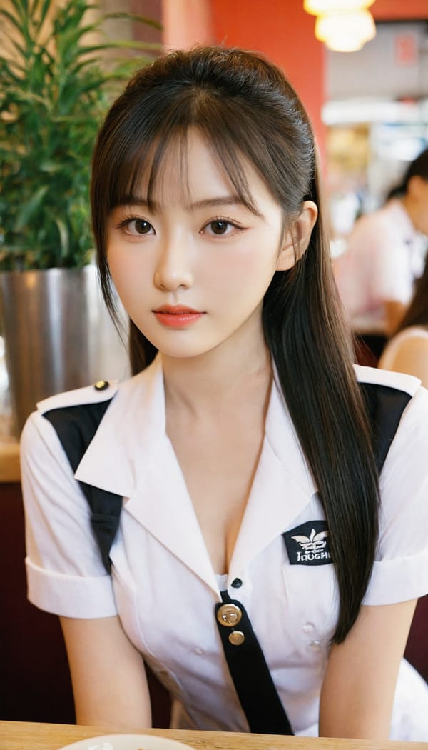 Tags: 21872187, SDXL
{"3": {"inputs": {"seed": 863921848525797, "steps": 64, "cfg": 6.24, "sampler_name": "dpmpp_2m", "scheduler": "karras", "denoise": 1.0, "model": ["27", 0], "positive": ["6", 0], "negative": ["7", 0], "latent_image": ["5", 0]}, "class_type": "KSampler"}, "4": {"inputs": {"ckpt_name": "leosamsHelloworldSDXL_helloworldSDXL32DPO.safetensors"}, "class_type": "CheckpointLoaderSimple"}, "5": {"inputs": {"width": 768, "height": 1344, "batch_size": 1}, "class_type": "EmptyLatentImage"}, "6": {"inputs": {"text": "19 year old girl, (taiwanese:1.09), (double eyelids:1.03), (eyelashes:1.03), (idol:1.09), (detailed face:1.00), (seductive facial expression:1.05), (slim:1.09), (sexy lips:1.01), (cute:0.97), (blush:0.95), (temptress:1.12), (seductive pose:1.02), (pale skin:1.02), (in a seductive pose:1.06), (large perky breasts:0.96), (cleavage:1.04), (thigh gap:1.04), (a waitress in uniform:1.14) working at a restaurant, (textured skin:1.07), (detailed skin:1.04), (natural looking skin:1.08), (candid cinema:1.00), (soft lighting:1.05), (RAW:1.02), (skin fuzz:1.02), (film:1.06), (portra:1.09)", "clip": ["27", 1]}, "class_type": "CLIPTextEncode"}, "7": {"inputs": {"text": "(bad hands:1.09), (watermark:1.14), (distorted:1.10), (open mouth:1.11), (twisted:1.05), (low resolution:1.09), (worst quality:1.05)", "clip": ["27", 1]}, "class_type": "CLIPTextEncode"}, "8": {"inputs": {"samples": ["3", 0], "vae": ["4", 2]}, "class_type": "VAEDecode"}, "25": {"inputs": {"lora_name": "nudify_xl.safetensors", "strength_model": 0.25, "strength_clip": 0.3, "model": ["4", 0], "clip": ["4", 1]}, "class_type": "LoraLoader"}, "26": {"inputs": {"lora_name": "shirtlift_SDXL_v2.safetensors", "strength_model": 0.17, "strength_clip": 0.06, "model": ["25", 0], "clip": ["25", 1]}, "class_type": "LoraLoader"}, "27": {"inputs": {"lora_name": "PerfectEyesXL.safetensors", "strength_model": 0.02, "strength_clip": 0.09, "model": ["26", 0], "clip": ["26", 1]}, "class_type": "LoraLoader"}, "30": {"inputs": {"model_name": "4x_NMKD-Superscale-SP_178000_G.pth"}, "class_type": "UpscaleModelLoader"}, "31": {"inputs": {"upscale_model": ["30", 0], "image": ["8", 0]}, "class_type": "ImageUpscaleWithModel"}, "32": {"inputs": {"upscale_method": "lanczos", "scale_by": 0.5, "image": ["31", 0]}, "class_type": "ImageScaleBy"}, "33": {"inputs": {"pixels": ["32", 0], "vae": ["4", 2]}, "class_type": "VAEEncode"}, "34": {"inputs": {"seed": 863921848525797, "steps": 64, "cfg": 6.24, "sampler_name": "dpmpp_2m", "scheduler": "karras", "denoise": 0.3, "model": ["27", 0], "positive": ["6", 0], "negative": ["7", 0], "latent_image": ["33", 0]}, "class_type": "KSampler"}, "36": {"inputs": {"samples": ["34", 0], "vae": ["4", 2]}, "class_type": "VAEDecode"}, "39": {"inputs": {"filename_prefix": "comfyapi-1707557438483", "images": ["36", 0]}, "class_type": "SaveImage"}}