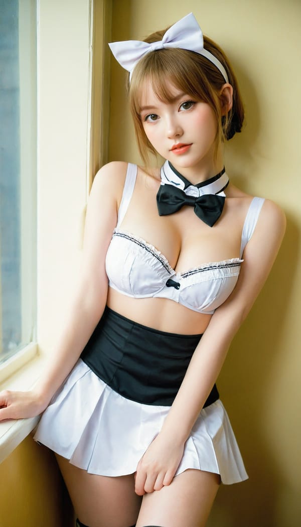 Tags: 21872187, SDXL
{"3": {"inputs": {"seed": 105987621507856, "steps": 64, "cfg": 6.57, "sampler_name": "dpmpp_2m", "scheduler": "karras", "denoise": 1.0, "model": ["27", 0], "positive": ["6", 0], "negative": ["7", 0], "latent_image": ["5", 0]}, "class_type": "KSampler"}, "4": {"inputs": {"ckpt_name": "leosamsHelloworldSDXL_helloworldSDXL32DPO.safetensors"}, "class_type": "CheckpointLoaderSimple"}, "5": {"inputs": {"width": 768, "height": 1344, "batch_size": 1}, "class_type": "EmptyLatentImage"}, "6": {"inputs": {"text": "22 year old girl, (irish:0.97), (russian:1.01), (detailed face:1.10), (beautiful eyes:1.02), (idol:1.10), (double eyelids:1.07), (sexy lips:1.09), (cute:1.04), (seductive facial expression:1.04), (seductive pose:1.06), (pale skin:1.00), (temptress:0.97), (eyelashes:1.06), (slim:1.05), (blush:1.07), (in a seductive pose:0.95), (large perky breasts:0.96), (cleavage:0.99), (thigh gap:1.07), in a (skimpy maid costume:1.08) working at a maid cafe, choker, bowtie, headband, pleated skirt, (detailed skin:1.05), (natural looking skin:1.08), (RAW:1.07), (candid cinema:1.03), (soft lighting:1.01), (skin fuzz:1.09), (film:1.05), (textured skin:1.01)", "clip": ["27", 1]}, "class_type": "CLIPTextEncode"}, "7": {"inputs": {"text": "(low resolution:1.10), (worst quality:1.07), (twisted:1.05), (open mouth:1.10), (watermark:1.05), (bad hands:1.12), (distorted:1.11)", "clip": ["27", 1]}, "class_type": "CLIPTextEncode"}, "8": {"inputs": {"samples": ["3", 0], "vae": ["4", 2]}, "class_type": "VAEDecode"}, "25": {"inputs": {"lora_name": "nudify_xl.safetensors", "strength_model": 0.01, "strength_clip": 0.35, "model": ["4", 0], "clip": ["4", 1]}, "class_type": "LoraLoader"}, "26": {"inputs": {"lora_name": "shirtlift_SDXL_v2.safetensors", "strength_model": 0.19, "strength_clip": 0.0, "model": ["25", 0], "clip": ["25", 1]}, "class_type": "LoraLoader"}, "27": {"inputs": {"lora_name": "PerfectEyesXL.safetensors", "strength_model": 0.18, "strength_clip": 0.18, "model": ["26", 0], "clip": ["26", 1]}, "class_type": "LoraLoader"}, "30": {"inputs": {"model_name": "4x_NMKD-Superscale-SP_178000_G.pth"}, "class_type": "UpscaleModelLoader"}, "31": {"inputs": {"upscale_model": ["30", 0], "image": ["8", 0]}, "class_type": "ImageUpscaleWithModel"}, "32": {"inputs": {"upscale_method": "lanczos", "scale_by": 0.5, "image": ["31", 0]}, "class_type": "ImageScaleBy"}, "33": {"inputs": {"pixels": ["32", 0], "vae": ["4", 2]}, "class_type": "VAEEncode"}, "34": {"inputs": {"seed": 105987621507856, "steps": 64, "cfg": 6.57, "sampler_name": "dpmpp_2m", "scheduler": "karras", "denoise": 0.3, "model": ["27", 0], "positive": ["6", 0], "negative": ["7", 0], "latent_image": ["33", 0]}, "class_type": "KSampler"}, "36": {"inputs": {"samples": ["34", 0], "vae": ["4", 2]}, "class_type": "VAEDecode"}, "39": {"inputs": {"filename_prefix": "comfyapi-1707813783446", "images": ["36", 0]}, "class_type": "SaveImage"}}