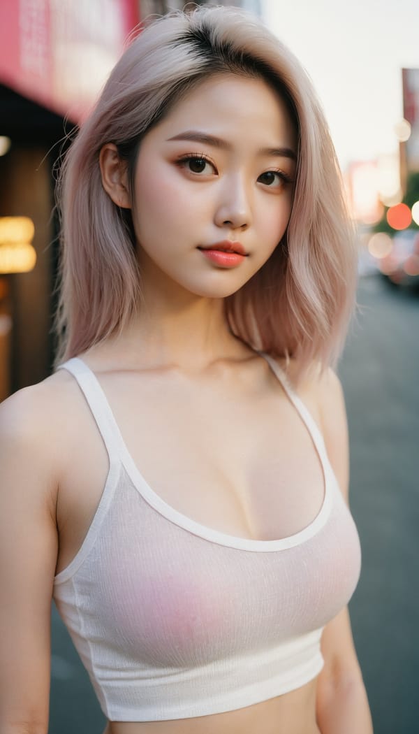 Tags: 21872187, SDXL
{"3": {"inputs": {"seed": 257253551496496, "steps": 32, "cfg": 7.78, "sampler_name": "dpmpp_2m", "scheduler": "karras", "denoise": 1.0, "model": ["27", 0], "positive": ["6", 0], "negative": ["7", 0], "latent_image": ["5", 0]}, "class_type": "KSampler"}, "4": {"inputs": {"ckpt_name": "juggernautxl.safetensors"}, "class_type": "CheckpointLoaderSimple"}, "5": {"inputs": {"width": 768, "height": 1344, "batch_size": 1}, "class_type": "EmptyLatentImage"}, "6": {"inputs": {"text": "26 year old girl, (double eyelids:0.96), (cute:1.07), (idol:1.01), (seductive pose:1.12), (eyelashes:0.97), (slim:0.95), (detailed face:1.02), (temptress:1.07), (seductive facial expression:0.96), (sexy lips:1.12), (pale skin:1.07), (blush:1.04), (beautiful eyes:0.96), (perky ass:1.09), (exposed ass:0.98), (looking back:1.06), (sexy ass:1.06), (thigh gap:1.02), (white tanktop:0.97), busy street, (candid cinema:1.08), (skin fuzz:1.09), (textured skin:1.09), (natural looking skin:1.04), (film:1.07), (portra:1.04), (soft lighting:1.02), (detailed skin:1.06), (RAW:1.07)", "clip": ["27", 1]}, "class_type": "CLIPTextEncode"}, "7": {"inputs": {"text": "(distorted:1.08), (bad hands:1.06), (open mouth:1.10), (worst quality:1.10), (low resolution:1.12), (watermark:1.08), (twisted:1.09)", "clip": ["27", 1]}, "class_type": "CLIPTextEncode"}, "8": {"inputs": {"samples": ["3", 0], "vae": ["4", 2]}, "class_type": "VAEDecode"}, "25": {"inputs": {"lora_name": "nudify_xl.safetensors", "strength_model": 0.04, "strength_clip": 0.02, "model": ["4", 0], "clip": ["4", 1]}, "class_type": "LoraLoader"}, "26": {"inputs": {"lora_name": "shirtlift_SDXL_v2.safetensors", "strength_model": 0.13, "strength_clip": 0.13, "model": ["25", 0], "clip": ["25", 1]}, "class_type": "LoraLoader"}, "27": {"inputs": {"lora_name": "PerfectEyesXL.safetensors", "strength_model": 0.12, "strength_clip": 0.03, "model": ["26", 0], "clip": ["26", 1]}, "class_type": "LoraLoader"}, "30": {"inputs": {"model_name": "4x_NMKD-Superscale-SP_178000_G.pth"}, "class_type": "UpscaleModelLoader"}, "31": {"inputs": {"upscale_model": ["30", 0], "image": ["8", 0]}, "class_type": "ImageUpscaleWithModel"}, "32": {"inputs": {"upscale_method": "lanczos", "scale_by": 0.5, "image": ["31", 0]}, "class_type": "ImageScaleBy"}, "33": {"inputs": {"pixels": ["32", 0], "vae": ["4", 2]}, "class_type": "VAEEncode"}, "34": {"inputs": {"seed": 257253551496496, "steps": 32, "cfg": 7.78, "sampler_name": "dpmpp_2m", "scheduler": "karras", "denoise": 0.3, "model": ["27", 0], "positive": ["6", 0], "negative": ["7", 0], "latent_image": ["33", 0]}, "class_type": "KSampler"}, "36": {"inputs": {"samples": ["34", 0], "vae": ["4", 2]}, "class_type": "VAEDecode"}, "39": {"inputs": {"filename_prefix": "comfyapi-1717057125822", "images": ["36", 0]}, "class_type": "SaveImage"}}