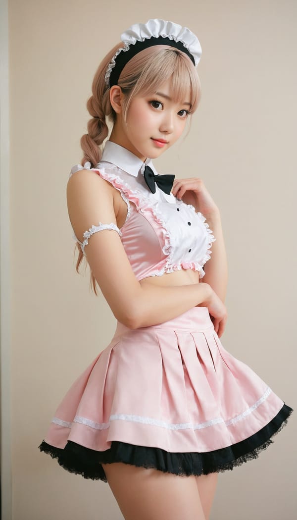 Tags: 21872187, SDXL
{"3": {"inputs": {"seed": 158005450015914, "steps": 32, "cfg": 6.72, "sampler_name": "dpmpp_2m", "scheduler": "karras", "denoise": 1.0, "model": ["27", 0], "positive": ["6", 0], "negative": ["7", 0], "latent_image": ["5", 0]}, "class_type": "KSampler"}, "4": {"inputs": {"ckpt_name": "juggernautxl.safetensors"}, "class_type": "CheckpointLoaderSimple"}, "5": {"inputs": {"width": 768, "height": 1344, "batch_size": 1}, "class_type": "EmptyLatentImage"}, "6": {"inputs": {"text": "19 year old girl, (eyelashes:1.10), (double eyelids:1.13), (beautiful eyes:1.11), (cute:1.13), (seductive facial expression:1.13), (idol:1.07), (detailed face:1.14), (temptress:0.96), (seductive pose:0.99), (sexy lips:1.05), (blush:1.12), (pale skin:0.96), (slim:1.14), (perky ass:1.13), (exposed ass:1.10), (looking back:0.96), (sexy ass:1.10), (thigh gap:1.06), in a (skimpy maid costume:1.12) working at a maid cafe, choker, bowtie, headband, pleated skirt, (skin fuzz:1.07), (film:1.07), (soft lighting:1.01), (portra:1.04), (candid cinema:1.02), (textured skin:1.03), (RAW:1.00), (natural looking skin:1.06), (detailed skin:1.06)", "clip": ["27", 1]}, "class_type": "CLIPTextEncode"}, "7": {"inputs": {"text": "(distorted:1.07), (twisted:1.10), (open mouth:1.06), (low resolution:1.05), (watermark:1.05), (worst quality:1.06), (bad hands:1.07)", "clip": ["27", 1]}, "class_type": "CLIPTextEncode"}, "8": {"inputs": {"samples": ["3", 0], "vae": ["4", 2]}, "class_type": "VAEDecode"}, "25": {"inputs": {"lora_name": "nudify_xl.safetensors", "strength_model": 0.13, "strength_clip": 0.05, "model": ["4", 0], "clip": ["4", 1]}, "class_type": "LoraLoader"}, "26": {"inputs": {"lora_name": "shirtlift_SDXL_v2.safetensors", "strength_model": 0.05, "strength_clip": 0.06, "model": ["25", 0], "clip": ["25", 1]}, "class_type": "LoraLoader"}, "27": {"inputs": {"lora_name": "PerfectEyesXL.safetensors", "strength_model": 0.15, "strength_clip": 0.07, "model": ["26", 0], "clip": ["26", 1]}, "class_type": "LoraLoader"}, "30": {"inputs": {"model_name": "4x_NMKD-Superscale-SP_178000_G.pth"}, "class_type": "UpscaleModelLoader"}, "31": {"inputs": {"upscale_model": ["30", 0], "image": ["8", 0]}, "class_type": "ImageUpscaleWithModel"}, "32": {"inputs": {"upscale_method": "lanczos", "scale_by": 0.5, "image": ["31", 0]}, "class_type": "ImageScaleBy"}, "33": {"inputs": {"pixels": ["32", 0], "vae": ["4", 2]}, "class_type": "VAEEncode"}, "34": {"inputs": {"seed": 158005450015914, "steps": 32, "cfg": 6.72, "sampler_name": "dpmpp_2m", "scheduler": "karras", "denoise": 0.3, "model": ["27", 0], "positive": ["6", 0], "negative": ["7", 0], "latent_image": ["33", 0]}, "class_type": "KSampler"}, "36": {"inputs": {"samples": ["34", 0], "vae": ["4", 2]}, "class_type": "VAEDecode"}, "39": {"inputs": {"filename_prefix": "comfyapi-1717020016123", "images": ["36", 0]}, "class_type": "SaveImage"}}