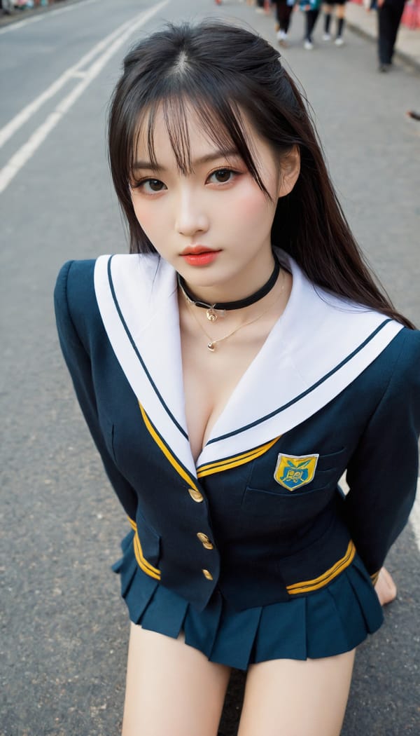 Tags: 21872187, SDXL
{"3": {"inputs": {"seed": 710872537704183, "steps": 32, "cfg": 6.02, "sampler_name": "dpmpp_2m", "scheduler": "karras", "denoise": 1.0, "model": ["27", 0], "positive": ["6", 0], "negative": ["7", 0], "latent_image": ["5", 0]}, "class_type": "KSampler"}, "4": {"inputs": {"ckpt_name": "helloworldxl.safetensors"}, "class_type": "CheckpointLoaderSimple"}, "5": {"inputs": {"width": 768, "height": 1344, "batch_size": 1}, "class_type": "EmptyLatentImage"}, "6": {"inputs": {"text": "28 year old girl, (ukrainian:1.13), (chinese:1.02), (russian:1.06), (korean:1.11), (temptress:1.06), (detailed face:1.12), (pale skin:1.03), (idol:0.99), (beautiful eyes:0.97), (sexy lips:1.00), (seductive pose:1.03), (blush:1.00), (seductive facial expression:0.97), (eyelashes:0.96), (cute:0.99), (double eyelids:0.96), (slim:1.07), (in a seductive pose:1.13), (large perky breasts:0.96), (cleavage:1.00), (thigh gap:1.14), (school uniform:1.11), choker, busy street, (candid cinema:1.05), (portra:1.08), (skin fuzz:1.08), (natural looking skin:1.03), (detailed skin:1.05), (soft lighting:1.01), (film:1.08), (textured skin:1.03)", "clip": ["27", 1]}, "class_type": "CLIPTextEncode"}, "7": {"inputs": {"text": "(twisted:1.06), (bad hands:1.12), (low resolution:1.12), (distorted:1.06), (watermark:1.10), (open mouth:1.12), (worst quality:1.13)", "clip": ["27", 1]}, "class_type": "CLIPTextEncode"}, "8": {"inputs": {"samples": ["3", 0], "vae": ["4", 2]}, "class_type": "VAEDecode"}, "25": {"inputs": {"lora_name": "nudify_xl.safetensors", "strength_model": 0.26, "strength_clip": 0.17, "model": ["4", 0], "clip": ["4", 1]}, "class_type": "LoraLoader"}, "26": {"inputs": {"lora_name": "shirtlift_SDXL_v2.safetensors", "strength_model": 0.05, "strength_clip": 0.13, "model": ["25", 0], "clip": ["25", 1]}, "class_type": "LoraLoader"}, "27": {"inputs": {"lora_name": "PerfectEyesXL.safetensors", "strength_model": 0.13, "strength_clip": 0.04, "model": ["26", 0], "clip": ["26", 1]}, "class_type": "LoraLoader"}, "30": {"inputs": {"model_name": "4x_NMKD-Superscale-SP_178000_G.pth"}, "class_type": "UpscaleModelLoader"}, "31": {"inputs": {"upscale_model": ["30", 0], "image": ["8", 0]}, "class_type": "ImageUpscaleWithModel"}, "32": {"inputs": {"upscale_method": "lanczos", "scale_by": 0.5, "image": ["31", 0]}, "class_type": "ImageScaleBy"}, "33": {"inputs": {"pixels": ["32", 0], "vae": ["4", 2]}, "class_type": "VAEEncode"}, "34": {"inputs": {"seed": 710872537704183, "steps": 32, "cfg": 6.02, "sampler_name": "dpmpp_2m", "scheduler": "karras", "denoise": 0.3, "model": ["27", 0], "positive": ["6", 0], "negative": ["7", 0], "latent_image": ["33", 0]}, "class_type": "KSampler"}, "36": {"inputs": {"samples": ["34", 0], "vae": ["4", 2]}, "class_type": "VAEDecode"}, "39": {"inputs": {"filename_prefix": "comfyapi-1731772402578", "images": ["36", 0]}, "class_type": "SaveImage"}}