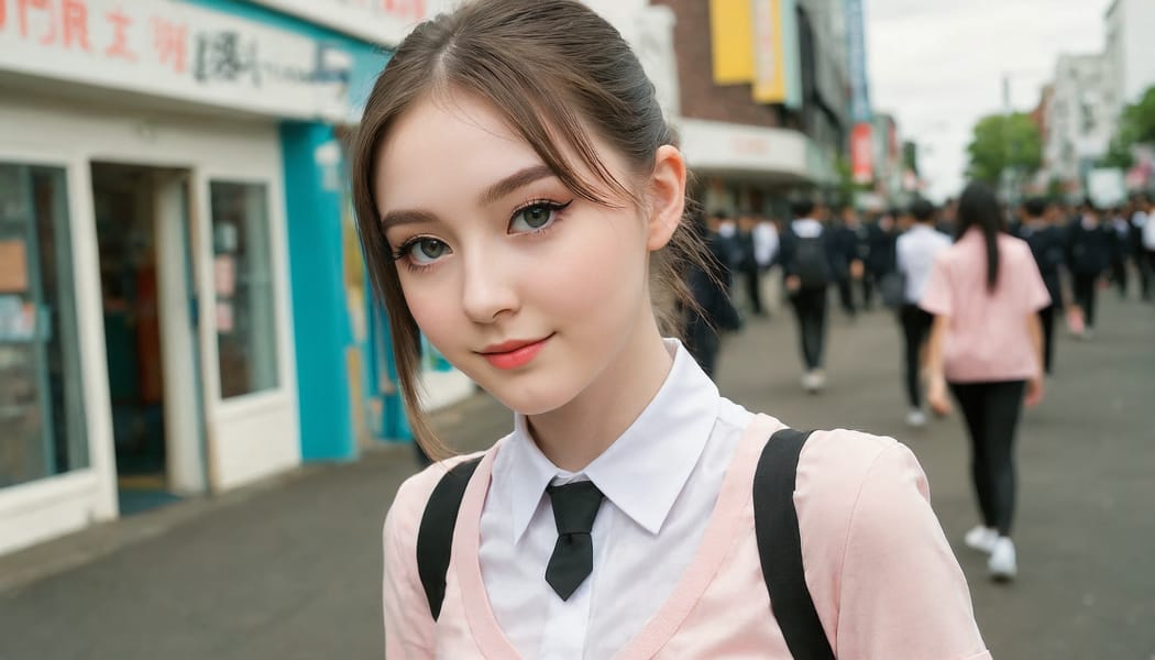 Tags: 21872187, SDXL
{"3": {"inputs": {"seed": 205572625778848, "steps": 32, "cfg": 6.75, "sampler_name": "dpmpp_2m", "scheduler": "karras", "denoise": 1.0, "model": ["27", 0], "positive": ["6", 0], "negative": ["7", 0], "latent_image": ["5", 0]}, "class_type": "KSampler"}, "4": {"inputs": {"ckpt_name": "juggernautXL_v8Rundiffusion.safetensors"}, "class_type": "CheckpointLoaderSimple"}, "5": {"inputs": {"width": 1344, "height": 768, "batch_size": 1}, "class_type": "EmptyLatentImage"}, "6": {"inputs": {"text": "19 year old girl, (eyelashes:1.08), (seductive facial expression:1.00), (blush:1.04), (cute:1.07), (slim:1.12), (pale skin:1.14), (temptress:1.03), (sexy lips:0.98), (seductive pose:1.13), (beautiful eyes:0.98), (double eyelids:0.97), (idol:1.06), (detailed face:1.09), (perky ass:0.99), (exposed ass:0.99), (looking back:1.06), (sexy ass:1.03), (thigh gap:1.12), (school uniform:1.03), choker, busy street, (candid cinema:1.06), (portra:1.08), (detailed skin:1.09), (soft lighting:1.02), (film:1.08), (natural looking skin:1.03), (RAW:1.08), (skin fuzz:1.00), (textured skin:1.06)", "clip": ["27", 1]}, "class_type": "CLIPTextEncode"}, "7": {"inputs": {"text": "(low resolution:1.10), (twisted:1.07), (distorted:1.07), (open mouth:1.11), (worst quality:1.11), (bad hands:1.10), (watermark:1.14)", "clip": ["27", 1]}, "class_type": "CLIPTextEncode"}, "8": {"inputs": {"samples": ["3", 0], "vae": ["4", 2]}, "class_type": "VAEDecode"}, "25": {"inputs": {"lora_name": "nudify_xl.safetensors", "strength_model": 0.06, "strength_clip": 0.39, "model": ["4", 0], "clip": ["4", 1]}, "class_type": "LoraLoader"}, "26": {"inputs": {"lora_name": "shirtlift_SDXL_v2.safetensors", "strength_model": 0.1, "strength_clip": 0.0, "model": ["25", 0], "clip": ["25", 1]}, "class_type": "LoraLoader"}, "27": {"inputs": {"lora_name": "PerfectEyesXL.safetensors", "strength_model": 0.0, "strength_clip": 0.01, "model": ["26", 0], "clip": ["26", 1]}, "class_type": "LoraLoader"}, "30": {"inputs": {"model_name": "4x_NMKD-Superscale-SP_178000_G.pth"}, "class_type": "UpscaleModelLoader"}, "31": {"inputs": {"upscale_model": ["30", 0], "image": ["8", 0]}, "class_type": "ImageUpscaleWithModel"}, "32": {"inputs": {"upscale_method": "lanczos", "scale_by": 0.5, "image": ["31", 0]}, "class_type": "ImageScaleBy"}, "33": {"inputs": {"pixels": ["32", 0], "vae": ["4", 2]}, "class_type": "VAEEncode"}, "34": {"inputs": {"seed": 205572625778848, "steps": 32, "cfg": 6.75, "sampler_name": "dpmpp_2m", "scheduler": "karras", "denoise": 0.3, "model": ["27", 0], "positive": ["6", 0], "negative": ["7", 0], "latent_image": ["33", 0]}, "class_type": "KSampler"}, "36": {"inputs": {"samples": ["34", 0], "vae": ["4", 2]}, "class_type": "VAEDecode"}, "39": {"inputs": {"filename_prefix": "comfyapi-1707858421483", "images": ["36", 0]}, "class_type": "SaveImage"}}