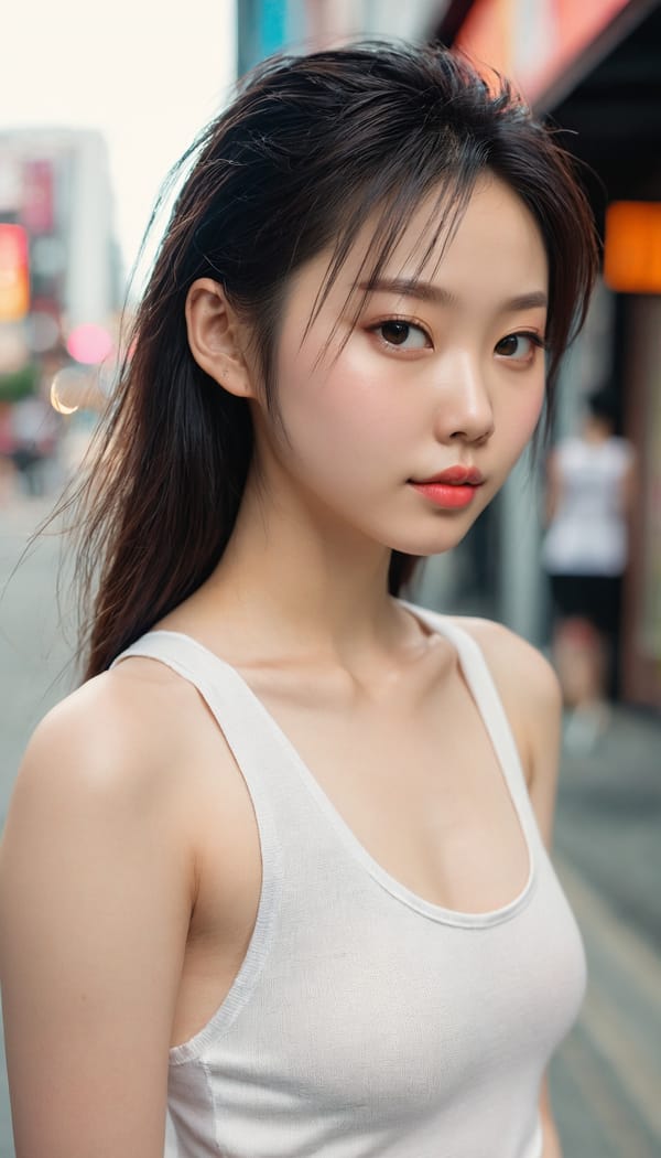 Tags: 21872187, SDXL
{"3": {"inputs": {"seed": 848655773823246, "steps": 32, "cfg": 7.57, "sampler_name": "dpmpp_2m", "scheduler": "karras", "denoise": 1.0, "model": ["27", 0], "positive": ["6", 0], "negative": ["7", 0], "latent_image": ["5", 0]}, "class_type": "KSampler"}, "4": {"inputs": {"ckpt_name": "juggernautxl.safetensors"}, "class_type": "CheckpointLoaderSimple"}, "5": {"inputs": {"width": 768, "height": 1344, "batch_size": 1}, "class_type": "EmptyLatentImage"}, "6": {"inputs": {"text": "18 year old girl, (chinese:1.02), (slim:1.13), (pale skin:0.96), (cute:0.99), (seductive pose:1.09), (seductive facial expression:0.97), (blush:1.04), (double eyelids:0.96), (detailed face:1.02), (temptress:1.00), (eyelashes:0.99), (sexy lips:1.14), (idol:0.97), (beautiful eyes:1.08), (perky ass:0.98), (exposed ass:1.08), (looking back:1.09), (sexy ass:0.99), (thigh gap:1.00), (white tanktop:1.10), busy street, (soft lighting:1.02), (textured skin:1.00), (skin fuzz:1.09), (film:1.05), (portra:1.09), (detailed skin:1.02), (natural looking skin:1.01), (candid cinema:1.06), (RAW:1.02)", "clip": ["27", 1]}, "class_type": "CLIPTextEncode"}, "7": {"inputs": {"text": "(open mouth:1.05), (low resolution:1.08), (twisted:1.10), (distorted:1.09), (bad hands:1.06), (watermark:1.11), (worst quality:1.13)", "clip": ["27", 1]}, "class_type": "CLIPTextEncode"}, "8": {"inputs": {"samples": ["3", 0], "vae": ["4", 2]}, "class_type": "VAEDecode"}, "25": {"inputs": {"lora_name": "nudify_xl.safetensors", "strength_model": 0.25, "strength_clip": 0.06, "model": ["4", 0], "clip": ["4", 1]}, "class_type": "LoraLoader"}, "26": {"inputs": {"lora_name": "shirtlift_SDXL_v2.safetensors", "strength_model": 0.09, "strength_clip": 0.0, "model": ["25", 0], "clip": ["25", 1]}, "class_type": "LoraLoader"}, "27": {"inputs": {"lora_name": "PerfectEyesXL.safetensors", "strength_model": 0.03, "strength_clip": 0.13, "model": ["26", 0], "clip": ["26", 1]}, "class_type": "LoraLoader"}, "30": {"inputs": {"model_name": "4x_NMKD-Superscale-SP_178000_G.pth"}, "class_type": "UpscaleModelLoader"}, "31": {"inputs": {"upscale_model": ["30", 0], "image": ["8", 0]}, "class_type": "ImageUpscaleWithModel"}, "32": {"inputs": {"upscale_method": "lanczos", "scale_by": 0.5, "image": ["31", 0]}, "class_type": "ImageScaleBy"}, "33": {"inputs": {"pixels": ["32", 0], "vae": ["4", 2]}, "class_type": "VAEEncode"}, "34": {"inputs": {"seed": 848655773823246, "steps": 32, "cfg": 7.57, "sampler_name": "dpmpp_2m", "scheduler": "karras", "denoise": 0.3, "model": ["27", 0], "positive": ["6", 0], "negative": ["7", 0], "latent_image": ["33", 0]}, "class_type": "KSampler"}, "36": {"inputs": {"samples": ["34", 0], "vae": ["4", 2]}, "class_type": "VAEDecode"}, "39": {"inputs": {"filename_prefix": "comfyapi-1718705494319", "images": ["36", 0]}, "class_type": "SaveImage"}}