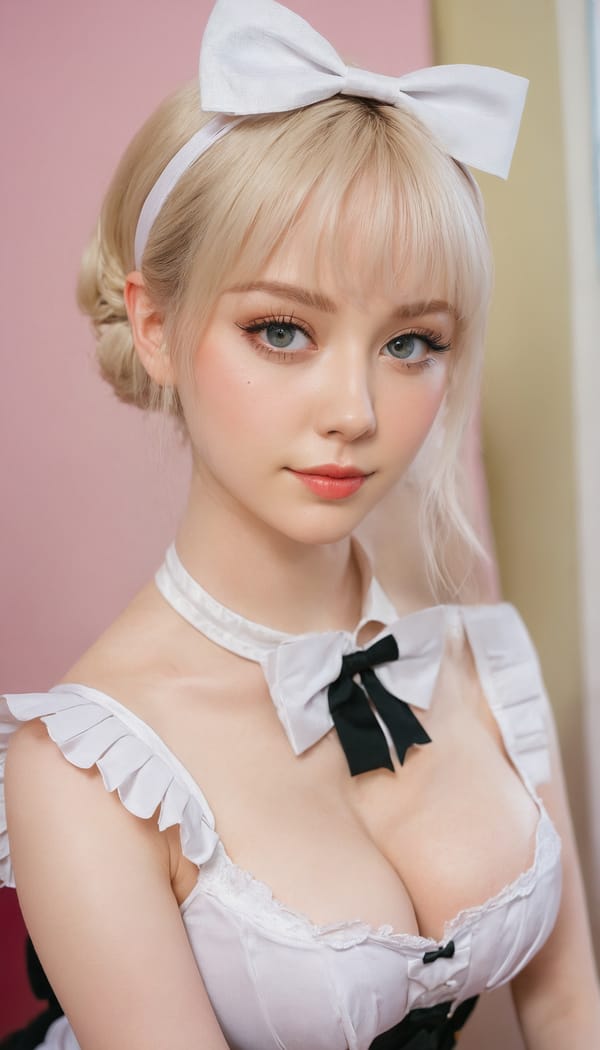 Tags: 21872187, SDXL
{"3": {"inputs": {"seed": 201841665164460, "steps": 64, "cfg": 5.39, "sampler_name": "dpmpp_2m", "scheduler": "karras", "denoise": 1.0, "model": ["27", 0], "positive": ["6", 0], "negative": ["7", 0], "latent_image": ["5", 0]}, "class_type": "KSampler"}, "4": {"inputs": {"ckpt_name": "juggernautxl.safetensors"}, "class_type": "CheckpointLoaderSimple"}, "5": {"inputs": {"width": 768, "height": 1344, "batch_size": 1}, "class_type": "EmptyLatentImage"}, "6": {"inputs": {"text": "28 year old girl, (irish:0.97), (double eyelids:1.12), (cute:1.04), (eyelashes:0.99), (pale skin:1.02), (beautiful eyes:1.03), (sexy lips:1.01), (temptress:1.08), (blush:0.99), (seductive facial expression:0.95), (idol:1.05), (slim:1.06), (seductive pose:1.02), (in a seductive pose:1.12), (large perky breasts:0.95), (cleavage:1.06), (thigh gap:0.95), in a (skimpy maid costume:1.03) working at a maid cafe, choker, bowtie, headband, pleated skirt, (candid cinema:1.09), (textured skin:1.00), (soft lighting:1.02), (detailed skin:1.03), (portra:1.08), (natural looking skin:1.09), (film:1.01), (RAW:1.07), (skin fuzz:1.09)", "clip": ["27", 1]}, "class_type": "CLIPTextEncode"}, "7": {"inputs": {"text": "(bad hands:1.05), (open mouth:1.09), (watermark:1.10), (worst quality:1.09), (twisted:1.09), (low resolution:1.07), (distorted:1.07)", "clip": ["27", 1]}, "class_type": "CLIPTextEncode"}, "8": {"inputs": {"samples": ["3", 0], "vae": ["4", 2]}, "class_type": "VAEDecode"}, "25": {"inputs": {"lora_name": "nudify_xl.safetensors", "strength_model": 0.06, "strength_clip": 0.05, "model": ["4", 0], "clip": ["4", 1]}, "class_type": "LoraLoader"}, "26": {"inputs": {"lora_name": "shirtlift_SDXL_v2.safetensors", "strength_model": 0.0, "strength_clip": 0.07, "model": ["25", 0], "clip": ["25", 1]}, "class_type": "LoraLoader"}, "27": {"inputs": {"lora_name": "PerfectEyesXL.safetensors", "strength_model": 0.03, "strength_clip": 0.01, "model": ["26", 0], "clip": ["26", 1]}, "class_type": "LoraLoader"}, "30": {"inputs": {"model_name": "4x_NMKD-Superscale-SP_178000_G.pth"}, "class_type": "UpscaleModelLoader"}, "31": {"inputs": {"upscale_model": ["30", 0], "image": ["8", 0]}, "class_type": "ImageUpscaleWithModel"}, "32": {"inputs": {"upscale_method": "lanczos", "scale_by": 0.5, "image": ["31", 0]}, "class_type": "ImageScaleBy"}, "33": {"inputs": {"pixels": ["32", 0], "vae": ["4", 2]}, "class_type": "VAEEncode"}, "34": {"inputs": {"seed": 201841665164460, "steps": 64, "cfg": 5.39, "sampler_name": "dpmpp_2m", "scheduler": "karras", "denoise": 0.3, "model": ["27", 0], "positive": ["6", 0], "negative": ["7", 0], "latent_image": ["33", 0]}, "class_type": "KSampler"}, "36": {"inputs": {"samples": ["34", 0], "vae": ["4", 2]}, "class_type": "VAEDecode"}, "39": {"inputs": {"filename_prefix": "comfyapi-1717450046232", "images": ["36", 0]}, "class_type": "SaveImage"}}