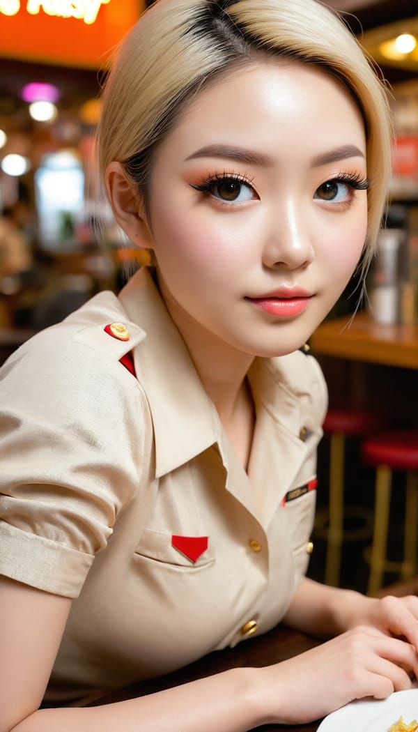 Tags: 21872187, SDXL
{"3": {"inputs": {"seed": 928926455988400, "steps": 32, "cfg": 6.88, "sampler_name": "dpmpp_2m", "scheduler": "karras", "denoise": 1.0, "model": ["27", 0], "positive": ["6", 0], "negative": ["7", 0], "latent_image": ["5", 0]}, "class_type": "KSampler"}, "4": {"inputs": {"ckpt_name": "juggernautxl.safetensors"}, "class_type": "CheckpointLoaderSimple"}, "5": {"inputs": {"width": 768, "height": 1344, "batch_size": 1}, "class_type": "EmptyLatentImage"}, "6": {"inputs": {"text": "27 year old girl, (seductive facial expression:0.98), (detailed face:1.01), (seductive pose:0.99), (blush:0.97), (eyelashes:1.14), (cute:1.04), (idol:0.99), (double eyelids:1.02), (pale skin:0.95), (temptress:1.00), (beautiful eyes:1.02), (sexy lips:1.13), (perky ass:1.00), (exposed ass:1.12), (looking back:0.95), (sexy ass:1.09), (thigh gap:1.12), (a waitress in uniform:0.96) working at a restaurant, (skin fuzz:1.00), (film:1.03), (soft lighting:1.01), (candid cinema:1.06), (textured skin:1.02), (portra:1.06), (detailed skin:1.04), (natural looking skin:1.06), (RAW:1.08)", "clip": ["27", 1]}, "class_type": "CLIPTextEncode"}, "7": {"inputs": {"text": "(distorted:1.07), (worst quality:1.08), (low resolution:1.11), (twisted:1.10), (open mouth:1.14), (watermark:1.12), (bad hands:1.07)", "clip": ["27", 1]}, "class_type": "CLIPTextEncode"}, "8": {"inputs": {"samples": ["3", 0], "vae": ["4", 2]}, "class_type": "VAEDecode"}, "25": {"inputs": {"lora_name": "nudify_xl.safetensors", "strength_model": 0.32, "strength_clip": 0.0, "model": ["4", 0], "clip": ["4", 1]}, "class_type": "LoraLoader"}, "26": {"inputs": {"lora_name": "shirtlift_SDXL_v2.safetensors", "strength_model": 0.18, "strength_clip": 0.13, "model": ["25", 0], "clip": ["25", 1]}, "class_type": "LoraLoader"}, "27": {"inputs": {"lora_name": "PerfectEyesXL.safetensors", "strength_model": 0.14, "strength_clip": 0.04, "model": ["26", 0], "clip": ["26", 1]}, "class_type": "LoraLoader"}, "30": {"inputs": {"model_name": "4x_NMKD-Superscale-SP_178000_G.pth"}, "class_type": "UpscaleModelLoader"}, "31": {"inputs": {"upscale_model": ["30", 0], "image": ["8", 0]}, "class_type": "ImageUpscaleWithModel"}, "32": {"inputs": {"upscale_method": "lanczos", "scale_by": 0.5, "image": ["31", 0]}, "class_type": "ImageScaleBy"}, "33": {"inputs": {"pixels": ["32", 0], "vae": ["4", 2]}, "class_type": "VAEEncode"}, "34": {"inputs": {"seed": 928926455988400, "steps": 32, "cfg": 6.88, "sampler_name": "dpmpp_2m", "scheduler": "karras", "denoise": 0.3, "model": ["27", 0], "positive": ["6", 0], "negative": ["7", 0], "latent_image": ["33", 0]}, "class_type": "KSampler"}, "36": {"inputs": {"samples": ["34", 0], "vae": ["4", 2]}, "class_type": "VAEDecode"}, "39": {"inputs": {"filename_prefix": "comfyapi-1715958832402", "images": ["36", 0]}, "class_type": "SaveImage"}}