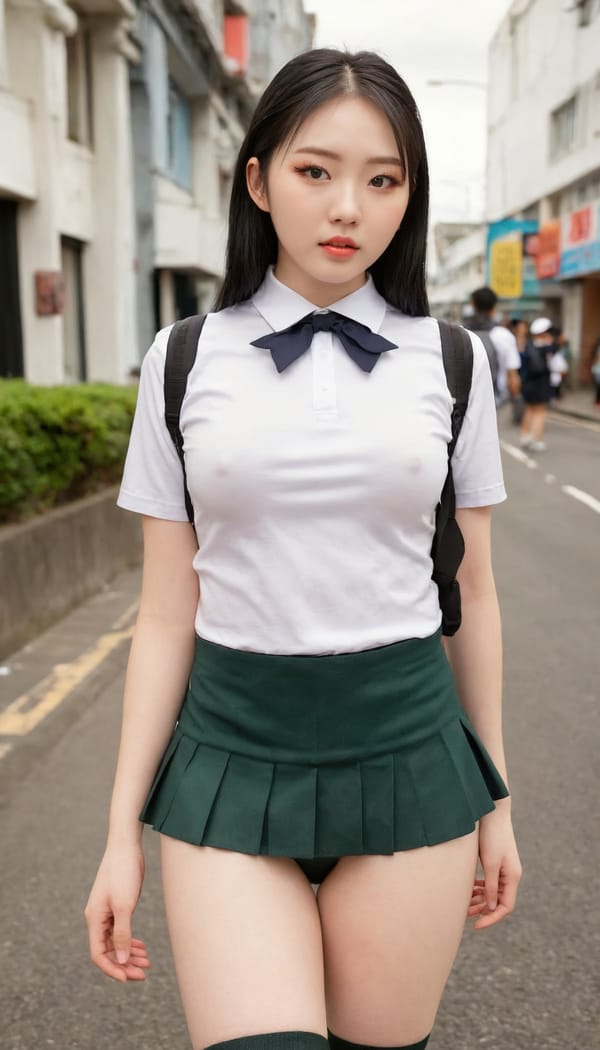 Tags: 21872187, SDXL
{"3": {"inputs": {"seed": 626424833686079, "steps": 64, "cfg": 5.76, "sampler_name": "dpmpp_2m", "scheduler": "karras", "denoise": 1.0, "model": ["27", 0], "positive": ["6", 0], "negative": ["7", 0], "latent_image": ["5", 0]}, "class_type": "KSampler"}, "4": {"inputs": {"ckpt_name": "juggernautXL_v8Rundiffusion.safetensors"}, "class_type": "CheckpointLoaderSimple"}, "5": {"inputs": {"width": 768, "height": 1344, "batch_size": 1}, "class_type": "EmptyLatentImage"}, "6": {"inputs": {"text": "18 year old girl, (irish:1.13), (taiwanese:1.00), (temptress:1.05), (pale skin:1.02), (sexy lips:0.97), (seductive facial expression:1.00), (double eyelids:0.99), (seductive pose:1.03), (eyelashes:0.98), (cute:0.97), (beautiful eyes:1.10), (detailed face:1.01), (blush:0.96), (perky ass:1.04), (exposed ass:0.97), (looking back:0.95), (sexy ass:1.03), (thigh gap:1.10), (school uniform:1.03), choker, busy street, (textured skin:1.06), (candid cinema:1.09), (portra:1.03), (detailed skin:1.08), (skin fuzz:1.00), (RAW:1.02), (film:1.08), (soft lighting:1.08), (natural looking skin:1.02)", "clip": ["27", 1]}, "class_type": "CLIPTextEncode"}, "7": {"inputs": {"text": "(watermark:1.05), (worst quality:1.14), (bad hands:1.10), (distorted:1.09), (twisted:1.05), (low resolution:1.10)", "clip": ["27", 1]}, "class_type": "CLIPTextEncode"}, "8": {"inputs": {"samples": ["3", 0], "vae": ["4", 2]}, "class_type": "VAEDecode"}, "25": {"inputs": {"lora_name": "nudify_xl.safetensors", "strength_model": 0.31, "strength_clip": 0.27, "model": ["4", 0], "clip": ["4", 1]}, "class_type": "LoraLoader"}, "26": {"inputs": {"lora_name": "shirtlift_SDXL_v2.safetensors", "strength_model": 0.09, "strength_clip": 0.13, "model": ["25", 0], "clip": ["25", 1]}, "class_type": "LoraLoader"}, "27": {"inputs": {"lora_name": "PerfectEyesXL.safetensors", "strength_model": 0.11, "strength_clip": 0.15, "model": ["26", 0], "clip": ["26", 1]}, "class_type": "LoraLoader"}, "30": {"inputs": {"model_name": "4x_NMKD-Superscale-SP_178000_G.pth"}, "class_type": "UpscaleModelLoader"}, "31": {"inputs": {"upscale_model": ["30", 0], "image": ["8", 0]}, "class_type": "ImageUpscaleWithModel"}, "32": {"inputs": {"upscale_method": "lanczos", "scale_by": 0.5, "image": ["31", 0]}, "class_type": "ImageScaleBy"}, "33": {"inputs": {"pixels": ["32", 0], "vae": ["4", 2]}, "class_type": "VAEEncode"}, "34": {"inputs": {"seed": 626424833686079, "steps": 64, "cfg": 5.76, "sampler_name": "dpmpp_2m", "scheduler": "karras", "denoise": 0.3, "model": ["27", 0], "positive": ["6", 0], "negative": ["7", 0], "latent_image": ["33", 0]}, "class_type": "KSampler"}, "36": {"inputs": {"samples": ["34", 0], "vae": ["4", 2]}, "class_type": "VAEDecode"}, "39": {"inputs": {"filename_prefix": "comfyapi-1707567594875", "images": ["36", 0]}, "class_type": "SaveImage"}}