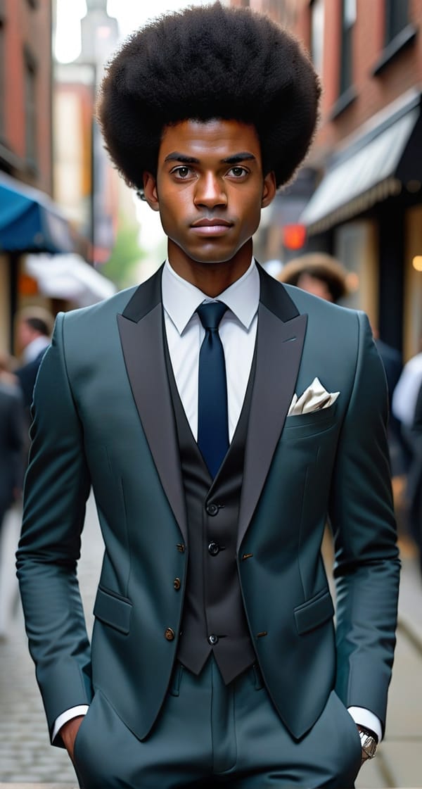 Tags: undefined
{"3": {"inputs": {"seed": 48563753829425, "steps": 25, "cfg": 12.0, "sampler_name": "euler", "scheduler": "normal", "denoise": 1.0, "model": ["4", 0], "positive": ["6", 0], "negative": ["7", 0], "latent_image": ["5", 0]}, "class_type": "KSampler"}, "4": {"inputs": {"ckpt_name": "protovisionXLHighFidelity3D_releaseV660Bakedvae.safetensors"}, "class_type": "CheckpointLoaderSimple"}, "5": {"inputs": {"width": 672, "height": 1256, "batch_size": 4}, "class_type": "EmptyLatentImage"}, "6": {"inputs": {"text": "Black man, cool short afro hair, elegant suit, UHD, ", "clip": ["4", 1]}, "class_type": "CLIPTextEncode"}, "7": {"inputs": {"text": "text, watermark, sun glasses, dark glasses", "clip": ["4", 1]}, "class_type": "CLIPTextEncode"}, "8": {"inputs": {"samples": ["3", 0], "vae": ["4", 2]}, "class_type": "VAEDecode"}, "9": {"inputs": {"filename_prefix": "ComfyUI", "images": ["8", 0]}, "class_type": "SaveImage"}}