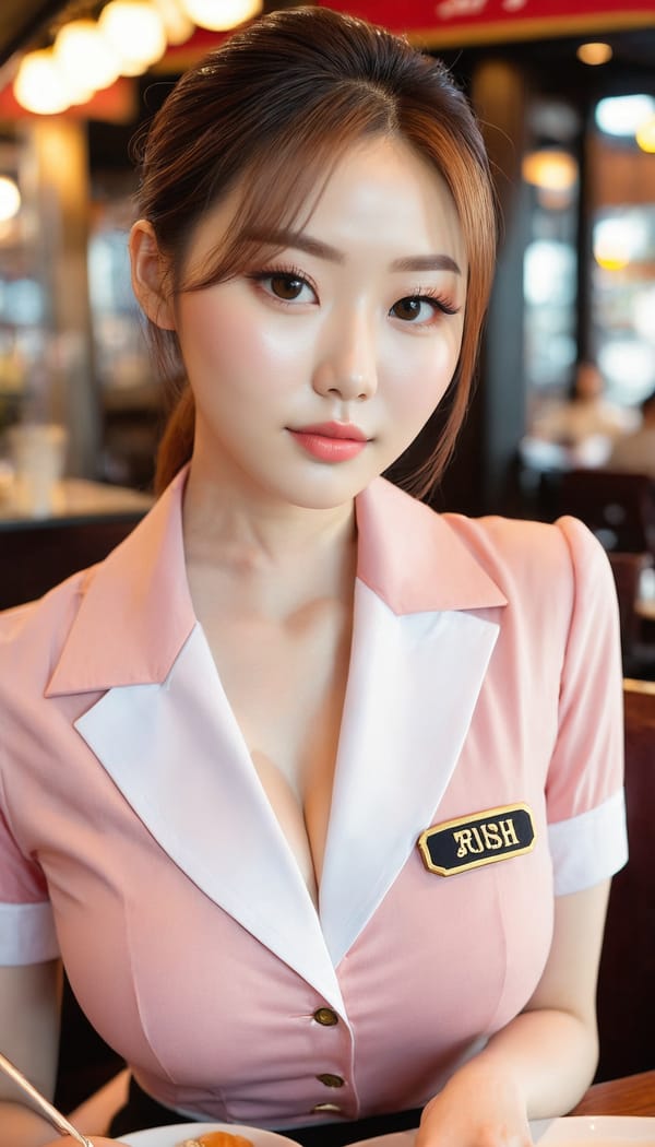 Tags: 21872187, SDXL
{"3": {"inputs": {"seed": 850452784319275, "steps": 64, "cfg": 7.38, "sampler_name": "dpmpp_2m", "scheduler": "karras", "denoise": 1.0, "model": ["27", 0], "positive": ["6", 0], "negative": ["7", 0], "latent_image": ["5", 0]}, "class_type": "KSampler"}, "4": {"inputs": {"ckpt_name": "juggernautxl.safetensors"}, "class_type": "CheckpointLoaderSimple"}, "5": {"inputs": {"width": 768, "height": 1344, "batch_size": 1}, "class_type": "EmptyLatentImage"}, "6": {"inputs": {"text": "28 year old girl, (irish:0.96), (korean:0.98), (slim:1.03), (sexy lips:1.13), (double eyelids:1.08), (blush:1.03), (cute:0.95), (detailed face:1.13), (pale skin:1.10), (temptress:1.03), (seductive facial expression:1.11), (eyelashes:1.07), (idol:1.12), (seductive pose:1.12), (beautiful eyes:1.00), (in a seductive pose:1.12), (large perky breasts:0.96), (cleavage:0.95), (thigh gap:1.03), (a waitress in uniform:1.07) working at a restaurant, (textured skin:1.00), (soft lighting:1.00), (RAW:1.09), (natural looking skin:1.05), (detailed skin:1.03), (portra:1.04), (candid cinema:1.05), (skin fuzz:1.01), (film:1.04)", "clip": ["27", 1]}, "class_type": "CLIPTextEncode"}, "7": {"inputs": {"text": "(distorted:1.10), (worst quality:1.11), (open mouth:1.07), (watermark:1.05), (twisted:1.06), (low resolution:1.13), (bad hands:1.07)", "clip": ["27", 1]}, "class_type": "CLIPTextEncode"}, "8": {"inputs": {"samples": ["3", 0], "vae": ["4", 2]}, "class_type": "VAEDecode"}, "25": {"inputs": {"lora_name": "nudify_xl.safetensors", "strength_model": 0.37, "strength_clip": 0.25, "model": ["4", 0], "clip": ["4", 1]}, "class_type": "LoraLoader"}, "26": {"inputs": {"lora_name": "shirtlift_SDXL_v2.safetensors", "strength_model": 0.06, "strength_clip": 0.02, "model": ["25", 0], "clip": ["25", 1]}, "class_type": "LoraLoader"}, "27": {"inputs": {"lora_name": "PerfectEyesXL.safetensors", "strength_model": 0.01, "strength_clip": 0.06, "model": ["26", 0], "clip": ["26", 1]}, "class_type": "LoraLoader"}, "30": {"inputs": {"model_name": "4x_NMKD-Superscale-SP_178000_G.pth"}, "class_type": "UpscaleModelLoader"}, "31": {"inputs": {"upscale_model": ["30", 0], "image": ["8", 0]}, "class_type": "ImageUpscaleWithModel"}, "32": {"inputs": {"upscale_method": "lanczos", "scale_by": 0.5, "image": ["31", 0]}, "class_type": "ImageScaleBy"}, "33": {"inputs": {"pixels": ["32", 0], "vae": ["4", 2]}, "class_type": "VAEEncode"}, "34": {"inputs": {"seed": 850452784319275, "steps": 64, "cfg": 7.38, "sampler_name": "dpmpp_2m", "scheduler": "karras", "denoise": 0.3, "model": ["27", 0], "positive": ["6", 0], "negative": ["7", 0], "latent_image": ["33", 0]}, "class_type": "KSampler"}, "36": {"inputs": {"samples": ["34", 0], "vae": ["4", 2]}, "class_type": "VAEDecode"}, "39": {"inputs": {"filename_prefix": "comfyapi-1728090185009", "images": ["36", 0]}, "class_type": "SaveImage"}}