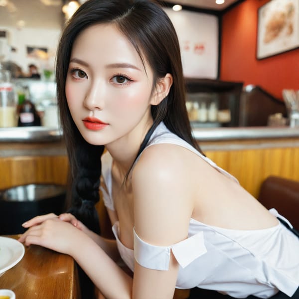 Tags: 21872187, SDXL
{"3": {"inputs": {"seed": 772748030361477, "steps": 64, "cfg": 6.45, "sampler_name": "dpmpp_2m", "scheduler": "karras", "denoise": 1.0, "model": ["27", 0], "positive": ["6", 0], "negative": ["7", 0], "latent_image": ["5", 0]}, "class_type": "KSampler"}, "4": {"inputs": {"ckpt_name": "leosamsHelloworldSDXL_helloworldSDXL32DPO.safetensors"}, "class_type": "CheckpointLoaderSimple"}, "5": {"inputs": {"width": 1024, "height": 1024, "batch_size": 1}, "class_type": "EmptyLatentImage"}, "6": {"inputs": {"text": "27 year old girl, (ukrainian:0.99), (chinese:1.14), (taiwanese:1.00), (beautiful eyes:1.12), (sexy lips:0.97), (eyelashes:0.96), (blush:0.98), (pale skin:1.00), (idol:0.99), (seductive pose:0.98), (detailed face:0.98), (seductive facial expression:0.96), (slim:1.04), (double eyelids:0.96), (on all fours:1.05), (spreading ass cheeks:1.12), (from behind:1.13), (backboob:0.97), (a waitress in uniform:0.99) working at a restaurant, (natural looking skin:1.09), (skin fuzz:1.02), (textured skin:1.08), (RAW:1.03), (candid cinema:1.06), (film:1.01), (soft lighting:1.09), (portra:1.07), (detailed skin:1.08)", "clip": ["27", 1]}, "class_type": "CLIPTextEncode"}, "7": {"inputs": {"text": "(bad hands:1.14), (low resolution:1.08), (distorted:1.08), (open mouth:1.12), (watermark:1.12), (worst quality:1.12), (twisted:1.05)", "clip": ["27", 1]}, "class_type": "CLIPTextEncode"}, "8": {"inputs": {"samples": ["3", 0], "vae": ["4", 2]}, "class_type": "VAEDecode"}, "25": {"inputs": {"lora_name": "nudify_xl.safetensors", "strength_model": 0.01, "strength_clip": 0.28, "model": ["4", 0], "clip": ["4", 1]}, "class_type": "LoraLoader"}, "26": {"inputs": {"lora_name": "shirtlift_SDXL_v2.safetensors", "strength_model": 0.06, "strength_clip": 0.13, "model": ["25", 0], "clip": ["25", 1]}, "class_type": "LoraLoader"}, "27": {"inputs": {"lora_name": "PerfectEyesXL.safetensors", "strength_model": 0.12, "strength_clip": 0.03, "model": ["26", 0], "clip": ["26", 1]}, "class_type": "LoraLoader"}, "30": {"inputs": {"model_name": "4x_NMKD-Superscale-SP_178000_G.pth"}, "class_type": "UpscaleModelLoader"}, "31": {"inputs": {"upscale_model": ["30", 0], "image": ["8", 0]}, "class_type": "ImageUpscaleWithModel"}, "32": {"inputs": {"upscale_method": "lanczos", "scale_by": 0.5, "image": ["31", 0]}, "class_type": "ImageScaleBy"}, "33": {"inputs": {"pixels": ["32", 0], "vae": ["4", 2]}, "class_type": "VAEEncode"}, "34": {"inputs": {"seed": 772748030361477, "steps": 64, "cfg": 6.45, "sampler_name": "dpmpp_2m", "scheduler": "karras", "denoise": 0.3, "model": ["27", 0], "positive": ["6", 0], "negative": ["7", 0], "latent_image": ["33", 0]}, "class_type": "KSampler"}, "36": {"inputs": {"samples": ["34", 0], "vae": ["4", 2]}, "class_type": "VAEDecode"}, "39": {"inputs": {"filename_prefix": "comfyapi-1708227617551", "images": ["36", 0]}, "class_type": "SaveImage"}}