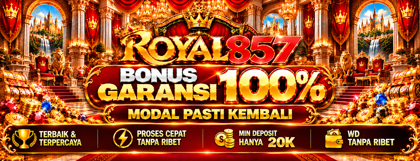 Banner Garansi 100% Modal Dikembalikan ROYAL857