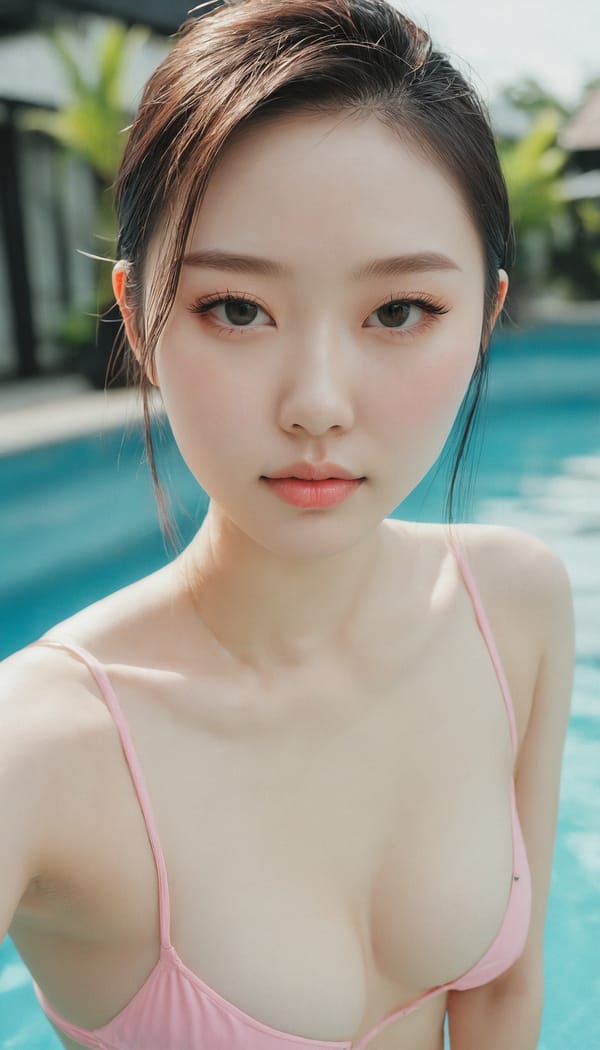 Tags: 21872187, SDXL
{"3": {"inputs": {"seed": 797241419261772, "steps": 64, "cfg": 5.24, "sampler_name": "dpmpp_2m", "scheduler": "karras", "denoise": 1.0, "model": ["27", 0], "positive": ["6", 0], "negative": ["7", 0], "latent_image": ["5", 0]}, "class_type": "KSampler"}, "4": {"inputs": {"ckpt_name": "juggernautxl.safetensors"}, "class_type": "CheckpointLoaderSimple"}, "5": {"inputs": {"width": 768, "height": 1344, "batch_size": 1}, "class_type": "EmptyLatentImage"}, "6": {"inputs": {"text": "20 year old girl, (chinese:1.10), (russian:1.11), (temptress:1.11), (sexy lips:0.97), (eyelashes:0.97), (blush:1.11), (idol:1.03), (cute:1.08), (beautiful eyes:1.06), (slim:1.14), (pale skin:1.11), (seductive pose:1.05), (double eyelids:1.06), (detailed face:1.03), (on all fours:0.95), (spreading ass cheeks:0.97), (from behind:1.14), (backboob:1.08), (in a swimsuit:1.08) at a pool, (skin fuzz:1.05), (portra:1.03), (RAW:1.09), (textured skin:1.06), (soft lighting:1.05), (candid cinema:1.08), (natural looking skin:1.01), (detailed skin:1.09), (film:1.03)", "clip": ["27", 1]}, "class_type": "CLIPTextEncode"}, "7": {"inputs": {"text": "(worst quality:1.11), (distorted:1.14), (bad hands:1.09), (watermark:1.11), (twisted:1.13), (low resolution:1.13), (open mouth:1.06)", "clip": ["27", 1]}, "class_type": "CLIPTextEncode"}, "8": {"inputs": {"samples": ["3", 0], "vae": ["4", 2]}, "class_type": "VAEDecode"}, "25": {"inputs": {"lora_name": "nudify_xl.safetensors", "strength_model": 0.05, "strength_clip": 0.22, "model": ["4", 0], "clip": ["4", 1]}, "class_type": "LoraLoader"}, "26": {"inputs": {"lora_name": "shirtlift_SDXL_v2.safetensors", "strength_model": 0.02, "strength_clip": 0.01, "model": ["25", 0], "clip": ["25", 1]}, "class_type": "LoraLoader"}, "27": {"inputs": {"lora_name": "PerfectEyesXL.safetensors", "strength_model": 0.14, "strength_clip": 0.08, "model": ["26", 0], "clip": ["26", 1]}, "class_type": "LoraLoader"}, "30": {"inputs": {"model_name": "4x_NMKD-Superscale-SP_178000_G.pth"}, "class_type": "UpscaleModelLoader"}, "31": {"inputs": {"upscale_model": ["30", 0], "image": ["8", 0]}, "class_type": "ImageUpscaleWithModel"}, "32": {"inputs": {"upscale_method": "lanczos", "scale_by": 0.5, "image": ["31", 0]}, "class_type": "ImageScaleBy"}, "33": {"inputs": {"pixels": ["32", 0], "vae": ["4", 2]}, "class_type": "VAEEncode"}, "34": {"inputs": {"seed": 797241419261772, "steps": 64, "cfg": 5.24, "sampler_name": "dpmpp_2m", "scheduler": "karras", "denoise": 0.3, "model": ["27", 0], "positive": ["6", 0], "negative": ["7", 0], "latent_image": ["33", 0]}, "class_type": "KSampler"}, "36": {"inputs": {"samples": ["34", 0], "vae": ["4", 2]}, "class_type": "VAEDecode"}, "39": {"inputs": {"filename_prefix": "comfyapi-1735603310353", "images": ["36", 0]}, "class_type": "SaveImage"}}