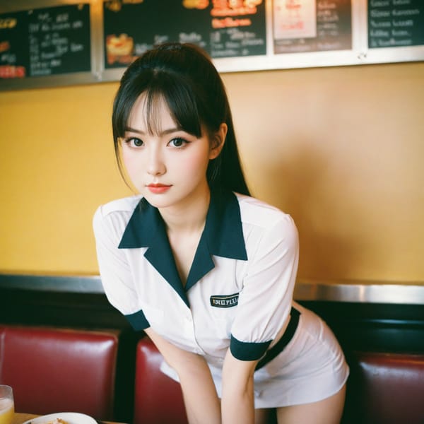 Tags: 21872187, SDXL
{"3": {"inputs": {"seed": 303523083286712, "steps": 64, "cfg": 6.86, "sampler_name": "dpmpp_2m", "scheduler": "karras", "denoise": 1.0, "model": ["27", 0], "positive": ["6", 0], "negative": ["7", 0], "latent_image": ["5", 0]}, "class_type": "KSampler"}, "4": {"inputs": {"ckpt_name": "helloworldxl.safetensors"}, "class_type": "CheckpointLoaderSimple"}, "5": {"inputs": {"width": 1024, "height": 1024, "batch_size": 1}, "class_type": "EmptyLatentImage"}, "6": {"inputs": {"text": "19 year old girl, (slim:1.12), (idol:1.04), (beautiful eyes:0.99), (seductive pose:1.09), (pale skin:1.02), (double eyelids:1.06), (blush:1.07), (seductive facial expression:1.04), (cute:1.06), (detailed face:1.05), (temptress:1.12), (sexy lips:0.99), (eyelashes:1.10), (in a seductive pose:1.02), (large perky breasts:0.97), (cleavage:1.05), (thigh gap:1.13), (a waitress in uniform:1.12) working at a restaurant, (portra:1.04), (soft lighting:1.00), (film:1.04), (textured skin:1.05), (skin fuzz:1.01), (natural looking skin:1.03), (detailed skin:1.07), (candid cinema:1.09)", "clip": ["27", 1]}, "class_type": "CLIPTextEncode"}, "7": {"inputs": {"text": "(worst quality:1.11), (watermark:1.14), (distorted:1.07), (open mouth:1.08), (twisted:1.14), (bad hands:1.13), (low resolution:1.13)", "clip": ["27", 1]}, "class_type": "CLIPTextEncode"}, "8": {"inputs": {"samples": ["3", 0], "vae": ["4", 2]}, "class_type": "VAEDecode"}, "25": {"inputs": {"lora_name": "nudify_xl.safetensors", "strength_model": 0.1, "strength_clip": 0.15, "model": ["4", 0], "clip": ["4", 1]}, "class_type": "LoraLoader"}, "26": {"inputs": {"lora_name": "shirtlift_SDXL_v2.safetensors", "strength_model": 0.04, "strength_clip": 0.03, "model": ["25", 0], "clip": ["25", 1]}, "class_type": "LoraLoader"}, "27": {"inputs": {"lora_name": "PerfectEyesXL.safetensors", "strength_model": 0.13, "strength_clip": 0.13, "model": ["26", 0], "clip": ["26", 1]}, "class_type": "LoraLoader"}, "30": {"inputs": {"model_name": "4x_NMKD-Superscale-SP_178000_G.pth"}, "class_type": "UpscaleModelLoader"}, "31": {"inputs": {"upscale_model": ["30", 0], "image": ["8", 0]}, "class_type": "ImageUpscaleWithModel"}, "32": {"inputs": {"upscale_method": "lanczos", "scale_by": 0.5, "image": ["31", 0]}, "class_type": "ImageScaleBy"}, "33": {"inputs": {"pixels": ["32", 0], "vae": ["4", 2]}, "class_type": "VAEEncode"}, "34": {"inputs": {"seed": 303523083286712, "steps": 64, "cfg": 6.86, "sampler_name": "dpmpp_2m", "scheduler": "karras", "denoise": 0.3, "model": ["27", 0], "positive": ["6", 0], "negative": ["7", 0], "latent_image": ["33", 0]}, "class_type": "KSampler"}, "36": {"inputs": {"samples": ["34", 0], "vae": ["4", 2]}, "class_type": "VAEDecode"}, "39": {"inputs": {"filename_prefix": "comfyapi-1724142680475", "images": ["36", 0]}, "class_type": "SaveImage"}}