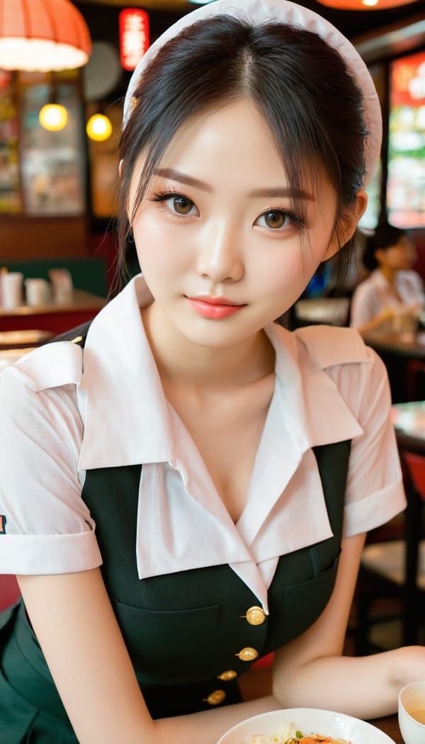 Tags: 21872187, SDXL
{"3": {"inputs": {"seed": 514176434304259, "steps": 64, "cfg": 7.79, "sampler_name": "dpmpp_2m", "scheduler": "karras", "denoise": 1.0, "model": ["27", 0], "positive": ["6", 0], "negative": ["7", 0], "latent_image": ["5", 0]}, "class_type": "KSampler"}, "4": {"inputs": {"ckpt_name": "juggernautxl.safetensors"}, "class_type": "CheckpointLoaderSimple"}, "5": {"inputs": {"width": 768, "height": 1344, "batch_size": 1}, "class_type": "EmptyLatentImage"}, "6": {"inputs": {"text": "19 year old girl, (taiwanese:1.11), (eyelashes:1.03), (pale skin:0.98), (beautiful eyes:1.05), (blush:1.09), (detailed face:0.96), (slim:1.06), (seductive pose:0.96), (seductive facial expression:1.05), (cute:1.13), (sexy lips:1.03), (idol:1.03), (double eyelids:1.05), (in a seductive pose:1.12), (large perky breasts:0.99), (cleavage:1.02), (thigh gap:0.95), (a waitress in uniform:1.02) working at a restaurant, (film:1.01), (skin fuzz:1.06), (natural looking skin:1.08), (portra:1.08), (soft lighting:1.06), (textured skin:1.05), (detailed skin:1.07), (candid cinema:1.00), (RAW:1.00)", "clip": ["27", 1]}, "class_type": "CLIPTextEncode"}, "7": {"inputs": {"text": "(open mouth:1.11), (watermark:1.06), (low resolution:1.06), (twisted:1.06), (bad hands:1.13), (worst quality:1.14), (distorted:1.14)", "clip": ["27", 1]}, "class_type": "CLIPTextEncode"}, "8": {"inputs": {"samples": ["3", 0], "vae": ["4", 2]}, "class_type": "VAEDecode"}, "25": {"inputs": {"lora_name": "nudify_xl.safetensors", "strength_model": 0.02, "strength_clip": 0.0, "model": ["4", 0], "clip": ["4", 1]}, "class_type": "LoraLoader"}, "26": {"inputs": {"lora_name": "shirtlift_SDXL_v2.safetensors", "strength_model": 0.11, "strength_clip": 0.16, "model": ["25", 0], "clip": ["25", 1]}, "class_type": "LoraLoader"}, "27": {"inputs": {"lora_name": "PerfectEyesXL.safetensors", "strength_model": 0.01, "strength_clip": 0.14, "model": ["26", 0], "clip": ["26", 1]}, "class_type": "LoraLoader"}, "30": {"inputs": {"model_name": "4x_NMKD-Superscale-SP_178000_G.pth"}, "class_type": "UpscaleModelLoader"}, "31": {"inputs": {"upscale_model": ["30", 0], "image": ["8", 0]}, "class_type": "ImageUpscaleWithModel"}, "32": {"inputs": {"upscale_method": "lanczos", "scale_by": 0.5, "image": ["31", 0]}, "class_type": "ImageScaleBy"}, "33": {"inputs": {"pixels": ["32", 0], "vae": ["4", 2]}, "class_type": "VAEEncode"}, "34": {"inputs": {"seed": 514176434304259, "steps": 64, "cfg": 7.79, "sampler_name": "dpmpp_2m", "scheduler": "karras", "denoise": 0.3, "model": ["27", 0], "positive": ["6", 0], "negative": ["7", 0], "latent_image": ["33", 0]}, "class_type": "KSampler"}, "36": {"inputs": {"samples": ["34", 0], "vae": ["4", 2]}, "class_type": "VAEDecode"}, "39": {"inputs": {"filename_prefix": "comfyapi-1733685545408", "images": ["36", 0]}, "class_type": "SaveImage"}}