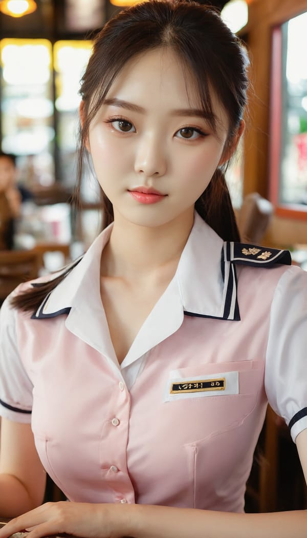 Tags: 21872187, SDXL
{"3": {"inputs": {"seed": 227103561204418, "steps": 32, "cfg": 5.09, "sampler_name": "dpmpp_2m", "scheduler": "karras", "denoise": 1.0, "model": ["27", 0], "positive": ["6", 0], "negative": ["7", 0], "latent_image": ["5", 0]}, "class_type": "KSampler"}, "4": {"inputs": {"ckpt_name": "juggernautxl.safetensors"}, "class_type": "CheckpointLoaderSimple"}, "5": {"inputs": {"width": 768, "height": 1344, "batch_size": 1}, "class_type": "EmptyLatentImage"}, "6": {"inputs": {"text": "18 year old girl, (korean:1.13), (beautiful eyes:1.05), (double eyelids:1.04), (idol:1.08), (pale skin:1.10), (seductive pose:1.03), (seductive facial expression:0.98), (cute:1.13), (blush:1.05), (detailed face:1.00), (eyelashes:1.04), (in a seductive pose:1.08), (large perky breasts:1.05), (cleavage:1.01), (thigh gap:1.00), (a waitress in uniform:1.12) working at a restaurant, (portra:1.09), (detailed skin:1.07), (film:1.03), (candid cinema:1.04), (textured skin:1.02), (RAW:1.04), (soft lighting:1.07), (natural looking skin:1.04), (skin fuzz:1.09)", "clip": ["27", 1]}, "class_type": "CLIPTextEncode"}, "7": {"inputs": {"text": "(low resolution:1.12), (distorted:1.08), (watermark:1.12), (twisted:1.05), (worst quality:1.10), (bad hands:1.13), (open mouth:1.11)", "clip": ["27", 1]}, "class_type": "CLIPTextEncode"}, "8": {"inputs": {"samples": ["3", 0], "vae": ["4", 2]}, "class_type": "VAEDecode"}, "25": {"inputs": {"lora_name": "nudify_xl.safetensors", "strength_model": 0.36, "strength_clip": 0.1, "model": ["4", 0], "clip": ["4", 1]}, "class_type": "LoraLoader"}, "26": {"inputs": {"lora_name": "shirtlift_SDXL_v2.safetensors", "strength_model": 0.06, "strength_clip": 0.13, "model": ["25", 0], "clip": ["25", 1]}, "class_type": "LoraLoader"}, "27": {"inputs": {"lora_name": "PerfectEyesXL.safetensors", "strength_model": 0.04, "strength_clip": 0.02, "model": ["26", 0], "clip": ["26", 1]}, "class_type": "LoraLoader"}, "30": {"inputs": {"model_name": "4x_NMKD-Superscale-SP_178000_G.pth"}, "class_type": "UpscaleModelLoader"}, "31": {"inputs": {"upscale_model": ["30", 0], "image": ["8", 0]}, "class_type": "ImageUpscaleWithModel"}, "32": {"inputs": {"upscale_method": "lanczos", "scale_by": 0.5, "image": ["31", 0]}, "class_type": "ImageScaleBy"}, "33": {"inputs": {"pixels": ["32", 0], "vae": ["4", 2]}, "class_type": "VAEEncode"}, "34": {"inputs": {"seed": 227103561204418, "steps": 32, "cfg": 5.09, "sampler_name": "dpmpp_2m", "scheduler": "karras", "denoise": 0.3, "model": ["27", 0], "positive": ["6", 0], "negative": ["7", 0], "latent_image": ["33", 0]}, "class_type": "KSampler"}, "36": {"inputs": {"samples": ["34", 0], "vae": ["4", 2]}, "class_type": "VAEDecode"}, "39": {"inputs": {"filename_prefix": "comfyapi-1734372955053", "images": ["36", 0]}, "class_type": "SaveImage"}}