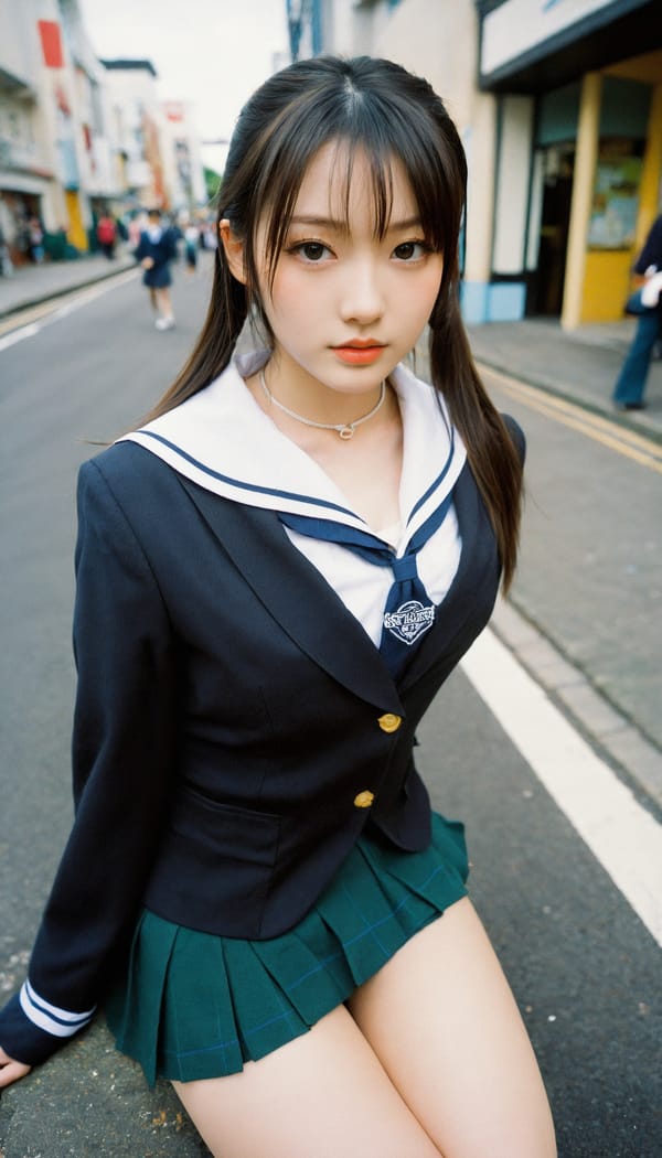 Tags: 21872187, SDXL
{"3": {"inputs": {"seed": 867734246225275, "steps": 32, "cfg": 7.44, "sampler_name": "dpmpp_2m", "scheduler": "karras", "denoise": 1.0, "model": ["27", 0], "positive": ["6", 0], "negative": ["7", 0], "latent_image": ["5", 0]}, "class_type": "KSampler"}, "4": {"inputs": {"ckpt_name": "helloworldxl.safetensors"}, "class_type": "CheckpointLoaderSimple"}, "5": {"inputs": {"width": 768, "height": 1344, "batch_size": 1}, "class_type": "EmptyLatentImage"}, "6": {"inputs": {"text": "23 year old girl, (irish:1.12), (japanese:1.01), (beautiful eyes:0.98), (slim:1.14), (seductive facial expression:0.99), (sexy lips:1.08), (temptress:0.98), (blush:0.97), (cute:1.11), (eyelashes:1.04), (detailed face:1.12), (pale skin:0.98), (seductive pose:1.14), (double eyelids:1.14), (idol:1.11), (in a seductive pose:1.00), (large perky breasts:1.01), (cleavage:0.98), (thigh gap:1.08), (school uniform:1.07), choker, busy street, (film:1.07), (candid cinema:1.08), (RAW:1.04), (skin fuzz:1.08), (soft lighting:1.02), (textured skin:1.05), (portra:1.01), (detailed skin:1.09), (natural looking skin:1.01)", "clip": ["27", 1]}, "class_type": "CLIPTextEncode"}, "7": {"inputs": {"text": "(watermark:1.09), (worst quality:1.12), (distorted:1.10), (open mouth:1.14), (twisted:1.13), (bad hands:1.11), (low resolution:1.08)", "clip": ["27", 1]}, "class_type": "CLIPTextEncode"}, "8": {"inputs": {"samples": ["3", 0], "vae": ["4", 2]}, "class_type": "VAEDecode"}, "25": {"inputs": {"lora_name": "nudify_xl.safetensors", "strength_model": 0.08, "strength_clip": 0.18, "model": ["4", 0], "clip": ["4", 1]}, "class_type": "LoraLoader"}, "26": {"inputs": {"lora_name": "shirtlift_SDXL_v2.safetensors", "strength_model": 0.14, "strength_clip": 0.04, "model": ["25", 0], "clip": ["25", 1]}, "class_type": "LoraLoader"}, "27": {"inputs": {"lora_name": "PerfectEyesXL.safetensors", "strength_model": 0.06, "strength_clip": 0.09, "model": ["26", 0], "clip": ["26", 1]}, "class_type": "LoraLoader"}, "30": {"inputs": {"model_name": "4x_NMKD-Superscale-SP_178000_G.pth"}, "class_type": "UpscaleModelLoader"}, "31": {"inputs": {"upscale_model": ["30", 0], "image": ["8", 0]}, "class_type": "ImageUpscaleWithModel"}, "32": {"inputs": {"upscale_method": "lanczos", "scale_by": 0.5, "image": ["31", 0]}, "class_type": "ImageScaleBy"}, "33": {"inputs": {"pixels": ["32", 0], "vae": ["4", 2]}, "class_type": "VAEEncode"}, "34": {"inputs": {"seed": 867734246225275, "steps": 32, "cfg": 7.44, "sampler_name": "dpmpp_2m", "scheduler": "karras", "denoise": 0.3, "model": ["27", 0], "positive": ["6", 0], "negative": ["7", 0], "latent_image": ["33", 0]}, "class_type": "KSampler"}, "36": {"inputs": {"samples": ["34", 0], "vae": ["4", 2]}, "class_type": "VAEDecode"}, "39": {"inputs": {"filename_prefix": "comfyapi-1717530200350", "images": ["36", 0]}, "class_type": "SaveImage"}}