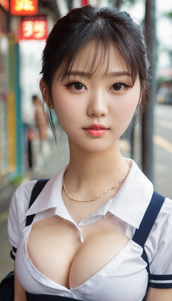 Tags: 21872187, SDXL
{"3": {"inputs": {"seed": 345416797377370, "steps": 64, "cfg": 5.65, "sampler_name": "dpmpp_2m", "scheduler": "karras", "denoise": 1.0, "model": ["27", 0], "positive": ["6", 0], "negative": ["7", 0], "latent_image": ["5", 0]}, "class_type": "KSampler"}, "4": {"inputs": {"ckpt_name": "juggernautxl.safetensors"}, "class_type": "CheckpointLoaderSimple"}, "5": {"inputs": {"width": 768, "height": 1344, "batch_size": 1}, "class_type": "EmptyLatentImage"}, "6": {"inputs": {"text": "24 year old girl, (taiwanese:1.10), (idol:1.05), (cute:0.97), (beautiful eyes:1.07), (pale skin:1.06), (eyelashes:1.02), (double eyelids:1.13), (seductive pose:0.95), (detailed face:1.14), (sexy lips:1.11), (seductive facial expression:1.03), (temptress:0.95), (blush:1.04), (in a seductive pose:0.98), (large perky breasts:1.09), (cleavage:1.10), (thigh gap:1.09), (school uniform:1.10), choker, busy street, (film:1.01), (RAW:1.01), (soft lighting:1.08), (detailed skin:1.07), (candid cinema:1.09), (natural looking skin:1.07), (textured skin:1.05), (skin fuzz:1.09), (portra:1.00)", "clip": ["27", 1]}, "class_type": "CLIPTextEncode"}, "7": {"inputs": {"text": "(twisted:1.07), (distorted:1.05), (bad hands:1.12), (open mouth:1.14), (worst quality:1.11), (low resolution:1.09), (watermark:1.09)", "clip": ["27", 1]}, "class_type": "CLIPTextEncode"}, "8": {"inputs": {"samples": ["3", 0], "vae": ["4", 2]}, "class_type": "VAEDecode"}, "25": {"inputs": {"lora_name": "nudify_xl.safetensors", "strength_model": 0.1, "strength_clip": 0.26, "model": ["4", 0], "clip": ["4", 1]}, "class_type": "LoraLoader"}, "26": {"inputs": {"lora_name": "shirtlift_SDXL_v2.safetensors", "strength_model": 0.06, "strength_clip": 0.01, "model": ["25", 0], "clip": ["25", 1]}, "class_type": "LoraLoader"}, "27": {"inputs": {"lora_name": "PerfectEyesXL.safetensors", "strength_model": 0.11, "strength_clip": 0.12, "model": ["26", 0], "clip": ["26", 1]}, "class_type": "LoraLoader"}, "30": {"inputs": {"model_name": "4x_NMKD-Superscale-SP_178000_G.pth"}, "class_type": "UpscaleModelLoader"}, "31": {"inputs": {"upscale_model": ["30", 0], "image": ["8", 0]}, "class_type": "ImageUpscaleWithModel"}, "32": {"inputs": {"upscale_method": "lanczos", "scale_by": 0.5, "image": ["31", 0]}, "class_type": "ImageScaleBy"}, "33": {"inputs": {"pixels": ["32", 0], "vae": ["4", 2]}, "class_type": "VAEEncode"}, "34": {"inputs": {"seed": 345416797377370, "steps": 64, "cfg": 5.65, "sampler_name": "dpmpp_2m", "scheduler": "karras", "denoise": 0.3, "model": ["27", 0], "positive": ["6", 0], "negative": ["7", 0], "latent_image": ["33", 0]}, "class_type": "KSampler"}, "36": {"inputs": {"samples": ["34", 0], "vae": ["4", 2]}, "class_type": "VAEDecode"}, "39": {"inputs": {"filename_prefix": "comfyapi-1716301719417", "images": ["36", 0]}, "class_type": "SaveImage"}}