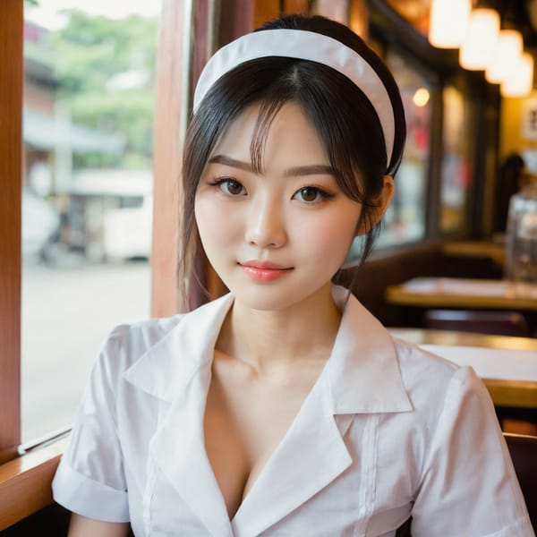 Tags: 21872187, SDXL
{"3": {"inputs": {"seed": 525359633606452, "steps": 32, "cfg": 6.39, "sampler_name": "dpmpp_2m", "scheduler": "karras", "denoise": 1.0, "model": ["27", 0], "positive": ["6", 0], "negative": ["7", 0], "latent_image": ["5", 0]}, "class_type": "KSampler"}, "4": {"inputs": {"ckpt_name": "juggernautxl.safetensors"}, "class_type": "CheckpointLoaderSimple"}, "5": {"inputs": {"width": 1024, "height": 1024, "batch_size": 1}, "class_type": "EmptyLatentImage"}, "6": {"inputs": {"text": "28 year old girl, (taiwanese:0.99), (japanese:1.01), (blush:1.03), (beautiful eyes:1.11), (double eyelids:0.99), (temptress:1.07), (slim:1.09), (eyelashes:1.07), (cute:0.96), (sexy lips:1.09), (pale skin:1.00), (detailed face:0.97), (seductive facial expression:1.03), (perky ass:1.06), (exposed ass:1.02), (looking back:1.01), (sexy ass:1.09), (thigh gap:0.97), (a waitress in uniform:0.96) working at a restaurant, (textured skin:1.00), (skin fuzz:1.05), (RAW:1.01), (natural looking skin:1.07), (candid cinema:1.08), (portra:1.05), (detailed skin:1.08), (film:1.08), (soft lighting:1.09)", "clip": ["27", 1]}, "class_type": "CLIPTextEncode"}, "7": {"inputs": {"text": "(open mouth:1.05), (watermark:1.13), (twisted:1.11), (bad hands:1.08), (low resolution:1.08), (distorted:1.05), (worst quality:1.13)", "clip": ["27", 1]}, "class_type": "CLIPTextEncode"}, "8": {"inputs": {"samples": ["3", 0], "vae": ["4", 2]}, "class_type": "VAEDecode"}, "25": {"inputs": {"lora_name": "nudify_xl.safetensors", "strength_model": 0.01, "strength_clip": 0.22, "model": ["4", 0], "clip": ["4", 1]}, "class_type": "LoraLoader"}, "26": {"inputs": {"lora_name": "shirtlift_SDXL_v2.safetensors", "strength_model": 0.13, "strength_clip": 0.06, "model": ["25", 0], "clip": ["25", 1]}, "class_type": "LoraLoader"}, "27": {"inputs": {"lora_name": "PerfectEyesXL.safetensors", "strength_model": 0.0, "strength_clip": 0.13, "model": ["26", 0], "clip": ["26", 1]}, "class_type": "LoraLoader"}, "30": {"inputs": {"model_name": "4x_NMKD-Superscale-SP_178000_G.pth"}, "class_type": "UpscaleModelLoader"}, "31": {"inputs": {"upscale_model": ["30", 0], "image": ["8", 0]}, "class_type": "ImageUpscaleWithModel"}, "32": {"inputs": {"upscale_method": "lanczos", "scale_by": 0.5, "image": ["31", 0]}, "class_type": "ImageScaleBy"}, "33": {"inputs": {"pixels": ["32", 0], "vae": ["4", 2]}, "class_type": "VAEEncode"}, "34": {"inputs": {"seed": 525359633606452, "steps": 32, "cfg": 6.39, "sampler_name": "dpmpp_2m", "scheduler": "karras", "denoise": 0.3, "model": ["27", 0], "positive": ["6", 0], "negative": ["7", 0], "latent_image": ["33", 0]}, "class_type": "KSampler"}, "36": {"inputs": {"samples": ["34", 0], "vae": ["4", 2]}, "class_type": "VAEDecode"}, "39": {"inputs": {"filename_prefix": "comfyapi-1724624408807", "images": ["36", 0]}, "class_type": "SaveImage"}}