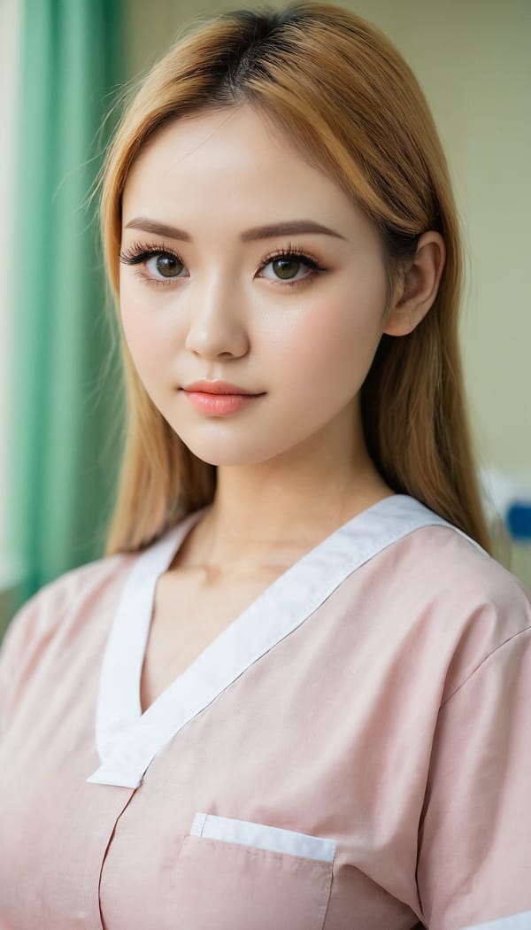 Tags: 21872187, SDXL
{"3": {"inputs": {"seed": 397658133413864, "steps": 64, "cfg": 6.46, "sampler_name": "dpmpp_2m", "scheduler": "karras", "denoise": 1.0, "model": ["27", 0], "positive": ["6", 0], "negative": ["7", 0], "latent_image": ["5", 0]}, "class_type": "KSampler"}, "4": {"inputs": {"ckpt_name": "juggernautxl.safetensors"}, "class_type": "CheckpointLoaderSimple"}, "5": {"inputs": {"width": 768, "height": 1344, "batch_size": 1}, "class_type": "EmptyLatentImage"}, "6": {"inputs": {"text": "28 year old girl, (blush:1.01), (cute:1.07), (beautiful eyes:0.98), (sexy lips:0.95), (eyelashes:1.13), (seductive facial expression:1.13), (slim:1.14), (pale skin:0.97), (idol:0.96), (detailed face:1.07), (double eyelids:1.11), (temptress:1.11), (in a seductive pose:1.02), (large perky breasts:0.98), (cleavage:1.04), (thigh gap:1.00), (nurse in uniform:1.03) working in a hospital ward, (textured skin:1.00), (film:1.07), (natural looking skin:1.05), (RAW:1.02), (portra:1.05), (candid cinema:1.05), (detailed skin:1.03), (skin fuzz:1.08), (soft lighting:1.03)", "clip": ["27", 1]}, "class_type": "CLIPTextEncode"}, "7": {"inputs": {"text": "(open mouth:1.12), (bad hands:1.09), (distorted:1.07), (worst quality:1.05), (watermark:1.14), (twisted:1.09), (low resolution:1.11)", "clip": ["27", 1]}, "class_type": "CLIPTextEncode"}, "8": {"inputs": {"samples": ["3", 0], "vae": ["4", 2]}, "class_type": "VAEDecode"}, "25": {"inputs": {"lora_name": "nudify_xl.safetensors", "strength_model": 0.1, "strength_clip": 0.01, "model": ["4", 0], "clip": ["4", 1]}, "class_type": "LoraLoader"}, "26": {"inputs": {"lora_name": "shirtlift_SDXL_v2.safetensors", "strength_model": 0.15, "strength_clip": 0.01, "model": ["25", 0], "clip": ["25", 1]}, "class_type": "LoraLoader"}, "27": {"inputs": {"lora_name": "PerfectEyesXL.safetensors", "strength_model": 0.04, "strength_clip": 0.05, "model": ["26", 0], "clip": ["26", 1]}, "class_type": "LoraLoader"}, "30": {"inputs": {"model_name": "4x_NMKD-Superscale-SP_178000_G.pth"}, "class_type": "UpscaleModelLoader"}, "31": {"inputs": {"upscale_model": ["30", 0], "image": ["8", 0]}, "class_type": "ImageUpscaleWithModel"}, "32": {"inputs": {"upscale_method": "lanczos", "scale_by": 0.5, "image": ["31", 0]}, "class_type": "ImageScaleBy"}, "33": {"inputs": {"pixels": ["32", 0], "vae": ["4", 2]}, "class_type": "VAEEncode"}, "34": {"inputs": {"seed": 397658133413864, "steps": 64, "cfg": 6.46, "sampler_name": "dpmpp_2m", "scheduler": "karras", "denoise": 0.3, "model": ["27", 0], "positive": ["6", 0], "negative": ["7", 0], "latent_image": ["33", 0]}, "class_type": "KSampler"}, "36": {"inputs": {"samples": ["34", 0], "vae": ["4", 2]}, "class_type": "VAEDecode"}, "39": {"inputs": {"filename_prefix": "comfyapi-1716722453936", "images": ["36", 0]}, "class_type": "SaveImage"}}