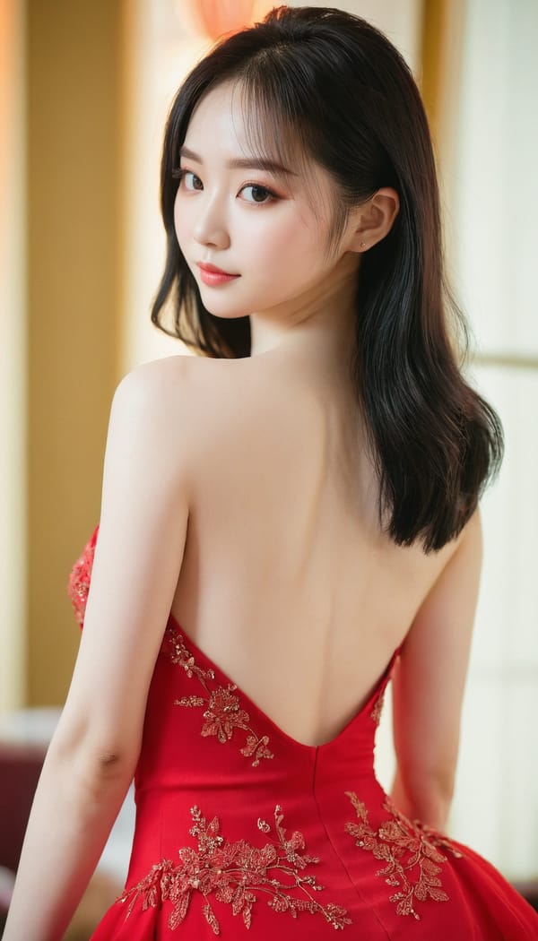 Tags: 21872187, SDXL
{"3": {"inputs": {"seed": 352585243476188, "steps": 64, "cfg": 6.81, "sampler_name": "dpmpp_2m", "scheduler": "karras", "denoise": 1.0, "model": ["27", 0], "positive": ["6", 0], "negative": ["7", 0], "latent_image": ["5", 0]}, "class_type": "KSampler"}, "4": {"inputs": {"ckpt_name": "juggernautxl.safetensors"}, "class_type": "CheckpointLoaderSimple"}, "5": {"inputs": {"width": 768, "height": 1344, "batch_size": 1}, "class_type": "EmptyLatentImage"}, "6": {"inputs": {"text": "22 year old girl, (irish:0.97), (chinese:0.99), (taiwanese:0.96), (idol:0.98), (pale skin:1.01), (eyelashes:1.09), (seductive facial expression:1.07), (beautiful eyes:1.01), (double eyelids:1.00), (slim:1.04), (sexy lips:1.08), (seductive pose:1.08), (temptress:1.11), (cute:1.01), (detailed face:0.97), (blush:1.08), (perky ass:1.01), (exposed ass:1.00), (looking back:0.96), (sexy ass:1.10), (thigh gap:1.03), (wearing a low-cut red dress:1.13) at a ballroom, (candid cinema:1.04), (soft lighting:1.03), (textured skin:1.01), (film:1.02), (portra:1.05), (RAW:1.00), (natural looking skin:1.00), (detailed skin:1.02), (skin fuzz:1.09)", "clip": ["27", 1]}, "class_type": "CLIPTextEncode"}, "7": {"inputs": {"text": "(open mouth:1.08), (bad hands:1.14), (watermark:1.06), (low resolution:1.11), (twisted:1.10), (distorted:1.09), (worst quality:1.12)", "clip": ["27", 1]}, "class_type": "CLIPTextEncode"}, "8": {"inputs": {"samples": ["3", 0], "vae": ["4", 2]}, "class_type": "VAEDecode"}, "25": {"inputs": {"lora_name": "nudify_xl.safetensors", "strength_model": 0.17, "strength_clip": 0.23, "model": ["4", 0], "clip": ["4", 1]}, "class_type": "LoraLoader"}, "26": {"inputs": {"lora_name": "shirtlift_SDXL_v2.safetensors", "strength_model": 0.07, "strength_clip": 0.05, "model": ["25", 0], "clip": ["25", 1]}, "class_type": "LoraLoader"}, "27": {"inputs": {"lora_name": "PerfectEyesXL.safetensors", "strength_model": 0.02, "strength_clip": 0.19, "model": ["26", 0], "clip": ["26", 1]}, "class_type": "LoraLoader"}, "30": {"inputs": {"model_name": "4x_NMKD-Superscale-SP_178000_G.pth"}, "class_type": "UpscaleModelLoader"}, "31": {"inputs": {"upscale_model": ["30", 0], "image": ["8", 0]}, "class_type": "ImageUpscaleWithModel"}, "32": {"inputs": {"upscale_method": "lanczos", "scale_by": 0.5, "image": ["31", 0]}, "class_type": "ImageScaleBy"}, "33": {"inputs": {"pixels": ["32", 0], "vae": ["4", 2]}, "class_type": "VAEEncode"}, "34": {"inputs": {"seed": 352585243476188, "steps": 64, "cfg": 6.81, "sampler_name": "dpmpp_2m", "scheduler": "karras", "denoise": 0.3, "model": ["27", 0], "positive": ["6", 0], "negative": ["7", 0], "latent_image": ["33", 0]}, "class_type": "KSampler"}, "36": {"inputs": {"samples": ["34", 0], "vae": ["4", 2]}, "class_type": "VAEDecode"}, "39": {"inputs": {"filename_prefix": "comfyapi-1725314918412", "images": ["36", 0]}, "class_type": "SaveImage"}}