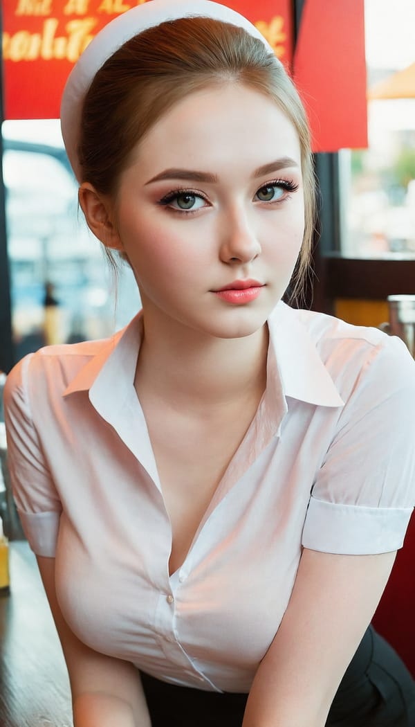 Tags: 21872187, SDXL
{"3": {"inputs": {"seed": 197192204723536, "steps": 32, "cfg": 6.45, "sampler_name": "dpmpp_2m", "scheduler": "karras", "denoise": 1.0, "model": ["27", 0], "positive": ["6", 0], "negative": ["7", 0], "latent_image": ["5", 0]}, "class_type": "KSampler"}, "4": {"inputs": {"ckpt_name": "juggernautXL_v8Rundiffusion.safetensors"}, "class_type": "CheckpointLoaderSimple"}, "5": {"inputs": {"width": 768, "height": 1344, "batch_size": 1}, "class_type": "EmptyLatentImage"}, "6": {"inputs": {"text": "22 year old girl, (russian:1.02), (idol:1.02), (beautiful eyes:1.04), (seductive facial expression:1.08), (pale skin:1.12), (eyelashes:0.95), (blush:1.00), (seductive pose:1.05), (temptress:0.99), (sexy lips:1.07), (slim:1.06), (cute:1.07), (detailed face:1.14), (double eyelids:1.02), (on all fours:1.06), (spreading ass cheeks:1.07), (from behind:1.02), (backboob:0.95), (a waitress in uniform:1.03) working at a restaurant, (skin fuzz:1.08), (natural looking skin:1.01), (textured skin:1.00), (portra:1.07), (RAW:1.07), (detailed skin:1.07), (candid cinema:1.05), (soft lighting:1.09), (film:1.08)", "clip": ["27", 1]}, "class_type": "CLIPTextEncode"}, "7": {"inputs": {"text": "(bad hands:1.08), (open mouth:1.12), (twisted:1.08), (distorted:1.10), (worst quality:1.05), (watermark:1.13), (low resolution:1.07)", "clip": ["27", 1]}, "class_type": "CLIPTextEncode"}, "8": {"inputs": {"samples": ["3", 0], "vae": ["4", 2]}, "class_type": "VAEDecode"}, "25": {"inputs": {"lora_name": "nudify_xl.safetensors", "strength_model": 0.34, "strength_clip": 0.22, "model": ["4", 0], "clip": ["4", 1]}, "class_type": "LoraLoader"}, "26": {"inputs": {"lora_name": "shirtlift_SDXL_v2.safetensors", "strength_model": 0.11, "strength_clip": 0.19, "model": ["25", 0], "clip": ["25", 1]}, "class_type": "LoraLoader"}, "27": {"inputs": {"lora_name": "PerfectEyesXL.safetensors", "strength_model": 0.19, "strength_clip": 0.06, "model": ["26", 0], "clip": ["26", 1]}, "class_type": "LoraLoader"}, "30": {"inputs": {"model_name": "4x_NMKD-Superscale-SP_178000_G.pth"}, "class_type": "UpscaleModelLoader"}, "31": {"inputs": {"upscale_model": ["30", 0], "image": ["8", 0]}, "class_type": "ImageUpscaleWithModel"}, "32": {"inputs": {"upscale_method": "lanczos", "scale_by": 0.5, "image": ["31", 0]}, "class_type": "ImageScaleBy"}, "33": {"inputs": {"pixels": ["32", 0], "vae": ["4", 2]}, "class_type": "VAEEncode"}, "34": {"inputs": {"seed": 197192204723536, "steps": 32, "cfg": 6.45, "sampler_name": "dpmpp_2m", "scheduler": "karras", "denoise": 0.3, "model": ["27", 0], "positive": ["6", 0], "negative": ["7", 0], "latent_image": ["33", 0]}, "class_type": "KSampler"}, "36": {"inputs": {"samples": ["34", 0], "vae": ["4", 2]}, "class_type": "VAEDecode"}, "39": {"inputs": {"filename_prefix": "comfyapi-1707433471128", "images": ["36", 0]}, "class_type": "SaveImage"}}