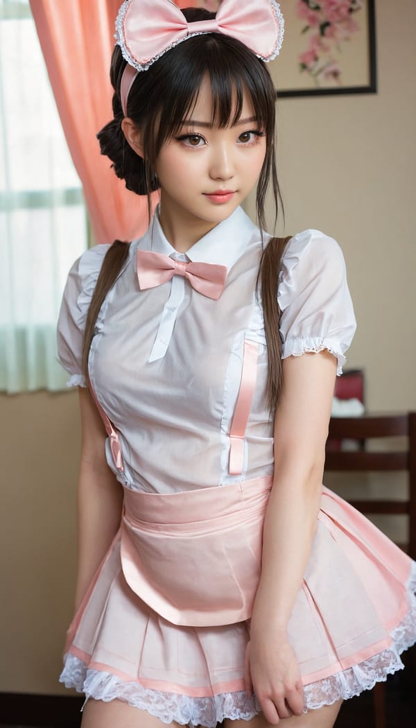 Tags: 21872187, SDXL
{"3": {"inputs": {"seed": 286876805034040, "steps": 32, "cfg": 7.75, "sampler_name": "dpmpp_2m", "scheduler": "karras", "denoise": 1.0, "model": ["27", 0], "positive": ["6", 0], "negative": ["7", 0], "latent_image": ["5", 0]}, "class_type": "KSampler"}, "4": {"inputs": {"ckpt_name": "juggernautxl.safetensors"}, "class_type": "CheckpointLoaderSimple"}, "5": {"inputs": {"width": 768, "height": 1344, "batch_size": 1}, "class_type": "EmptyLatentImage"}, "6": {"inputs": {"text": "20 year old girl, (ukrainian:0.95), (japanese:1.11), (blush:1.00), (cute:1.13), (seductive facial expression:0.98), (seductive pose:1.13), (double eyelids:1.06), (pale skin:0.99), (detailed face:1.06), (sexy lips:1.01), (temptress:1.07), (idol:1.00), (beautiful eyes:1.02), (eyelashes:1.11), (perky ass:1.07), (exposed ass:1.03), (looking back:1.09), (sexy ass:1.08), (thigh gap:1.10), in a (skimpy maid costume:1.06) working at a maid cafe, choker, bowtie, headband, pleated skirt, (RAW:1.06), (textured skin:1.06), (skin fuzz:1.05), (detailed skin:1.07), (portra:1.07), (soft lighting:1.01), (candid cinema:1.07), (film:1.03), (natural looking skin:1.02)", "clip": ["27", 1]}, "class_type": "CLIPTextEncode"}, "7": {"inputs": {"text": "(low resolution:1.06), (worst quality:1.05), (bad hands:1.09), (open mouth:1.13), (distorted:1.11), (twisted:1.09), (watermark:1.08)", "clip": ["27", 1]}, "class_type": "CLIPTextEncode"}, "8": {"inputs": {"samples": ["3", 0], "vae": ["4", 2]}, "class_type": "VAEDecode"}, "25": {"inputs": {"lora_name": "nudify_xl.safetensors", "strength_model": 0.04, "strength_clip": 0.0, "model": ["4", 0], "clip": ["4", 1]}, "class_type": "LoraLoader"}, "26": {"inputs": {"lora_name": "shirtlift_SDXL_v2.safetensors", "strength_model": 0.04, "strength_clip": 0.07, "model": ["25", 0], "clip": ["25", 1]}, "class_type": "LoraLoader"}, "27": {"inputs": {"lora_name": "PerfectEyesXL.safetensors", "strength_model": 0.04, "strength_clip": 0.08, "model": ["26", 0], "clip": ["26", 1]}, "class_type": "LoraLoader"}, "30": {"inputs": {"model_name": "4x_NMKD-Superscale-SP_178000_G.pth"}, "class_type": "UpscaleModelLoader"}, "31": {"inputs": {"upscale_model": ["30", 0], "image": ["8", 0]}, "class_type": "ImageUpscaleWithModel"}, "32": {"inputs": {"upscale_method": "lanczos", "scale_by": 0.5, "image": ["31", 0]}, "class_type": "ImageScaleBy"}, "33": {"inputs": {"pixels": ["32", 0], "vae": ["4", 2]}, "class_type": "VAEEncode"}, "34": {"inputs": {"seed": 286876805034040, "steps": 32, "cfg": 7.75, "sampler_name": "dpmpp_2m", "scheduler": "karras", "denoise": 0.3, "model": ["27", 0], "positive": ["6", 0], "negative": ["7", 0], "latent_image": ["33", 0]}, "class_type": "KSampler"}, "36": {"inputs": {"samples": ["34", 0], "vae": ["4", 2]}, "class_type": "VAEDecode"}, "39": {"inputs": {"filename_prefix": "comfyapi-1734073439044", "images": ["36", 0]}, "class_type": "SaveImage"}}