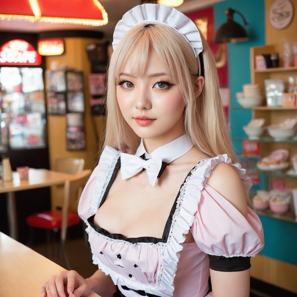 Tags: 21872187, SDXL
{"3": {"inputs": {"seed": 232910109555131, "steps": 64, "cfg": 7.69, "sampler_name": "dpmpp_2m", "scheduler": "karras", "denoise": 1.0, "model": ["27", 0], "positive": ["6", 0], "negative": ["7", 0], "latent_image": ["5", 0]}, "class_type": "KSampler"}, "4": {"inputs": {"ckpt_name": "juggernautxl.safetensors"}, "class_type": "CheckpointLoaderSimple"}, "5": {"inputs": {"width": 1024, "height": 1024, "batch_size": 1}, "class_type": "EmptyLatentImage"}, "6": {"inputs": {"text": "22 year old girl, (sexy lips:1.11), (double eyelids:0.95), (temptress:1.10), (beautiful eyes:1.11), (pale skin:0.98), (seductive pose:0.95), (blush:1.09), (seductive facial expression:1.13), (idol:1.05), (cute:1.14), (slim:1.14), (detailed face:1.07), (in a seductive pose:1.04), (large perky breasts:0.98), (cleavage:0.95), (thigh gap:1.06), in a (skimpy maid costume:1.13) working at a maid cafe, choker, bowtie, headband, pleated skirt, (candid cinema:1.04), (detailed skin:1.01), (soft lighting:1.07), (film:1.03), (natural looking skin:1.04), (skin fuzz:1.02), (RAW:1.02), (portra:1.06), (textured skin:1.09)", "clip": ["27", 1]}, "class_type": "CLIPTextEncode"}, "7": {"inputs": {"text": "(watermark:1.13), (distorted:1.08), (twisted:1.09), (worst quality:1.14), (bad hands:1.08), (low resolution:1.06), (open mouth:1.08)", "clip": ["27", 1]}, "class_type": "CLIPTextEncode"}, "8": {"inputs": {"samples": ["3", 0], "vae": ["4", 2]}, "class_type": "VAEDecode"}, "25": {"inputs": {"lora_name": "nudify_xl.safetensors", "strength_model": 0.02, "strength_clip": 0.1, "model": ["4", 0], "clip": ["4", 1]}, "class_type": "LoraLoader"}, "26": {"inputs": {"lora_name": "shirtlift_SDXL_v2.safetensors", "strength_model": 0.07, "strength_clip": 0.03, "model": ["25", 0], "clip": ["25", 1]}, "class_type": "LoraLoader"}, "27": {"inputs": {"lora_name": "PerfectEyesXL.safetensors", "strength_model": 0.11, "strength_clip": 0.19, "model": ["26", 0], "clip": ["26", 1]}, "class_type": "LoraLoader"}, "30": {"inputs": {"model_name": "4x_NMKD-Superscale-SP_178000_G.pth"}, "class_type": "UpscaleModelLoader"}, "31": {"inputs": {"upscale_model": ["30", 0], "image": ["8", 0]}, "class_type": "ImageUpscaleWithModel"}, "32": {"inputs": {"upscale_method": "lanczos", "scale_by": 0.5, "image": ["31", 0]}, "class_type": "ImageScaleBy"}, "33": {"inputs": {"pixels": ["32", 0], "vae": ["4", 2]}, "class_type": "VAEEncode"}, "34": {"inputs": {"seed": 232910109555131, "steps": 64, "cfg": 7.69, "sampler_name": "dpmpp_2m", "scheduler": "karras", "denoise": 0.3, "model": ["27", 0], "positive": ["6", 0], "negative": ["7", 0], "latent_image": ["33", 0]}, "class_type": "KSampler"}, "36": {"inputs": {"samples": ["34", 0], "vae": ["4", 2]}, "class_type": "VAEDecode"}, "39": {"inputs": {"filename_prefix": "comfyapi-1724998802220", "images": ["36", 0]}, "class_type": "SaveImage"}}