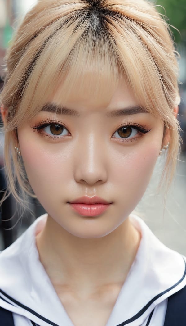 Tags: 21872187, SDXL
{"3": {"inputs": {"seed": 296245837557475, "steps": 32, "cfg": 6.85, "sampler_name": "dpmpp_2m", "scheduler": "karras", "denoise": 1.0, "model": ["27", 0], "positive": ["6", 0], "negative": ["7", 0], "latent_image": ["5", 0]}, "class_type": "KSampler"}, "4": {"inputs": {"ckpt_name": "juggernautxl.safetensors"}, "class_type": "CheckpointLoaderSimple"}, "5": {"inputs": {"width": 768, "height": 1344, "batch_size": 1}, "class_type": "EmptyLatentImage"}, "6": {"inputs": {"text": "24 year old girl, (korean:1.04), (irish:1.13), (ukrainian:0.95), (sexy lips:1.06), (detailed face:1.14), (seductive pose:1.14), (beautiful eyes:1.03), (blush:0.95), (idol:1.12), (double eyelids:1.10), (temptress:1.02), (slim:1.09), (pale skin:1.07), (eyelashes:0.97), (cute:1.13), (in a seductive pose:0.98), (large perky breasts:1.02), (cleavage:1.12), (thigh gap:1.10), (school uniform:1.07), choker, busy street, (film:1.07), (skin fuzz:1.00), (natural looking skin:1.04), (RAW:1.09), (portra:1.05), (textured skin:1.02), (candid cinema:1.07), (detailed skin:1.09), (soft lighting:1.04)", "clip": ["27", 1]}, "class_type": "CLIPTextEncode"}, "7": {"inputs": {"text": "(distorted:1.13), (twisted:1.11), (open mouth:1.07), (low resolution:1.14), (bad hands:1.11), (watermark:1.14), (worst quality:1.05)", "clip": ["27", 1]}, "class_type": "CLIPTextEncode"}, "8": {"inputs": {"samples": ["3", 0], "vae": ["4", 2]}, "class_type": "VAEDecode"}, "25": {"inputs": {"lora_name": "nudify_xl.safetensors", "strength_model": 0.01, "strength_clip": 0.02, "model": ["4", 0], "clip": ["4", 1]}, "class_type": "LoraLoader"}, "26": {"inputs": {"lora_name": "shirtlift_SDXL_v2.safetensors", "strength_model": 0.01, "strength_clip": 0.11, "model": ["25", 0], "clip": ["25", 1]}, "class_type": "LoraLoader"}, "27": {"inputs": {"lora_name": "PerfectEyesXL.safetensors", "strength_model": 0.09, "strength_clip": 0.07, "model": ["26", 0], "clip": ["26", 1]}, "class_type": "LoraLoader"}, "30": {"inputs": {"model_name": "4x_NMKD-Superscale-SP_178000_G.pth"}, "class_type": "UpscaleModelLoader"}, "31": {"inputs": {"upscale_model": ["30", 0], "image": ["8", 0]}, "class_type": "ImageUpscaleWithModel"}, "32": {"inputs": {"upscale_method": "lanczos", "scale_by": 0.5, "image": ["31", 0]}, "class_type": "ImageScaleBy"}, "33": {"inputs": {"pixels": ["32", 0], "vae": ["4", 2]}, "class_type": "VAEEncode"}, "34": {"inputs": {"seed": 296245837557475, "steps": 32, "cfg": 6.85, "sampler_name": "dpmpp_2m", "scheduler": "karras", "denoise": 0.3, "model": ["27", 0], "positive": ["6", 0], "negative": ["7", 0], "latent_image": ["33", 0]}, "class_type": "KSampler"}, "36": {"inputs": {"samples": ["34", 0], "vae": ["4", 2]}, "class_type": "VAEDecode"}, "39": {"inputs": {"filename_prefix": "comfyapi-1713234096904", "images": ["36", 0]}, "class_type": "SaveImage"}}