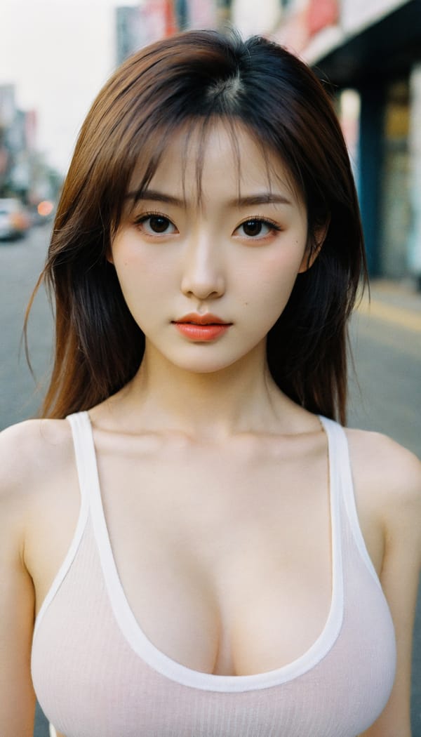 Tags: 21872187, SDXL
{"3": {"inputs": {"seed": 962454187955266, "steps": 32, "cfg": 7.99, "sampler_name": "dpmpp_2m", "scheduler": "karras", "denoise": 1.0, "model": ["27", 0], "positive": ["6", 0], "negative": ["7", 0], "latent_image": ["5", 0]}, "class_type": "KSampler"}, "4": {"inputs": {"ckpt_name": "helloworldxl.safetensors"}, "class_type": "CheckpointLoaderSimple"}, "5": {"inputs": {"width": 768, "height": 1344, "batch_size": 1}, "class_type": "EmptyLatentImage"}, "6": {"inputs": {"text": "27 year old girl, (korean:0.96), (idol:1.02), (double eyelids:1.08), (seductive pose:1.06), (blush:1.10), (cute:0.99), (beautiful eyes:0.97), (detailed face:0.96), (temptress:1.11), (slim:1.00), (pale skin:1.04), (seductive facial expression:1.03), (eyelashes:1.06), (in a seductive pose:1.00), (large perky breasts:0.97), (cleavage:1.00), (thigh gap:0.95), (white tanktop:1.03), busy street, (candid cinema:1.07), (RAW:1.05), (detailed skin:1.03), (film:1.08), (natural looking skin:1.03), (textured skin:1.09), (soft lighting:1.04), (portra:1.08), (skin fuzz:1.02)", "clip": ["27", 1]}, "class_type": "CLIPTextEncode"}, "7": {"inputs": {"text": "(distorted:1.12), (worst quality:1.14), (bad hands:1.06), (watermark:1.13), (low resolution:1.12), (twisted:1.06), (open mouth:1.05)", "clip": ["27", 1]}, "class_type": "CLIPTextEncode"}, "8": {"inputs": {"samples": ["3", 0], "vae": ["4", 2]}, "class_type": "VAEDecode"}, "25": {"inputs": {"lora_name": "nudify_xl.safetensors", "strength_model": 0.35, "strength_clip": 0.1, "model": ["4", 0], "clip": ["4", 1]}, "class_type": "LoraLoader"}, "26": {"inputs": {"lora_name": "shirtlift_SDXL_v2.safetensors", "strength_model": 0.02, "strength_clip": 0.09, "model": ["25", 0], "clip": ["25", 1]}, "class_type": "LoraLoader"}, "27": {"inputs": {"lora_name": "PerfectEyesXL.safetensors", "strength_model": 0.11, "strength_clip": 0.01, "model": ["26", 0], "clip": ["26", 1]}, "class_type": "LoraLoader"}, "30": {"inputs": {"model_name": "4x_NMKD-Superscale-SP_178000_G.pth"}, "class_type": "UpscaleModelLoader"}, "31": {"inputs": {"upscale_model": ["30", 0], "image": ["8", 0]}, "class_type": "ImageUpscaleWithModel"}, "32": {"inputs": {"upscale_method": "lanczos", "scale_by": 0.5, "image": ["31", 0]}, "class_type": "ImageScaleBy"}, "33": {"inputs": {"pixels": ["32", 0], "vae": ["4", 2]}, "class_type": "VAEEncode"}, "34": {"inputs": {"seed": 962454187955266, "steps": 32, "cfg": 7.99, "sampler_name": "dpmpp_2m", "scheduler": "karras", "denoise": 0.3, "model": ["27", 0], "positive": ["6", 0], "negative": ["7", 0], "latent_image": ["33", 0]}, "class_type": "KSampler"}, "36": {"inputs": {"samples": ["34", 0], "vae": ["4", 2]}, "class_type": "VAEDecode"}, "39": {"inputs": {"filename_prefix": "comfyapi-1731184372091", "images": ["36", 0]}, "class_type": "SaveImage"}}