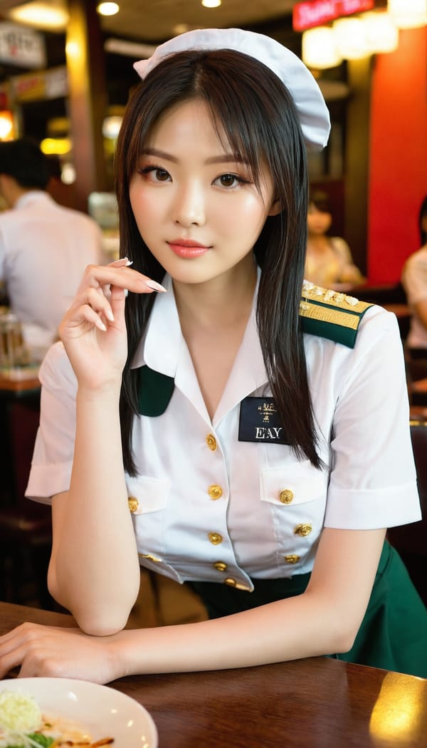 Tags: 21872187, SDXL
{"3": {"inputs": {"seed": 912925454233235, "steps": 64, "cfg": 7.29, "sampler_name": "dpmpp_2m", "scheduler": "karras", "denoise": 1.0, "model": ["27", 0], "positive": ["6", 0], "negative": ["7", 0], "latent_image": ["5", 0]}, "class_type": "KSampler"}, "4": {"inputs": {"ckpt_name": "juggernautxl.safetensors"}, "class_type": "CheckpointLoaderSimple"}, "5": {"inputs": {"width": 768, "height": 1344, "batch_size": 1}, "class_type": "EmptyLatentImage"}, "6": {"inputs": {"text": "23 year old girl, (taiwanese:1.01), (irish:1.01), (seductive facial expression:1.00), (cute:1.01), (blush:1.08), (sexy lips:1.12), (eyelashes:1.07), (temptress:1.12), (detailed face:1.05), (slim:1.03), (pale skin:1.13), (idol:0.99), (double eyelids:1.06), (beautiful eyes:0.98), (in a seductive pose:0.96), (large perky breasts:1.00), (cleavage:0.98), (thigh gap:1.01), (a waitress in uniform:1.08) working at a restaurant, (film:1.07), (soft lighting:1.07), (skin fuzz:1.08), (portra:1.02), (RAW:1.07), (candid cinema:1.01), (natural looking skin:1.05), (detailed skin:1.04), (textured skin:1.00)", "clip": ["27", 1]}, "class_type": "CLIPTextEncode"}, "7": {"inputs": {"text": "(watermark:1.09), (low resolution:1.10), (open mouth:1.10), (twisted:1.06), (distorted:1.14), (worst quality:1.07)", "clip": ["27", 1]}, "class_type": "CLIPTextEncode"}, "8": {"inputs": {"samples": ["3", 0], "vae": ["4", 2]}, "class_type": "VAEDecode"}, "25": {"inputs": {"lora_name": "nudify_xl.safetensors", "strength_model": 0.17, "strength_clip": 0.07, "model": ["4", 0], "clip": ["4", 1]}, "class_type": "LoraLoader"}, "26": {"inputs": {"lora_name": "shirtlift_SDXL_v2.safetensors", "strength_model": 0.19, "strength_clip": 0.16, "model": ["25", 0], "clip": ["25", 1]}, "class_type": "LoraLoader"}, "27": {"inputs": {"lora_name": "PerfectEyesXL.safetensors", "strength_model": 0.08, "strength_clip": 0.12, "model": ["26", 0], "clip": ["26", 1]}, "class_type": "LoraLoader"}, "30": {"inputs": {"model_name": "4x_NMKD-Superscale-SP_178000_G.pth"}, "class_type": "UpscaleModelLoader"}, "31": {"inputs": {"upscale_model": ["30", 0], "image": ["8", 0]}, "class_type": "ImageUpscaleWithModel"}, "32": {"inputs": {"upscale_method": "lanczos", "scale_by": 0.5, "image": ["31", 0]}, "class_type": "ImageScaleBy"}, "33": {"inputs": {"pixels": ["32", 0], "vae": ["4", 2]}, "class_type": "VAEEncode"}, "34": {"inputs": {"seed": 912925454233235, "steps": 64, "cfg": 7.29, "sampler_name": "dpmpp_2m", "scheduler": "karras", "denoise": 0.3, "model": ["27", 0], "positive": ["6", 0], "negative": ["7", 0], "latent_image": ["33", 0]}, "class_type": "KSampler"}, "36": {"inputs": {"samples": ["34", 0], "vae": ["4", 2]}, "class_type": "VAEDecode"}, "39": {"inputs": {"filename_prefix": "comfyapi-1716761900668", "images": ["36", 0]}, "class_type": "SaveImage"}}