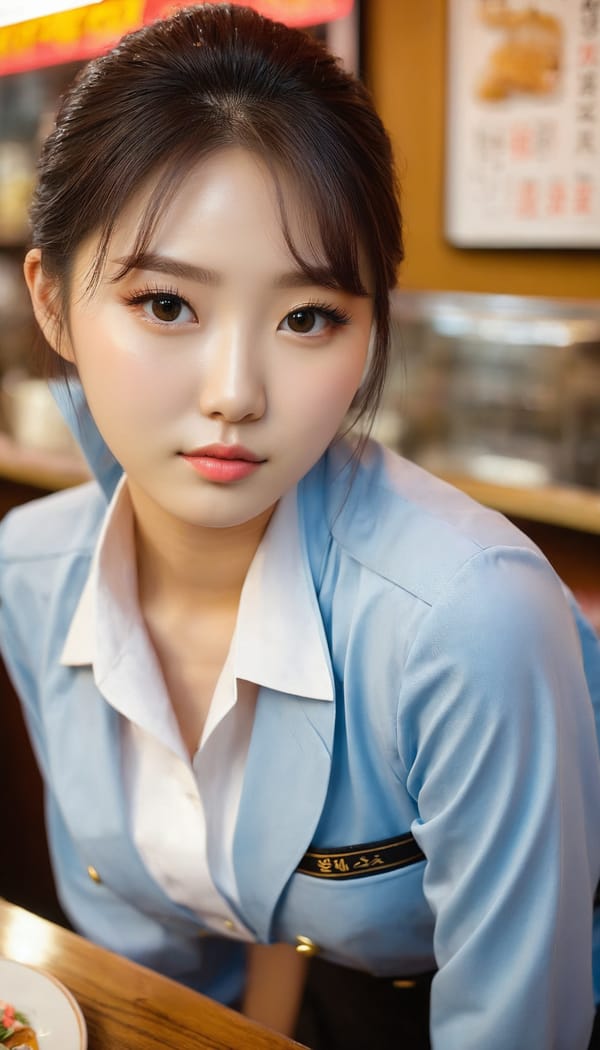 Tags: 21872187, SDXL
{"3": {"inputs": {"seed": 795422591151197, "steps": 32, "cfg": 5.9, "sampler_name": "dpmpp_2m", "scheduler": "karras", "denoise": 1.0, "model": ["27", 0], "positive": ["6", 0], "negative": ["7", 0], "latent_image": ["5", 0]}, "class_type": "KSampler"}, "4": {"inputs": {"ckpt_name": "juggernautxl.safetensors"}, "class_type": "CheckpointLoaderSimple"}, "5": {"inputs": {"width": 768, "height": 1344, "batch_size": 1}, "class_type": "EmptyLatentImage"}, "6": {"inputs": {"text": "21 year old girl, (korean:1.05), (beautiful eyes:1.09), (detailed face:0.98), (idol:0.97), (sexy lips:1.09), (eyelashes:1.14), (temptress:1.13), (seductive pose:0.95), (blush:1.03), (pale skin:1.04), (slim:1.11), (cute:0.95), (on all fours:1.01), (spreading ass cheeks:1.06), (from behind:1.00), (backboob:1.08), (a waitress in uniform:1.10) working at a restaurant, (portra:1.03), (textured skin:1.00), (RAW:1.03), (soft lighting:1.00), (candid cinema:1.01), (film:1.07), (detailed skin:1.02), (natural looking skin:1.08), (skin fuzz:1.03)", "clip": ["27", 1]}, "class_type": "CLIPTextEncode"}, "7": {"inputs": {"text": "(open mouth:1.14), (distorted:1.12), (watermark:1.12), (low resolution:1.14), (worst quality:1.13), (twisted:1.09), (bad hands:1.11)", "clip": ["27", 1]}, "class_type": "CLIPTextEncode"}, "8": {"inputs": {"samples": ["3", 0], "vae": ["4", 2]}, "class_type": "VAEDecode"}, "25": {"inputs": {"lora_name": "nudify_xl.safetensors", "strength_model": 0.39, "strength_clip": 0.07, "model": ["4", 0], "clip": ["4", 1]}, "class_type": "LoraLoader"}, "26": {"inputs": {"lora_name": "shirtlift_SDXL_v2.safetensors", "strength_model": 0.09, "strength_clip": 0.06, "model": ["25", 0], "clip": ["25", 1]}, "class_type": "LoraLoader"}, "27": {"inputs": {"lora_name": "PerfectEyesXL.safetensors", "strength_model": 0.12, "strength_clip": 0.02, "model": ["26", 0], "clip": ["26", 1]}, "class_type": "LoraLoader"}, "30": {"inputs": {"model_name": "4x_NMKD-Superscale-SP_178000_G.pth"}, "class_type": "UpscaleModelLoader"}, "31": {"inputs": {"upscale_model": ["30", 0], "image": ["8", 0]}, "class_type": "ImageUpscaleWithModel"}, "32": {"inputs": {"upscale_method": "lanczos", "scale_by": 0.5, "image": ["31", 0]}, "class_type": "ImageScaleBy"}, "33": {"inputs": {"pixels": ["32", 0], "vae": ["4", 2]}, "class_type": "VAEEncode"}, "34": {"inputs": {"seed": 795422591151197, "steps": 32, "cfg": 5.9, "sampler_name": "dpmpp_2m", "scheduler": "karras", "denoise": 0.3, "model": ["27", 0], "positive": ["6", 0], "negative": ["7", 0], "latent_image": ["33", 0]}, "class_type": "KSampler"}, "36": {"inputs": {"samples": ["34", 0], "vae": ["4", 2]}, "class_type": "VAEDecode"}, "39": {"inputs": {"filename_prefix": "comfyapi-1723683661004", "images": ["36", 0]}, "class_type": "SaveImage"}}