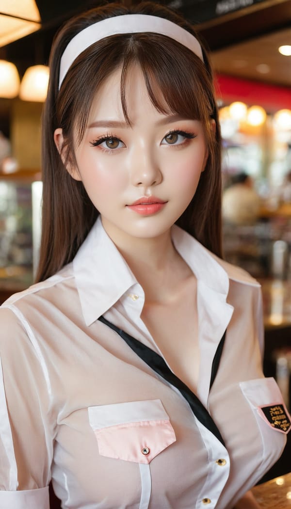 Tags: 21872187, SDXL
{"3": {"inputs": {"seed": 743399322705153, "steps": 64, "cfg": 7.29, "sampler_name": "dpmpp_2m", "scheduler": "karras", "denoise": 1.0, "model": ["27", 0], "positive": ["6", 0], "negative": ["7", 0], "latent_image": ["5", 0]}, "class_type": "KSampler"}, "4": {"inputs": {"ckpt_name": "juggernautxl.safetensors"}, "class_type": "CheckpointLoaderSimple"}, "5": {"inputs": {"width": 768, "height": 1344, "batch_size": 1}, "class_type": "EmptyLatentImage"}, "6": {"inputs": {"text": "19 year old girl, (blush:1.09), (eyelashes:1.02), (sexy lips:1.13), (seductive pose:0.95), (double eyelids:1.09), (pale skin:1.12), (idol:1.09), (slim:0.97), (beautiful eyes:1.06), (temptress:1.08), (detailed face:1.09), (cute:0.95), (seductive facial expression:1.05), (in a seductive pose:1.02), (large perky breasts:1.00), (cleavage:1.01), (thigh gap:1.09), (a waitress in uniform:1.03) working at a restaurant, (soft lighting:1.08), (textured skin:1.01), (candid cinema:1.07), (natural looking skin:1.01), (skin fuzz:1.06), (RAW:1.05), (detailed skin:1.04), (portra:1.09), (film:1.09)", "clip": ["27", 1]}, "class_type": "CLIPTextEncode"}, "7": {"inputs": {"text": "(watermark:1.12), (distorted:1.10), (low resolution:1.11), (open mouth:1.13), (worst quality:1.05), (twisted:1.05), (bad hands:1.08)", "clip": ["27", 1]}, "class_type": "CLIPTextEncode"}, "8": {"inputs": {"samples": ["3", 0], "vae": ["4", 2]}, "class_type": "VAEDecode"}, "25": {"inputs": {"lora_name": "nudify_xl.safetensors", "strength_model": 0.02, "strength_clip": 0.17, "model": ["4", 0], "clip": ["4", 1]}, "class_type": "LoraLoader"}, "26": {"inputs": {"lora_name": "shirtlift_SDXL_v2.safetensors", "strength_model": 0.02, "strength_clip": 0.12, "model": ["25", 0], "clip": ["25", 1]}, "class_type": "LoraLoader"}, "27": {"inputs": {"lora_name": "PerfectEyesXL.safetensors", "strength_model": 0.06, "strength_clip": 0.16, "model": ["26", 0], "clip": ["26", 1]}, "class_type": "LoraLoader"}, "30": {"inputs": {"model_name": "4x_NMKD-Superscale-SP_178000_G.pth"}, "class_type": "UpscaleModelLoader"}, "31": {"inputs": {"upscale_model": ["30", 0], "image": ["8", 0]}, "class_type": "ImageUpscaleWithModel"}, "32": {"inputs": {"upscale_method": "lanczos", "scale_by": 0.5, "image": ["31", 0]}, "class_type": "ImageScaleBy"}, "33": {"inputs": {"pixels": ["32", 0], "vae": ["4", 2]}, "class_type": "VAEEncode"}, "34": {"inputs": {"seed": 743399322705153, "steps": 64, "cfg": 7.29, "sampler_name": "dpmpp_2m", "scheduler": "karras", "denoise": 0.3, "model": ["27", 0], "positive": ["6", 0], "negative": ["7", 0], "latent_image": ["33", 0]}, "class_type": "KSampler"}, "36": {"inputs": {"samples": ["34", 0], "vae": ["4", 2]}, "class_type": "VAEDecode"}, "39": {"inputs": {"filename_prefix": "comfyapi-1714532979498", "images": ["36", 0]}, "class_type": "SaveImage"}}