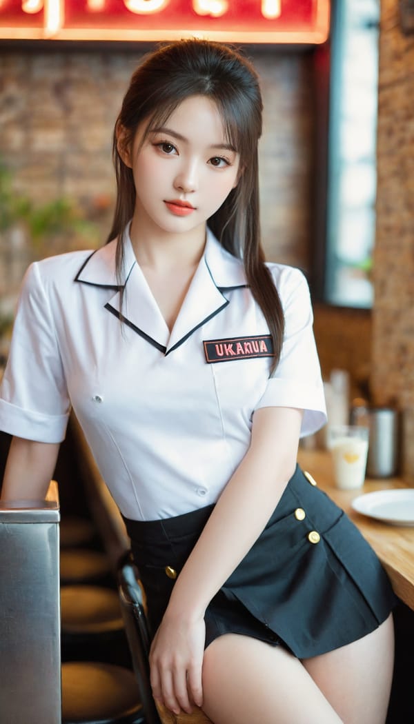 Tags: 21872187, SDXL
{"3": {"inputs": {"seed": 911863010495079, "steps": 64, "cfg": 6.9, "sampler_name": "dpmpp_2m", "scheduler": "karras", "denoise": 1.0, "model": ["27", 0], "positive": ["6", 0], "negative": ["7", 0], "latent_image": ["5", 0]}, "class_type": "KSampler"}, "4": {"inputs": {"ckpt_name": "leosamsHelloworldSDXL_helloworldSDXL32DPO.safetensors"}, "class_type": "CheckpointLoaderSimple"}, "5": {"inputs": {"width": 768, "height": 1344, "batch_size": 1}, "class_type": "EmptyLatentImage"}, "6": {"inputs": {"text": "21 year old girl, (russian:0.96), (ukrainian:1.13), (korean:1.07), (japanese:1.11), (seductive facial expression:0.95), (pale skin:1.10), (temptress:0.96), (blush:1.01), (seductive pose:1.06), (detailed face:1.14), (idol:1.02), (cute:1.11), (slim:1.00), (beautiful eyes:1.07), (eyelashes:0.96), (sexy lips:1.07), (perky ass:1.10), (exposed ass:1.01), (looking back:1.12), (sexy ass:1.06), (thigh gap:1.00), (a waitress in uniform:1.13) working at a restaurant, (portra:1.04), (RAW:1.08), (textured skin:1.07), (natural looking skin:1.04), (skin fuzz:1.05), (soft lighting:1.08), (film:1.04), (candid cinema:1.06), (detailed skin:1.04)", "clip": ["27", 1]}, "class_type": "CLIPTextEncode"}, "7": {"inputs": {"text": "(twisted:1.12), (distorted:1.11), (bad hands:1.13), (low resolution:1.07), (watermark:1.14), (worst quality:1.14), (open mouth:1.05)", "clip": ["27", 1]}, "class_type": "CLIPTextEncode"}, "8": {"inputs": {"samples": ["3", 0], "vae": ["4", 2]}, "class_type": "VAEDecode"}, "25": {"inputs": {"lora_name": "nudify_xl.safetensors", "strength_model": 0.09, "strength_clip": 0.29, "model": ["4", 0], "clip": ["4", 1]}, "class_type": "LoraLoader"}, "26": {"inputs": {"lora_name": "shirtlift_SDXL_v2.safetensors", "strength_model": 0.03, "strength_clip": 0.08, "model": ["25", 0], "clip": ["25", 1]}, "class_type": "LoraLoader"}, "27": {"inputs": {"lora_name": "PerfectEyesXL.safetensors", "strength_model": 0.18, "strength_clip": 0.09, "model": ["26", 0], "clip": ["26", 1]}, "class_type": "LoraLoader"}, "30": {"inputs": {"model_name": "4x_NMKD-Superscale-SP_178000_G.pth"}, "class_type": "UpscaleModelLoader"}, "31": {"inputs": {"upscale_model": ["30", 0], "image": ["8", 0]}, "class_type": "ImageUpscaleWithModel"}, "32": {"inputs": {"upscale_method": "lanczos", "scale_by": 0.5, "image": ["31", 0]}, "class_type": "ImageScaleBy"}, "33": {"inputs": {"pixels": ["32", 0], "vae": ["4", 2]}, "class_type": "VAEEncode"}, "34": {"inputs": {"seed": 911863010495079, "steps": 64, "cfg": 6.9, "sampler_name": "dpmpp_2m", "scheduler": "karras", "denoise": 0.3, "model": ["27", 0], "positive": ["6", 0], "negative": ["7", 0], "latent_image": ["33", 0]}, "class_type": "KSampler"}, "36": {"inputs": {"samples": ["34", 0], "vae": ["4", 2]}, "class_type": "VAEDecode"}, "39": {"inputs": {"filename_prefix": "comfyapi-1707676824560", "images": ["36", 0]}, "class_type": "SaveImage"}}